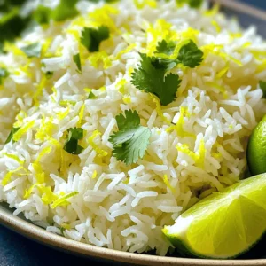 To make coconut lime rice, you need a few simple ingredients. Here’s what you’ll need: - 1 cup jasmine rice - 1 can (400 ml) coconut milk - 1 cup water - Zest of 1 lime - 2 tablespoons fresh lime juice - 1 tablespoon sugar (optional, for added sweetness) - 1/2 teaspoon salt - Fresh cilantro, chopped (for garnish) - Lime wedges (for serving) Jasmine rice gives a lovely aroma and fluffy texture. Coconut milk adds a rich, creamy taste. Fresh lime adds brightness. You can adjust the sugar to suit your taste, while salt enhances all the flavors. Cilantro adds a fresh touch, and lime wedges are perfect for serving. This recipe is both flavorful and simple, making it a great choice for any meal. You can find the full recipe in the article. Enjoy the tropical flavors! Rinsing the rice Start by rinsing the jasmine rice under cold running water. Rinse for about 2-3 minutes or until the water runs clear. This step is key. It removes extra starch. This helps your rice stay fluffy, not sticky. Combining ingredients in a saucepan In a medium saucepan, add the rinsed rice. Next, pour in one can of coconut milk and a cup of water. Add the zest of one lime, optional sugar, and salt. Stir gently to mix all the ingredients well. Boiling and simmering Place the saucepan on medium-high heat. Bring the mixture to a gentle boil. Once it boils, reduce the heat to low. Cover the saucepan tightly and let it simmer for 15-20 minutes. The rice should absorb the liquid and become tender. Steaming the rice After 20 minutes, turn off the heat but keep the saucepan covered. Let the rice steam in its own heat for an extra 5 minutes. This step makes the texture even better. Fluffing the rice Once the steaming is done, use a fork to fluff the rice gently. This helps separate the grains. Adding lime juice and seasoning Drizzle in the fresh lime juice and mix it well. Taste your rice. You might want to add more salt or lime juice for flavor. To get fluffy rice, rinsing is key. Rinse the jasmine rice under cold water for about 2-3 minutes. Keep rinsing until the water runs clear. This step removes extra starch. Less starch means fluffier rice, not sticky. Simmering and steaming are also crucial. After boiling, reduce the heat to a low simmer. Cover the pan tightly and cook for 15-20 minutes. This lets the rice absorb all the liquid. Once done, turn off the heat and let it steam for 5 more minutes. This extra time makes the rice light and airy. You can adjust sweetness and salt to fit your taste. If you like sweeter rice, add the optional sugar. For salt, start small. You can always add more later. Fresh herbs and garnishes make a big difference. Chopped cilantro adds color and taste. Squeeze fresh lime juice over the rice for a bright kick. You can also serve lime wedges on the side. These small changes take your rice from good to great. For the complete recipe, check out the Full Recipe section. {{image_4}} You can switch out jasmine rice for other types. Long-grain rice works well if you want to try something different. Brown rice is another option. It takes longer to cook, so adjust the time accordingly. You might prefer low-fat coconut milk. This option lowers the calories while still adding flavor. The rice will taste great, and you can enjoy it guilt-free. Let’s make your coconut lime rice even more exciting! Adding spices can elevate the dish. Fresh ginger adds warmth, while lemongrass brings a nice citrus note. Just a small amount can transform the flavor. You can also play with other citrus fruits. Try using orange or grapefruit zest. These flavors can create a new twist, making the rice even more refreshing. Experimenting keeps your cooking fun and interesting! For the full recipe, check out the Tropical Coconut Lime Rice. Enjoy the journey of flavor! To store leftover coconut lime rice, place it in an airtight container. Make sure the rice cools down to room temperature first. This helps prevent moisture buildup, which can make your rice soggy. Refrigerate the container for up to four days. When you're ready to eat, reheat the rice in the microwave or on the stovetop. Add a splash of water to keep it moist. Remember, never leave cooked rice at room temperature for more than two hours. This can lead to harmful bacteria. If you want to keep coconut lime rice for a longer time, freezing is the way to go. Start by letting the rice cool completely. Then, scoop it into freezer-safe bags or containers. Flatten the bags for easier storage. Label each bag with the date. You can freeze it for up to three months. When you’re ready to enjoy it, thaw the rice in the fridge overnight. You can also reheat it straight from the freezer. Just add a bit of water to keep it fluffy and tasty. For full details, check out the Full Recipe. Can I use brown rice instead of jasmine rice? Yes, you can use brown rice instead of jasmine rice. Brown rice is healthy and adds a nutty flavor. However, it takes longer to cook. Adjust cooking time to about 40-45 minutes. You will need more water too, around 1.5 cups. What dishes pair well with coconut lime rice? Coconut lime rice goes well with many dishes. It is great with grilled chicken, shrimp, or fish. It also pairs nicely with stir-fried vegetables or curry. You can serve it as a base for a tropical bowl with fresh fruits or greens. How can I prevent rice from being sticky? To prevent sticky rice, rinse the rice well before cooking. This washes away excess starch. Also, avoid overcooking. Follow the recipe closely and let the rice steam for a few minutes after cooking. This helps achieve that fluffy texture. Caloric content per serving Coconut lime rice has about 300 calories per serving. This can vary based on the added ingredients. Major nutrients in coconut lime rice This dish is rich in carbohydrates from the rice. It also provides healthy fats from the coconut milk. You get some vitamins and minerals from lime juice and fresh herbs. This blog post covered how to make coconut lime rice using simple ingredients. You learned the steps for rinsing and cooking jasmine rice, as well as adding coconut milk and lime for flavor. Tips were shared to help you achieve the perfect fluffy texture. You also explored variations and storage methods to make it even easier. In closing, coconut lime rice is both easy to make and delicious. Enjoy experimenting with flavors and finding the best way to serve it.