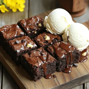 - 1 cup unsalted butter - 2 cups granulated sugar - 4 large eggs - 1 teaspoon vanilla extract To make the best fudgy brownies, you need these core ingredients. Unsalted butter gives the brownies a rich, smooth base. Granulated sugar adds sweetness and helps create that perfect crust. The eggs provide moisture, binding everything together. Lastly, vanilla extract enhances the overall flavor with its warm notes. - 1 cup all-purpose flour - 1 cup unsweetened cocoa powder - 1 teaspoon baking powder - 1/2 teaspoon salt Dry ingredients play a key role in the texture. All-purpose flour forms the structure. Cocoa powder gives that deep chocolate flavor. Baking powder helps the brownies rise a bit, creating a tender bite. Salt balances the sweetness and brings out the chocolate flavor. - 1 cup chocolate chips - 1/2 cup chopped walnuts or pecans You can take these brownies to the next level with add-ins. Chocolate chips add extra gooeyness. You can choose milk or dark chips based on your taste. Nuts, like walnuts or pecans, add crunch and flavor. However, you can skip them if you prefer a smooth brownie. For the complete recipe, check the Full Recipe section. - Preheat oven to 350°F (175°C). - Grease or line the baking pan. Start by getting your oven nice and hot. This helps the brownies bake evenly. You can use butter or parchment paper to prepare your baking pan. This makes it easy to take the brownies out later. - Melt butter and combine with sugar. - Whisk in eggs and vanilla extract. Next, melt the butter in a medium saucepan over low heat. Once it’s melted, mix in the granulated sugar really well. It should look smooth and creamy. After that, let it cool a bit. Then, whisk in the eggs one by one. Finish by adding vanilla extract for extra flavor. - Sift and mix dry ingredients. - Fold dry into wet without overmixing. In another bowl, sift together the flour, cocoa powder, baking powder, and salt. This helps break up any lumps. Now, gently fold the dry mix into the wet mixture. Be careful not to overmix it. This step is key for that fudgy texture you want. - Incorporate chocolate chips and nuts. - Pour batter into prepared pan. Now comes the fun part! Fold in the chocolate chips and nuts if you choose to add them. They create little pockets of flavor. Once everything is mixed, pour the batter into your prepared pan. Use a spatula to spread it evenly. - Bake for 25-30 minutes. - Cool before cutting. Put the pan in the oven and bake for 25 to 30 minutes. Check if they’re done by inserting a toothpick in the center. If it comes out with a few moist crumbs, they are perfect! Allow the brownies to cool in the pan for about 10 minutes. Then, move them to a wire rack to cool completely. This helps them set up nicely for cutting. For the full recipe, check out the complete guide above. To get that fudgy texture, avoid overmixing the batter. When you mix too much, air gets in. This makes brownies more cake-like. Instead, mix just until you see no dry flour. Quality cocoa powder matters too. Choose a rich, unsweetened cocoa for deep flavor. Brands like Valrhona or Ghirardelli work great. This will give you the best taste and color. How do you check for doneness? Insert a toothpick into the center. If it comes out with a few moist crumbs, they’re ready! If it’s clean, you may have overbaked them. Ovens can vary, so adjust the baking time. If your oven runs hot, start checking at 20 minutes. This way, you’ll catch them at the right time for that fudgy finish. For a show-stopping treat, serve brownies warm. Add a scoop of ice cream on top. The warm brownie and cold ice cream create a tasty contrast. Drizzle with chocolate sauce for extra indulgence. You can also sprinkle some sea salt on top. This adds a nice flavor kick. Feel free to add toppings like nuts, caramel, or fresh berries for more fun. Want to explore more ideas? Check out the Full Recipe for more serving tips! {{image_4}} You can twist the classic fudgy brownie in fun ways. Here are some ideas: - Mint chocolate brownies: Add 1 teaspoon of mint extract to the batter. This gives a fresh taste that pairs well with chocolate. - Peanut butter swirl: Create swirls by adding 1/2 cup of creamy peanut butter. Drop spoonfuls on top and use a knife to swirl it in. - Espresso-infused brownies: Mix in 1 tablespoon of instant espresso powder. This will deepen the chocolate flavor and add a rich taste. Not everyone can eat regular brownies. Here are a few options: - Gluten-free options: Replace all-purpose flour with almond flour or gluten-free flour blend. This keeps the texture fudgy and delicious. - Vegan adaptations: Substitute eggs with 1/4 cup of applesauce or flaxseed meal mixed with water. Use dairy-free butter and dark chocolate for a great result. How you serve brownies can change the whole experience. Try these ideas: - Brownie sundaes: Serve warm brownies with a scoop of vanilla ice cream. Top it with chocolate sauce and nuts for crunch. - Brownie bites for parties: Cut brownies into small squares. Arrange them on a tray for easy snacking and sharing. Explore these fun variations to enjoy your ultimate fudgy brownies even more! For the full recipe, refer to the earlier section. To keep your brownies fresh, store them in an airtight container. This helps maintain their moisture. You can also wrap them tightly in plastic wrap. This keeps them soft and fudgy. Place the container at room temperature for up to four days. If you want to keep them longer, the fridge is a good choice. Just remember, chilling can change their texture a bit. Freezing brownies is simple. First, let them cool completely. Then, cut them into squares. Wrap each square in plastic wrap. After that, place them in a freezer-safe bag. Make sure to remove all the air. Your brownies can stay in the freezer for up to three months. When you’re ready to enjoy them, take them out. Thaw them in the fridge overnight for best results. You can also warm them in the microwave for a few seconds. Brownies last about four days at room temperature. In the fridge, they can stay fresh for a week. Look for signs of spoilage. If they smell off or have a dry texture, it’s best to toss them. Fresh brownies should be soft and have a rich chocolate smell. Enjoy your Ultimate Fudgy Brownies while they’re at their best! For the complete recipe, check the [Full Recipe]. Fudgy brownies have more fat than flour. The high fat helps create a dense texture. This means using more butter and chocolate in your mix. The key is to mix gently. This keeps the brownies moist and rich. Cakey brownies use more flour and less fat. They rise more and are lighter. Yes, you can! Feel free to swap chocolate types in this recipe. You can use dark, milk, or even semi-sweet chocolate. Each type will change the taste a bit. Dark chocolate gives a rich flavor. Milk chocolate makes it sweeter. It’s all about what you like the most. Check the brownies at 25 minutes. Insert a toothpick into the center. If it comes out with a few moist crumbs, they’re ready. Don’t worry if it’s not clean. A few crumbs mean they will be fudgy. If it’s all wet, bake for a few more minutes. Absolutely! You can add nuts like walnuts or pecans for crunch. You can also add toppings like caramel or sea salt. Get creative! Just remember to mix them in gently. This keeps the fudgy texture while adding fun flavors. To reheat brownies, use your oven. Preheat to 350°F (175°C). Place the brownies on a baking sheet. Heat them for about 10 minutes. You want them warm but not dried out. You can also microwave them for 15-20 seconds. Enjoy them warm for a gooey treat! In this blog post, we covered the key ingredients and steps to make fudgy brownies. We explored essential ingredients, optional add-ins, and tips for the perfect texture. You can try fun variations such as mint or peanut butter. Remember to store your brownies well to keep them fresh. With these tips and recipes, you can bake brownies that everyone will love. Dive in and enjoy your delicious creations!