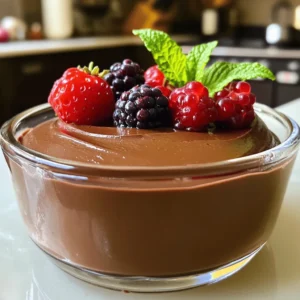 Creating a vegan chocolate mousse is simple and fun. You only need a few key ingredients to make this creamy delight. Here’s a list of the main items you'll want to gather: - 1 cup silken tofu, well-drained - 1/2 cup dairy-free dark chocolate chips - 1/4 cup pure maple syrup - 1 teaspoon pure vanilla extract - A pinch of fine sea salt - 1/4 cup coconut cream (optional, for an extra luxurious texture) - Fresh seasonal berries (such as raspberries or strawberries) and mint leaves for garnish Silken tofu serves as the base, giving the mousse its smooth texture. Dairy-free dark chocolate chips bring rich flavor, while maple syrup adds the right sweetness. A touch of vanilla extract enhances the taste, and fine sea salt balances the flavors beautifully. If you want a creamier mousse, add coconut cream. It gives a lovely, rich mouthfeel. For an eye-catching finish, top your mousse with fresh berries and a mint leaf. This adds color and a fresh burst of flavor. You can find the full recipe to guide you through the process. Enjoy creating this tasty vegan chocolate mousse! Start by melting the dairy-free dark chocolate chips. You can use two methods: a double boiler or a microwave. - Double Boiler Method: Place a heatproof bowl over a pot of simmering water. Add the chocolate chips to the bowl. Stir gently until melted. - Microwave Method: Put the chocolate chips in a microwave-safe bowl. Heat in short bursts of 10-15 seconds. Stir in between until the chocolate is silky. Avoid overheating the chocolate. If it gets too hot, it can seize up. If you see any signs of graininess, it's too late! Now, it’s time to blend. Use a high-speed blender or a food processor. Both work well, but I prefer a blender for a creamier texture. Add the drained silken tofu, melted chocolate, maple syrup, vanilla extract, and a pinch of sea salt. If you want an even richer mousse, add coconut cream now. This gives a nice, creamy touch. Blend on high speed until smooth and fluffy. This step is key to getting the right texture. - Scraping Down the Sides: Stop the blender occasionally. Use a spatula to scrape down the sides. This ensures every bit mixes well. You want a light and airy mousse, so take your time with this step. Enjoy the process, and you’ll end up with a delicious treat! To get your mousse just right, taste it after blending. If it feels too bitter, you can add more maple syrup. It’s all about your preference. If you want alternatives, try agave nectar or date syrup. Both give a nice sweetness without losing flavor. Silken tofu is key to a smooth mousse. It blends easily and gives a creamy feel. Make sure to drain it well. For the best results, chill the mousse for at least two hours. This helps it set and become fluffy. Get creative when you serve your mousse. Try layering it in clear cups with berries for a fun look. You can also use small jars for a cute touch. To enhance the flavor, pair it with fresh fruit, nuts, or a drizzle of chocolate sauce. Each bite will burst with joy! {{image_4}} You can make your vegan chocolate mousse even more exciting. Try adding flavors like espresso or orange zest. A splash of espresso gives a rich, coffee taste. Orange zest brightens the mousse with a fresh, zesty note. You can also choose different chocolates. Dark chocolate gives a bold taste, while milk chocolate offers a creamier, sweeter bite. If you need a nut-free or gluten-free option, it’s easy to adjust. Use ingredients like rice milk or oat milk for creaminess. Check labels on chocolate chips to ensure they are gluten-free. You can also substitute silken tofu with other creamy items. For example, use avocado or banana for a different twist. Always consider allergies and find safe alternatives. Portion control is key for serving. You can make mini servings in small cups or jars. This way, each guest has their own treat. If you prefer a grand presentation, use large bowls. You can serve the mousse in elegant dessert glasses or even mason jars. Each dish adds its own flair to your table. You can keep your vegan chocolate mousse in the fridge for about 3 to 5 days. To store it well, place it in an airtight container. This helps keep it fresh and prevents it from absorbing other smells. Always cover the mousse with plastic wrap or a lid. This keeps moisture in and stops it from drying out. Yes, you can freeze vegan chocolate mousse! However, freezing can change its texture. If you freeze it, use a freezer-safe container. When you want to enjoy it again, thaw the mousse in the fridge overnight. This helps maintain its creamy texture. Avoid thawing it at room temperature, as this can make it too runny. You should not reheat chocolate mousse. Heating can ruin its texture and make it grainy. Mousse is best enjoyed cold, so serve it straight from the fridge or after thawing if frozen. Enjoy this rich dessert as it is, and let the flavors shine! The best type of chocolate for vegan mousse is dairy-free dark chocolate. It gives a rich flavor and smooth texture. Look for chips with at least 70% cocoa. This chocolate melts well and blends nicely. You can also use semi-sweet chocolate for a sweeter taste. Always check the label to ensure it is vegan-friendly. Yes, you can use tofu alternatives like cashew cream or avocado. Cashew cream makes the mousse rich and creamy. You must soak cashews in water first. Avocado adds a nice creaminess too. However, it may change the flavor slightly. Experiment to find what you like best. Yes, this vegan chocolate mousse recipe is gluten-free. All the ingredients listed are safe for a gluten-free diet. Just ensure the chocolate chips are labeled gluten-free. This makes it a great dessert for everyone to enjoy. To make it sweeter without more syrup, try adding ripe bananas or dates. These natural sweeteners blend well and add flavor. You can also use vanilla extract for extra sweetness. Just a tiny bit will enhance the taste without changing the texture. In this blog post, I shared how to make vegan chocolate mousse using simple ingredients like silken tofu and dairy-free dark chocolate. You learned step-by-step methods for melting chocolate, blending ingredients, and achieving the perfect texture. I offered tips for adjusting sweetness, serving suggestions, and variations to suit different diets. This mousse is not only easy to make but also delicious and customizable. With a little creativity, you can make this dessert your own. Enjoy experimenting with flavors and serving styles!