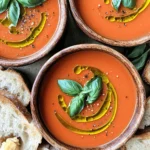 To make a tasty tomato basil soup, gather these ingredients: - 2 tablespoons extra virgin olive oil - 1 medium yellow onion, finely diced - 3 cloves garlic, minced - 2 cans (14 oz each) diced tomatoes in juice - 2 cups low-sodium vegetable broth - 1 teaspoon granulated sugar - 1 teaspoon dried oregano - Salt and freshly ground black pepper, to taste - 1 cup fresh basil leaves, roughly chopped - 1/2 cup heavy cream (optional for added creaminess) - Crusty bread or homemade croutons, for serving You can change up the flavor of your soup by adding: - A pinch of red pepper flakes for heat - Fresh lemon juice for brightness - A sprinkle of Parmesan cheese for richness - Other herbs like thyme or parsley Fresh basil and tomatoes make a big difference. Here’s how to choose the best: - Basil: Look for bright green leaves. They should be firm, not wilted. Smell the leaves; they should have a strong, sweet aroma. - Tomatoes: Choose ripe tomatoes with no bruises. They should feel heavy and firm. The color should be bright and even, depending on the type. Using high-quality ingredients will enhance the soup's flavor. Enjoy the vibrant taste of fresh basil and tomatoes in your cooking! For the full recipe, check out the [Full Recipe]. First, gather all your ingredients. You will need olive oil, onion, garlic, diced tomatoes, vegetable broth, and spices. Also, have fresh basil and cream ready if you want a richer soup. Start by chopping the onion and mincing the garlic. Dice them small for even cooking. This helps build the soup's flavor from the start. Measure out your diced tomatoes and vegetable broth, so you have them ready. In a large saucepan, heat the olive oil on medium heat. Once hot, add the diced onion. Cook it for about five minutes until it turns soft and clear. Then, add the minced garlic. Stir it for one minute. Be careful not to let it burn. Next, pour in the diced tomatoes and vegetable broth. Stir well to mix everything. Add the sugar, oregano, salt, and pepper. Let the soup come to a gentle boil. Then, reduce the heat to low. Let it simmer for 20 minutes. This helps the flavors mix together nicely. After simmering, take the saucepan off the heat. Let it cool for a few minutes. For a smooth soup, use an immersion blender to blend the soup until it's silky. If you don’t have one, transfer it in batches to a blender. Blend until smooth. Once blended, return the soup to the saucepan. Stir in the chopped basil and cream if you want it creamy. Heat it gently on low for about five minutes. This will let the basil's flavor shine through. Taste your soup before serving. Adjust the salt, pepper, or sugar to your liking. Serve it warm with bread or croutons for a tasty meal. Enjoy your delicious tomato basil soup! For a complete recipe, check the Full Recipe. To make your tomato basil soup extra tasty, focus on fresh herbs. Fresh basil adds a bright touch. You can also use other herbs, like thyme or parsley, for a twist. Seasoning is key! Start with salt and pepper to bring out the flavors. A dash of sugar balances the acidity of the tomatoes. Don’t forget to taste as you go. One common mistake is overcooking the garlic. If it burns, it can turn bitter. Add it just before the tomatoes for the best flavor. Another mistake is skipping the simmering step. This helps the flavors blend well. A quick boil won't do the trick. Lastly, don’t forget to blend the soup well. A chunky texture can be nice, but a smooth soup feels luxurious. Keep your heat at medium for sautéing the onions. This allows them to soften without burning. When it’s time to simmer, lower the heat. A gentle simmer for 20 minutes works best. If you want a silky texture, blend the soup until smooth. A few minutes of gentle heating after blending helps the basil infuse nicely. For the full recipe, check the complete guide above. Enjoy your cooking! {{image_4}} To make a creamy version of tomato basil soup, add heavy cream. This gives the soup a rich and smooth texture. Follow the original recipe and simply stir in 1/2 cup of heavy cream after blending the soup. Heat it gently over low heat for a few minutes. The cream balances the acidity from the tomatoes and adds depth. You can also use coconut cream for a dairy-free option. If you like a chunkier soup, add fresh veggies. Dice up some zucchini, bell peppers, or carrots. Sauté these with the onion at the start. This adds more color and nutrients to your dish. Keep the diced tomatoes, but don’t blend the soup completely. Just stir in the chopped fresh basil at the end for extra flavor. This version is hearty and satisfying. To make a vegan version, skip the heavy cream and use coconut milk instead. It gives a creamy texture and a hint of sweetness. Use vegetable broth and fresh basil as usual. This version keeps the dish plant-based and delicious. You’ll still enjoy all the flavors without animal products. For a kick, add crushed red pepper flakes when cooking. These variations show just how versatile tomato basil soup can be. Each version brings its own twist while keeping that classic flavor. For the full recipe, check out the complete guide. To store your tomato basil soup, let it cool first. Pour it into an airtight container. You can keep it in the fridge for 3 to 4 days. Make sure the lid seals tightly to keep it fresh. If you want to save it longer, freezing is a great option. For freezing, use freezer-safe containers. Leave some space at the top, as the soup will expand when it freezes. You can store it in the freezer for up to 3 months. Label the container with the date, so you know when you made it. It helps to freeze it in portion sizes for easy use later. When you're ready to eat, thaw the soup in the fridge overnight. To reheat, pour it into a pot over low heat. Stir often to prevent sticking. If you want a creamier texture, add a splash of cream while heating. You can also use a microwave, but stir halfway through to heat evenly. Enjoy your delicious soup! You can serve many tasty sides with Tomato Basil Soup. Here are some great options: - Crusty bread - Grilled cheese sandwiches - Homemade croutons - A fresh salad These choices add texture and flavor. For a fun twist, try a cheesy garlic bread. It pairs well with the soup's warmth. Tomato Basil Soup lasts about 3 to 5 days in the fridge. Store it in an airtight container to keep it fresh. To enjoy it longer, you can freeze it. Yes, you can make Tomato Basil Soup in advance. It tastes even better the next day! Just cook the soup, let it cool, and store it in the fridge. You can also freeze it for later use. When ready to serve, simply reheat it on the stove or in the microwave. For a full recipe, check out the Hearty Tomato Basil Delight. Making Tomato Basil Soup is simple and rewarding. We covered the key ingredients, preparation steps, and cooking tips. You can choose fresh basil and ripe tomatoes for the best taste. Variations like creamy or vegan options add more fun. Remember to store leftovers properly to keep them fresh. By avoiding common mistakes, you can create a perfect soup each time. I hope these insights inspire you to enjoy this classic dish all year round.