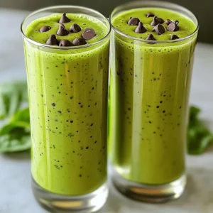 - 1 cup unsweetened almond milk - 1 ripe banana, peeled and sliced - 1 cup fresh spinach leaves - 1 tablespoon unsweetened cocoa powder - 1 tablespoon pure maple syrup - 1 teaspoon peppermint extract - 1/2 cup plain Greek yogurt - 1/4 cup dark chocolate chips - A handful of ice cubes These ingredients work together to create a smoothie that is both tasty and healthy. The almond milk keeps it light, while the banana adds natural sweetness. Spinach boosts the nutrients without changing the flavor, so you won't even notice it's there! The cocoa powder gives a rich taste, and maple syrup adds a hint of sweetness. Peppermint extract brings in that signature mint flavor, making each sip refreshing. Greek yogurt adds creaminess and protein, while dark chocolate chips give a fun crunch. - Extra dark chocolate chips - Fresh mint leaves Garnishes can enhance your drink. A sprinkle of dark chocolate chips on top adds a nice touch. Fresh mint leaves not only look pretty but also add a burst of fresh scent. These little details make your smoothie feel special. If you want to impress, go for these garnishes! For the complete method to blend this delightful smoothie, check the Full Recipe. To start, gather all the ingredients for your Mint Chocolate Chip Smoothie. You will need: - 1 cup unsweetened almond milk - 1 ripe banana, peeled and sliced - 1 cup fresh spinach leaves - 1 tablespoon unsweetened cocoa powder - 1 tablespoon pure maple syrup - 1 teaspoon peppermint extract - 1/2 cup plain Greek yogurt - 1/4 cup dark chocolate chips - A handful of ice cubes Next, measure out the almond milk and cocoa powder. This step ensures you have the right amounts for the best flavor. Now it's time to blend! Start by placing the almond milk, sliced banana, spinach, cocoa powder, maple syrup, and peppermint extract into the blender. Blend on high speed until the mixture is smooth and creamy. After that, add the Greek yogurt and dark chocolate chips. Toss in the ice cubes for that cold and frothy texture. Blend again until everything is well mixed. Don’t forget to taste your smoothie! If you want it sweeter or mintier, add more maple syrup or peppermint extract. Pour the smoothie into two tall glasses. The rich green color with chocolate bits makes it look delicious! To make it even prettier, sprinkle extra chocolate chips on top. You can also add fresh mint leaves for a pop of color and fresh scent. Enjoy this healthy and refreshing drink! For the complete recipe, check out Full Recipe. To get the right thickness in your smoothie, you can use either ice or milk. If you want a colder drink, add more ice. If you prefer a creamier texture, try using more almond milk or any milk you like. Starting with less liquid and adding more can help you find the perfect balance. For a smooth blend, make sure to layer your ingredients properly. Start with the liquid at the bottom, then add the softer fruits and greens. This method helps the blender mix everything evenly. Blend on high until you have a creamy consistency. If you want to change the sweetness in your smoothie, you can adjust the maple syrup. Taste it first, and add more if you want it sweeter. Another fun twist is to add peanut butter. It gives a nutty flavor and makes your smoothie even creamier. You can also mix in protein powder for an extra boost. This mint chocolate chip smoothie is not just tasty; it’s healthy too. Spinach is full of vitamins and minerals. It helps keep your body strong. Greek yogurt adds protein, which is great for muscle health. Together, they make this smoothie a good choice. In terms of calories, one serving has about 250 calories. It offers a nice mix of nutrients without too many calories. You can enjoy this drink as a snack or for breakfast. For more details on the full recipe, check out the Mint Chocolate Chip Smoothie Delight. {{image_4}} You can easily make this smoothie dairy-free. Just swap the almond milk for coconut milk or oat milk. Both options add a creamy texture and a unique flavor. Coconut milk brings a subtle sweetness, while oat milk offers a mild taste. This allows you to enjoy a smooth and rich drink without dairy. If you want a vegan version, replace the Greek yogurt with plant-based yogurt. Almond, coconut, or soy yogurt works great. These alternatives keep the smoothie creamy and delicious. They also add healthy fats and protein without using dairy. Enjoy your mint chocolate chip smoothie while staying true to your dietary needs! Don’t hesitate to experiment with different flavors. You can try chocolate mint extract for a stronger mint taste. Vanilla extract can also add a warm sweetness. Each variation brings a new twist to this refreshing drink. Feel free to mix and match until you find your favorite! To keep your mint chocolate chip smoothie fresh, store it in the fridge. Use an airtight container to hold in flavor and keep it cold. Make sure to consume it within one to two days for the best taste. If you want to save some for later, freezing is a great option. Pour the smoothie into ice cube trays or freezer-safe bags. This way, you can blend it up later for a quick treat. Just remember to leave some space in the container, as liquids expand when frozen. If you have a refrigerated smoothie, you can easily re-blend it. Just pour it back into your blender. Blend until it’s smooth again. You might need to add a bit of almond milk or water to help it mix well. This will bring back that nice, frothy texture. To enhance the flavor after storage, consider adding a splash of fresh mint or a bit more cocoa powder. This can wake up the flavors and make it taste just as good as when you first made it! To make your smoothie thicker, you can adjust a few ingredients. Here are some tips: - Use less almond milk. Start with half a cup instead of a full cup. - Add more frozen banana slices for creaminess. - Include extra ice cubes. They help create a thicker texture. - You can also try adding a bit more Greek yogurt. These changes will give you a rich and creamy smoothie. Yes, you can make this smoothie in advance! Here are some tips for storage: - Blend and pour the smoothie into a sealed container. - Store it in the fridge for up to 24 hours. - When you’re ready to drink, stir or re-blend it to mix everything again. If you want to keep it longer, freeze it. Pour the smoothie into ice cube trays and blend with a bit of milk later for a quick treat. If you don’t have Greek yogurt, you can use these alternatives: - Regular plain yogurt works well, but it may be less thick. - Try a dairy-free yogurt, like almond or coconut yogurt. - Silken tofu can also be a great option for creaminess without dairy. These substitutes will keep your smoothie delicious and creamy. Yes, this smoothie is healthy! Here’s why: - Spinach adds vitamins and minerals. - Greek yogurt provides protein and probiotics. - Unsweetened cocoa powder has antioxidants. - Almond milk is low in calories and dairy-free. Together, these ingredients create a drink that is tasty and good for you. Yes, you can add protein powder! Here’s my advice: - Use about one scoop of protein powder for a boost. - Choose a flavor that matches the smoothie, like chocolate or vanilla. - Blend it in with the other ingredients for a smooth mix. Adding protein powder makes this smoothie a great option after workouts or for breakfast. In this post, we explored how to make a Mint Chocolate Chip Smoothie. We covered essential ingredients, step-by-step blending instructions, and tips for perfecting texture and flavor. You can adapt the recipe to fit your diet and preferences. Remember, using fresh ingredients leads to the best taste. A smoothie like this can be a fun, healthy treat. Try different variations and enjoy the process. Get ready to sip on something delicious!