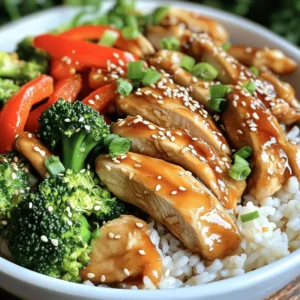 - 2 boneless, skinless chicken breasts - 1 cup jasmine rice - 1 bell pepper, sliced (red or yellow) - 1 cup broccoli florets - Sesame seeds for garnish - 2 tablespoons low-sodium soy sauce - 2 tablespoons honey - 1 tablespoon rice vinegar - 1 teaspoon fresh ginger, grated - 2 cloves garlic, minced - Salt and pepper to taste - 1 tablespoon sesame oil - 2 green onions, thinly sliced (for garnish) The ingredients play a key role in creating tasty Teriyaki Chicken Rice Bowls. You start with chicken and rice, which form the base. I love jasmine rice for its soft texture and sweet flavor. The bell pepper and broccoli add color and crunch. Next, the marinade gives the chicken its signature taste. Low-sodium soy sauce helps balance the sweetness of honey. Rice vinegar adds a nice tang, while ginger and garlic deepen the flavor. For seasoning, salt and pepper enhance the dish. Sesame oil adds a nutty taste. Finally, green onions and sesame seeds bring freshness and crunch. When you gather these ingredients, you set the stage for a fun cooking adventure. This recipe is simple, yet it delivers big flavors. Enjoy the process, and get ready to savor your delicious Teriyaki Chicken Rice Bowls! - Whisk together the soy sauce, honey, rice vinegar, ginger, and garlic in a bowl. - Coat the chicken breasts thoroughly in the marinade. - Refrigerate the chicken for at least 15 minutes to enhance the flavor. - Rinse the jasmine rice until the water runs clear. - Boil the rinsed rice with 1 cup of water. - After boiling, lower the heat and simmer for 15 minutes, then fluff the rice. - Heat sesame oil in a skillet over medium heat. - Cook the marinated chicken in the skillet, reserving the marinade. - After about 5-6 minutes, transfer the chicken. Sauté the bell pepper and broccoli. - Pour the reserved marinade into the skillet, thickening the sauce by simmering. - Start by spooning jasmine rice into bowls. - Top each bowl with sliced chicken and sautéed vegetables. - Drizzle the remaining sauce over each bowl for extra flavor. - Let chicken marinate for longer if possible. - Use fresh ingredients for the best taste. - Adjust soy sauce for a lower sodium preference. A longer marinate makes the chicken more tasty. If you have time, let it sit in the fridge for up to an hour. Fresh ginger and garlic add a big flavor boost. If you want less salt, cut back on the soy sauce. - Use a meat thermometer for perfect doneness. - Let chicken rest before slicing for juiciness. A meat thermometer is helpful to check if chicken is safe to eat. The right temp is 165°F. After cooking, let the chicken rest for five minutes. This keeps the juices inside, making it tender. - Add extra vegetables like carrots or snap peas. - Incorporate crushed red pepper for heat. - Experiment with different rice varieties. Want more color and crunch? Toss in some carrots or snap peas. For a spicy kick, add crushed red pepper. You can use brown rice or sushi rice instead of jasmine rice for new textures and flavors. {{image_4}} You can easily swap out chicken for other proteins. Tofu is a great choice for a vegetarian option. It soaks up the teriyaki flavor well. Just cube it and cook it until golden. Shrimp is another quick option. It cooks fast and pairs nicely with the rice and sauce. For a heartier meal, grilled steak works well, too. Slice it thin and let it shine in your bowl. Not every home cook has time to make sauce from scratch. A store-bought teriyaki sauce is a quick fix. It saves time and still tastes good. If you want more flavor, consider making your own. Mixing soy sauce, honey, and ginger gives you a richer taste. Homemade sauce adds a nice touch to your meal. To enhance your meal, think about side dishes. Seaweed salad adds a fresh crunch. It's light and complements the savory bowl. Pickled ginger is another great addition. It offers a tangy contrast to the sweetness of the teriyaki sauce. Both sides can brighten your dish and make it more exciting. Keep your Teriyaki Chicken Rice Bowls in an airtight container. This helps keep them fresh. Store in the fridge for up to 3 days. To reheat, use the microwave on medium power. Heat until warm throughout. For a better texture, reheat on the stovetop. This method keeps the chicken juicy and the rice fluffy. To freeze, separate the chicken and rice. This helps maintain their texture. Place in freezer-safe bags or containers. Thaw overnight in the fridge before reheating. This way, you'll enjoy a tasty meal again! - Prep Time: 15 minutes | Cook Time: 25 minutes - Yes, but adjust cooking time as needed. Brown rice takes longer to cook. - Consider a side of steamed vegetables or a light salad. This adds freshness. - Yes, it includes lean protein and vegetables. You can adjust portions based on your needs. - You can find the Full Recipe shared above in the Ingredients and Instructions sections. Teriyaki Chicken Rice Bowls are easy and tasty. We talked about simple ingredients, step-by-step cooking, and storage tips. Remember, marinating your chicken boosts flavor, and you can adjust it to your taste. Feel free to swap proteins or add vegetables. You can even try different rice types. With these bowls, you create a healthy meal in no time. Enjoy making this dish for your next family dinner or lunch!