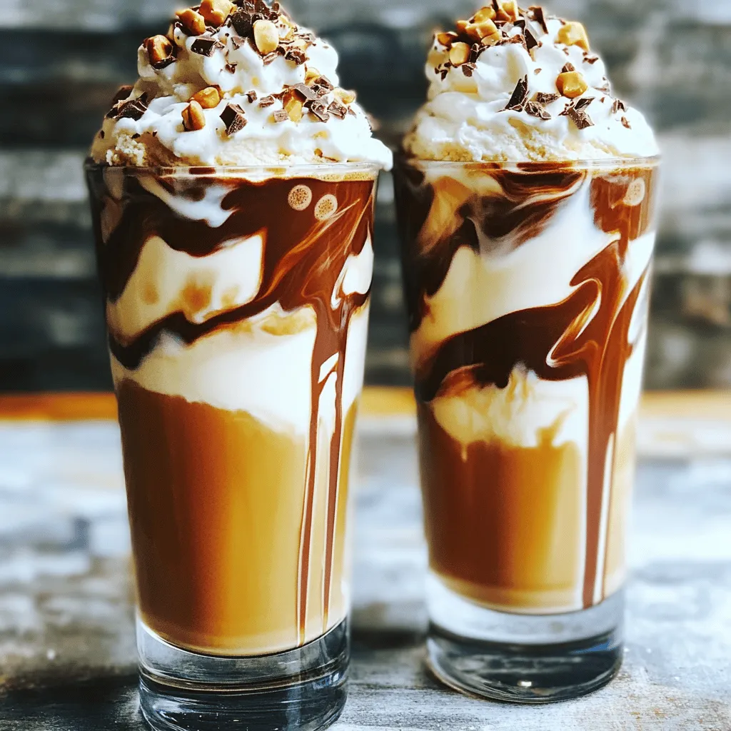 To make a Chocolate Hazelnut Affogato Shake, gather these items: - 2 cups vanilla ice cream - 1 cup freshly brewed espresso, hot - 1/4 cup chocolate hazelnut spread (like Nutella) - 1/2 cup milk (your choice of dairy or non-dairy) - 1 tablespoon crushed hazelnuts (for garnish) - Whipped cream (for topping) - Chocolate shavings (for garnish) These ingredients create a rich and creamy shake. The vanilla ice cream gives a sweet base. The hot espresso adds warmth and depth. The chocolate hazelnut spread brings a delicious chocolatey flavor. You can use any milk you prefer, which makes it easy to customize. You can swap some ingredients if needed. - For dairy-free options, try almond milk or oat milk instead of regular milk. - If you want to avoid sugar, look for sugar-free chocolate hazelnut spreads. These still taste great. These swaps keep the shake tasty while meeting your dietary needs. To make this shake, you will need: - A high-speed blender - Tall glasses for serving A high-speed blender helps mix everything smoothly. Tall glasses make it easy to enjoy your shake. The right tools make this fun and simple to prepare. Start by blending the ice cream, chocolate hazelnut spread, and milk. Use a high-speed blender for this. Add 2 cups of vanilla ice cream to the blender. Next, include 1/4 cup of chocolate hazelnut spread. Then pour in 1/2 cup of your preferred milk, whether dairy or non-dairy. Blend on medium speed until smooth. You want a creamy mix without any lumps. Now it’s time for the espresso. Brew 1 cup of fresh espresso while your shake blends. Make sure it is hot, as this adds a lovely warmth. When the shake is ready, pour it into two tall glasses, filling each halfway. Take your hot espresso and pour it gently over the shake. This creates a beautiful swirl effect. Pour slowly to keep the layers distinct. Now, we focus on the toppings. Generously add a dollop of whipped cream on each shake. Let it mound nicely on top for that wow factor. To finish, sprinkle crushed hazelnuts and chocolate shavings over the whipped cream. This step adds both crunch and a nice look. Serve your Chocolate Hazelnut Affogato Shake right away. Enjoy it with a spoon for scooping and a straw for sipping, if you like. For the full recipe, refer to the instructions above. To blend your Chocolate Hazelnut Affogato Shake to a creamy texture, start with soft ice cream. If your ice cream is too hard, let it sit out for a few minutes. This small step makes all the difference. Use a high-speed blender for the best results. Blend on medium speed until everything is smooth. Watch out for lumps! If you find any, blend a little longer. The goal is a thick, creamy shake that holds its shape. For a beautiful presentation, pour your shake into tall glasses. Fill them halfway with the creamy mixture. Then, carefully add hot espresso to create a stunning swirl. This not only looks great but also enhances the flavors. Top it off with whipped cream, making it look extra inviting. Finish with crushed hazelnuts and chocolate shavings. The crunchy toppings add texture and appeal. Serve with spoons and straws for a fun experience. Want to boost the flavor? Add a splash of vanilla extract to the shake before blending. This simple addition adds warmth and depth. You can also experiment with flavored ice creams or different nut spreads. Each variation brings a new twist to the classic recipe. Consider adding a pinch of sea salt for a delightful contrast. These small changes can elevate your Chocolate Hazelnut Affogato Shake even more. Enjoy exploring your options! {{image_4}} To make a vegan version, swap some ingredients. Use dairy-free ice cream and non-dairy milk. Coconut milk or almond milk works well. Instead of regular chocolate hazelnut spread, find a vegan brand that fits your needs. Many brands offer delicious options that taste great. You can still enjoy the creamy delight of this shake while keeping it plant-based! If you want to cut calories, there are simple swaps. Use low-fat ice cream instead of regular ice cream. You can also try a frozen yogurt for fewer calories. Choose a sugar-free chocolate hazelnut spread to cut more sugar. Use less milk or a low-calorie milk alternative to save even more calories. These changes will keep the flavor but make it lighter. Feel free to get creative with flavors! You could add a splash of peppermint extract for a minty twist. Or mix in a spoonful of peanut butter for a nutty flavor boost. You can even try using coffee ice cream instead of vanilla for a deeper coffee taste. Each variation gives you a new experience while enjoying this shake. The possibilities are endless! To store any leftover shake, pour it into a sealed container. This keeps it fresh. Place it in the fridge if you plan to enjoy it within a day. If you want to save it longer, use the freezer. The shake will last up to a week in the fridge. Just remember, the texture will change when you freeze it. If you decide to freeze the shake, pour it into an airtight container. Leave some space at the top. This space allows for expansion. When you’re ready to enjoy it, let it thaw in the fridge overnight. For a quick thaw, place the container in cool water. Blend it again to restore its creamy texture. If you have leftover brewed espresso, you can reheat it. Pour it into a small pot. Heat it gently over low heat. Stir it often to prevent burning. You can also use a microwave. Heat it in short bursts, about 10-15 seconds at a time. Stir between bursts for even heating. This way, your espresso stays rich and warm for your shake. An affogato is a classic Italian dessert. It combines two main elements: ice cream and hot espresso. You pour the hot espresso over the cold ice cream. This process creates a rich contrast of hot and cold, creamy and bold. The result is a delightful treat that many enjoy after meals. It’s simple yet elegant, often enjoyed as a quick dessert or midday pick-me-up. Yes, you can definitely use flavored ice cream! While vanilla is traditional, feel free to get creative. Chocolate, hazelnut, or coffee ice cream can enhance the flavor. You might enjoy a caramel swirl or even mint chocolate chip. Just remember that the flavor should work well with coffee. Test out different combinations to find your favorite! If you want a less sweet shake, there are easy tricks. Start by using less chocolate hazelnut spread. You can also choose a low-sugar ice cream. If you prefer, add more milk to dilute the sweetness. A splash of espresso can also help balance flavors. Taste as you go, and adjust to your liking. Enjoy a shake that feels right for you! This blog post covered how to make a delicious affogato shake. We explored essential ingredients like vanilla ice cream and freshly brewed espresso. I shared tips on substituting dairy for non-dairy options and offered step-by-step instructions for a smooth blend. We then discussed ways to enhance flavors and store leftovers. Finally, I answered common questions about flavor variations. Creating your own affogato shake at home is simple and fun. Enjoy experimenting with different ingredients!