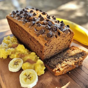 To make Chocolate Chip Banana Bread, gather these ingredients: - 3 ripe bananas, mashed - 1/3 cup melted coconut oil - 1/2 cup brown sugar - 1 egg, beaten - 1 teaspoon vanilla extract - 1 teaspoon baking soda - Pinch of salt - 1 teaspoon ground cinnamon - 1 1/2 cups all-purpose flour - 1 cup chocolate chips (dark or semi-sweet) - 1/2 cup walnuts, chopped (optional) You can customize this recipe by adding or swapping ingredients. For example, you can use applesauce instead of coconut oil for a lighter option. If you don’t have brown sugar, white sugar works in a pinch, but it may alter the flavor slightly. You can also choose different types of chocolate chips, like milk or white chocolate, to match your taste. Always use ripe bananas, as they are sweeter and easier to mash. 1. Preheat your oven to 350°F (175°C). This step is key to a good rise. 2. Prepare your loaf pan. Grease a 9x5 inch loaf pan or line it with parchment paper. This ensures easy removal later. 3. Mash the ripe bananas. Use a large mixing bowl and mash them until smooth. This adds moisture and sweetness to your bread. 4. Blend in the melted coconut oil. Mix until creamy. This helps keep the bread tender. 5. Add the brown sugar. Stir it into the banana mixture well. The sugar gives sweetness and flavor. 6. Incorporate the beaten egg. Mix until it is fully combined. This adds structure to the bread. 7. Pour in the vanilla extract. Mix it well to spread the flavor evenly. 8. Sprinkle the baking soda and a pinch of salt. Stir well to blend. This helps the bread rise. 9. Add ground cinnamon. Fold it in gently, then add the all-purpose flour. Mix until just combined. Avoid overmixing to keep the bread soft. 10. Fold in the chocolate chips. If desired, add chopped walnuts for extra crunch. This step adds rich flavor. 11. Pour the batter into the prepared loaf pan. Use a spatula to smooth the top for an even finish. 12. Bake in the preheated oven for 55 to 65 minutes. Check for doneness by inserting a toothpick in the center. If it comes out clean, your bread is ready. 13. Cool the bread in the pan for about 10 minutes. Then transfer it to a wire rack to cool completely before slicing. These steps ensure that your Chocolate Chip Banana Bread turns out moist and delicious every time. Enjoy the baking process and the wonderful smell that fills your kitchen! To make the best Chocolate Chip Banana Bread, start with ripe bananas. The riper they are, the sweeter your bread will be. Use fresh ingredients for the best flavor. Check your baking soda's freshness; it should be active. Be careful when mixing. Overmixing can lead to dense bread. Mix until just combined for a light texture. If you see lumps, that’s okay! They will bake out. A common pitfall is underbaking. Check your bread with a toothpick. If it comes out clean, it’s done. If it’s still wet, bake a bit longer. Serve your Chocolate Chip Banana Bread warm. It pairs well with butter or a sprinkle of powdered sugar. For a fun twist, try spreading cream cheese or nut butter on top. Beverages can enhance your experience. A hot cup of coffee or tea works great. For a cool option, enjoy it with cold milk or a smoothie. If you're feeling adventurous, add a scoop of ice cream on the side! It gives a nice contrast to the warm bread. For more ideas, check out the Full Recipe. {{image_4}} You can play with flavors in your chocolate chip banana bread. Start with the type of chocolate. Dark chocolate gives a rich taste. Milk chocolate adds sweetness. White chocolate adds a creamy touch. You can mix and match to find your favorite. Adding nuts can add crunch. Walnuts work well, but pecans are great too. Want something fruity? Toss in some blueberries or dried cranberries. Spices can elevate your bread's flavor. Try adding a bit of nutmeg or ginger for a warm twist. Making this recipe gluten-free is simple. Substitute all-purpose flour with almond flour or a gluten-free blend. Make sure to check your baking soda is gluten-free too. To make the recipe vegan, replace the egg with a flax egg. Mix one tablespoon of ground flaxseed with three tablespoons of water. Let it sit for a few minutes until it thickens. You can also use a plant-based milk instead of coconut oil. These small changes can make this delicious bread suitable for everyone. Check out the Full Recipe for more ideas. To keep your Chocolate Chip Banana Bread fresh, store it properly. You can keep it at room temperature for up to three days. Wrap it in plastic wrap or foil to keep moisture in. If you want to store it longer, put it in the fridge. It can last about a week this way. However, refrigeration may change the texture. For the best taste, I recommend room temperature. If your bread feels dry, add a slice of bread to the container. The slice helps keep the banana bread moist. Freezing your banana bread is simple. Here’s how to do it step-by-step: 1. Cool Completely: Let the banana bread cool down all the way before freezing. 2. Wrap It Up: Wrap the bread tightly in plastic wrap. Make sure there are no gaps. 3. Add a Layer: For extra protection, wrap it in aluminum foil or place it in a freezer bag. 4. Label It: Write the date on the bag or foil to remember when you froze it. You can freeze it for up to three months. When you want to eat it, take it out of the freezer. Leave it on the counter for a few hours to thaw. If you want it warm, you can reheat it in the oven at 350°F (175°C) for about 10-15 minutes. This will bring back its soft, fresh taste. For more details on making this delicious treat, check the Full Recipe! How ripe should bananas be for baking? For baking, bananas should be very ripe. Look for bananas with brown spots. These are sweet and perfect for banana bread. The more spots, the better the flavor! Can I use frozen bananas in this recipe? Yes, you can use frozen bananas! Just thaw them first. Once thawed, drain any extra liquid. Then, mash them as you would fresh bananas. How can I tell when the banana bread is done baking? Your banana bread is done when a toothpick comes out clean. Check it around 55 minutes but it can take up to 65 minutes. The top should also look golden brown. What are the best substitutes for eggs in this recipe? You can use applesauce or mashed avocado as an egg substitute. Use 1/4 cup for each egg. Flaxseed meal mixed with water is another great option! How long does Chocolate Chip Banana Bread last? Chocolate Chip Banana Bread lasts about 3 to 4 days at room temperature. Store it in an airtight container to keep it fresh. You can refrigerate it for up to a week. Can I make mini loaves with this recipe? Yes, mini loaves are great! Divide the batter into mini loaf pans. Bake for about 25 to 30 minutes. Just check with a toothpick to be sure they are done! For more details, check the Full Recipe. You learned how to make Chocolate Chip Banana Bread step by step. I shared tips for the best texture, storage, and variations. You can explore different flavors and adapt the recipe to fit your needs. With these methods, you can bake with confidence. Enjoy your delicious banana bread and share it with others! Happy baking!