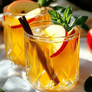 To make a sparkling apple cider mocktail, you need a few key ingredients. Here’s what you should gather: - 2 cups of crisp apple cider - 1 cup of effervescent sparkling water - 1 tablespoon of freshly squeezed lemon juice - 1/2 teaspoon of aromatic ground cinnamon These main ingredients give your drink its fresh and tangy flavor. Apple cider brings sweetness, while the sparkling water adds a fun fizz. If you like your drink sweeter, consider adding one of these options: - 1 tablespoon of honey - 1 tablespoon of agave syrup Both sweeteners mix well and enhance the apple flavor. You can adjust the amount based on your taste. Not everyone wants their mocktail sweet, so feel free to skip this step if you prefer a more tart drink. Garnishes make your mocktail look beautiful and add extra flavor. Here are my favorite choices: - Thin apple slices - Cinnamon sticks - Fresh mint leaves These garnishes not only look nice but also add a delightful aroma. When serving, take a moment to arrange them on each glass. It makes every sip feel special. Check out the Full Recipe for more details on preparation! Start by pouring 2 cups of crisp apple cider into a large pitcher. Next, add 1 tablespoon of freshly squeezed lemon juice. This will add a nice tang. Then, sprinkle in 1/2 teaspoon of aromatic ground cinnamon. Use a wooden spoon to gently stir the mixture until everything is well combined. This step creates a base full of flavor, making your mocktail truly special. If you like sweetness, now is the time to add 1 tablespoon of honey or agave syrup. Stir again until the sweetener dissolves fully. This will enhance the cider's natural sweetness and balance the tangy lemon. Finally, when it's time to serve, pour in 1 cup of effervescent sparkling water. Be gentle to keep the bubbles intact. Stir just once to mix without losing that fizzy goodness. Prepare four glasses by filling each with ice cubes. This keeps the drink cool and refreshing. Pour the sparkling apple cider mixture over the ice in each glass. For that beautiful touch, garnish each glass with thin apple slices, a cinnamon stick, and fresh mint leaves. This step not only looks great but also adds extra aroma and flavor with every sip. Enjoy your sparkling apple cider mocktail! Full Recipe can guide you through the process. To get the best fizz, use chilled sparkling water. Cold water keeps the bubbles longer. Add the sparkling water last. Stir gently to keep the fizz alive. If you mix too hard, you lose that sparkle. You can change the flavor with different fruits. Try adding orange juice for a citrus twist. Pomegranate juice also adds a fun color and taste. For extra spice, you can add more cinnamon or even some ginger. These tweaks keep your drink exciting and fresh. Presentation matters for a great mocktail. Use clear glasses to show off the drink's colors. Add ice cubes for a frosty look. Slice apples thin for garnish and place them on the rim. A cinnamon stick adds a nice touch and a pleasant smell. Mint leaves give it a pop of color and fresh flavor. These details make your mocktail not just tasty but also beautiful. For the full recipe, check out the Sparkling Apple Cider Mocktail . {{image_4}} You can easily switch up the flavors in your sparkling apple cider mocktail. For fall, try adding pumpkin spice or nutmeg to bring warmth. In spring, add a splash of orange juice for a zesty kick. Summer is perfect for fresh berries, like strawberries or raspberries, to give a fruity twist. In winter, experiment with pomegranate juice to add a festive flair. Fruit-infused mocktails are a fun way to enhance your drink. Add slices of fresh fruits like oranges, lemons, or limes for a bright touch. You can also toss in some berries or even diced peaches for sweetness. If you want a tropical vibe, why not add pineapple or mango? Let the fruits sit in the cider for a few minutes before serving. This allows the flavors to blend beautifully. If you're hosting adults, you can make a simple alcoholic version. Just add a splash of vodka or gin to each glass. It gives your drink a fun twist while still keeping the apple flavors front and center. You could also try adding a splash of champagne for a bubbly treat. Remember, this keeps the spirit of the mocktail while adding a little kick for your adult guests. For the full recipe, check out the details above. If you have leftover sparkling apple cider mocktail, store it in the fridge. Use an airtight container to keep it fresh. Drink it within two days for the best taste. The bubbles will fade over time, so enjoy it soon! To keep your mocktail fresh, follow these tips: - Keep it cool: Store the mocktail in the coldest part of your fridge. - Limit exposure: Pour only what you need into glasses. This helps keep the rest fizzy. - Avoid mixing: Don’t mix in the sparkling water until you’re ready to serve. This keeps the fizz alive. You can reuse the apple slices and mint leaves from the mocktail. Just rinse them well and store them in the fridge. They can add flavor to your next drink or freshen up a salad. You can also use the leftover apple cider in other recipes, like baked goods or marinades. Yes, you can prepare the apple cider mixture ahead of time. Mix the apple cider, lemon juice, and cinnamon in a pitcher. Keep it in the fridge until you’re ready to serve. Just add the sparkling water right before serving. This keeps the fizz fresh and bubbly. If you don’t have apple cider, try using unsweetened apple juice. It works well, too. For a unique twist, use pear juice or a mix of fruit juices. These options give you a different flavor but still taste great. Yes! You can skip the honey or agave syrup entirely. The apple cider is naturally sweet. If you want a bit more sweetness without sugar, use a sugar-free sweetener. Just add a small amount until you like the taste. Sparkling apple cider mocktails are fun and easy to make. We explored the main ingredients, suggested sweeteners, and tasty garnishes. I shared step-by-step instructions for mixing, serving, and adding your personal touch. I also provided tips for great fizz and flavor. You can try different seasonal flavors or fruit-infused styles too. Remember to store your leftovers properly to keep them fresh. By following these steps, you'll impress your guests with delicious mocktails every time. Enjoy your creations and get creative with your ingredients!