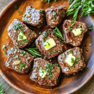 - 1 pound sirloin steak, cut into bite-sized cubes - 4 tablespoons unsalted butter - 4 cloves garlic, minced - 1 teaspoon fresh rosemary, finely chopped - 1 teaspoon fresh thyme, finely chopped - Salt and freshly ground black pepper, to taste - 1 tablespoon olive oil - 1 tablespoon fresh parsley, chopped (for garnish) Gathering these ingredients is key to making your garlic butter steak bites shine. The sirloin steak provides a rich flavor, while butter adds a creamy touch. Fresh garlic delivers that bold taste we all crave. Herbs like rosemary and thyme elevate the dish, making it more aromatic. Salt and pepper enhance all the flavors, creating a balanced bite. Olive oil helps with searing, giving a nice crust to the steak. Lastly, don't forget the parsley! It adds a pop of color and freshness to your plate. This simple list of ingredients makes it easy for anyone to whip up a gourmet meal at home. Check out the Full Recipe for more details on how to bring these ingredients together! Start by seasoning the sirloin steak cubes. Use salt and freshly ground black pepper. Make sure each piece has a good amount of seasoning. Let the steak sit at room temperature for about 15 minutes. This step is key for flavor and tenderness. Room temperature meat cooks more evenly. It also helps to lock in those tasty juices. Next, heat a large skillet over medium-high heat. Add one tablespoon of olive oil to the pan. Wait until the oil shimmers, which means it is hot enough. Carefully place the seasoned steak cubes in the skillet. Make sure they are in a single layer. Avoid crowding the pan. Let them sear without moving them for 2-3 minutes. This helps achieve a nice, brown crust. Flip the steak bites and cook for another 2-3 minutes. You want them browned on all sides but still juicy inside. Once the steak bites are cooked, lower the heat to medium. Push the steak to one side of the skillet. In the empty side, add 4 tablespoons of unsalted butter. Let the butter melt slowly. Then, add 4 minced garlic cloves, along with chopped rosemary and thyme. Stir this mixture for about 30 seconds. You want the garlic to become fragrant without burning. Toss the steak bites in the garlic butter. Make sure each piece gets coated in that rich flavor. Sauté for another minute so the steak absorbs the herb-infused goodness. For the complete cooking guide, check the Full Recipe. To boost the taste of your steak, start with seasoning. Use salt and black pepper on your steak cubes before cooking. Let your steak sit at room temperature for about 15 minutes. This helps the flavors soak in. After cooking, taste your steak bites. You can add more salt or pepper if needed. Searing your steak bites gives them a nice crust. This method works best in a hot skillet. I suggest using a cast-iron skillet. It holds heat well and cooks evenly. Other methods, like baking, do not give the same results. For a great look, serve your steak bites in a cast-iron skillet or on a wooden board. This adds a rustic feel. Add fresh herbs like parsley or rosemary on top. It makes the dish pop with color and aroma. These small touches can impress your guests and make your meal feel special. For the full recipe, check out the previous section. {{image_4}} You can use chicken or pork instead of steak. Chicken thighs give a juicy bite. Pork tenderloin works well for a mild flavor. Both meats soak up the garlic butter nicely. If you want a more tender steak, try beef tenderloin. It cooks quickly and stays soft. This change adds a different taste to your meal while keeping it simple. You can add vegetables to your steak bites. Bell peppers and mushrooms pair well with garlic butter. They add color and extra flavor. Just sauté them with the steak for a tasty mix. You can also play with spices. Try paprika or chili powder for a kick. Marinades can give your meat a unique twist. Soy sauce or balsamic vinegar adds depth. Feel free to experiment with what you have on hand. Think about what to serve with your steak bites. Mashed potatoes make a creamy side dish. A fresh salad adds crunch and lightness. You could also serve the bites over rice. It creates a hearty meal. For a fun twist, tuck them into tacos. Top with fresh salsa for a zesty finish. Each serving idea brings out the flavors in a new way. To keep your garlic butter steak bites fresh, store them in an airtight container. This helps lock in the flavor. Place the container in the fridge. They will last up to three days. Before storing, let them cool to room temperature. This prevents moisture build-up. You can also place a paper towel inside the container to absorb excess moisture. When reheating, avoid using high heat. This helps prevent overcooking. I recommend using a skillet over medium heat. Add a splash of water or broth. This keeps the steak bites moist. Stir gently until warmed through, about 3-5 minutes. You can also use the microwave, but do so in short bursts. Check every 30 seconds to ensure they stay tender. You can freeze your cooked steak bites for up to three months. Place them in a freezer-safe bag or container. Remove as much air as possible to prevent freezer burn. When ready to eat, thaw them in the fridge overnight. To reheat, follow the previous instructions for best results. This way, you enjoy the same great taste without compromising quality. The best cut of steak for this recipe is sirloin. Sirloin is tender, flavorful, and cooks well in small pieces. Other great options are ribeye and tenderloin. Ribeye has more fat, which gives a nice flavor. Tenderloin is the most tender, but it can be pricier. To keep your steak bites tender, start with good cuts like sirloin. Allow the steak to rest at room temperature before cooking. This helps it cook evenly. Don't overcook the steak; aim for medium-rare to medium. Searing quickly on high heat also locks in juices. Yes, you can make this recipe without butter if needed. Use olive oil or ghee as a substitute. Both will still give flavor to the steak bites. You can also try dairy-free butter for a similar taste. This recipe takes about 20 minutes total. You need around 10 minutes for prep and 10 minutes for cooking. The quick cooking time makes this meal perfect for busy nights. You can find the full recipe to guide you through each step. We covered how to make delicious steak bites using simple ingredients. You learned ways to enhance flavor, chose the best cooking techniques, and discovered serving ideas. Don't forget to experiment with different meats and flavors. This recipe is flexible and enjoyable for everyone. Store leftovers properly and reheat gently for the best results. With these tips, you can impress friends and family at your next meal. Enjoy your tasty creations!