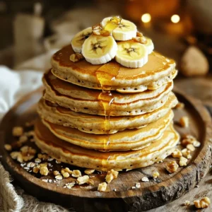 - 1 cup rolled oats - 2 ripe bananas - 1 cup almond milk - 1 teaspoon baking powder - 1 teaspoon vanilla extract - 1 tablespoon honey or maple syrup (optional) - 1/2 teaspoon ground cinnamon - Pinch of salt - Coconut oil or cooking spray for greasing Using rolled oats is key. They give your pancakes a hearty texture. Bananas add natural sweetness and moisture. Almond milk keeps it light and dairy-free. If you want sweetness, use honey or maple syrup. A touch of cinnamon gives warmth and flavor. Coconut oil or cooking spray is important to keep the pancakes from sticking. Choose either based on your preference. This recipe is simple. You can find the full recipe above to guide you through the steps. Enjoy making these delicious pancakes! Start by blending 1 cup of rolled oats. You want to blend them until they are fine and powdery. This oat flour acts as the main ingredient. Next, add 2 ripe bananas that you have mashed well. Then, pour in 1 cup of almond milk. This mix gives your pancakes a nice texture. Now it’s time to make the batter. Add 1 teaspoon of baking powder, 1 teaspoon of vanilla extract, and 1 tablespoon of honey or maple syrup if you want them sweeter. Don’t forget to add 1/2 teaspoon of ground cinnamon and a pinch of salt. Blend everything together until it is smooth and uniform. The batter should look nice and creamy. Let the batter rest for about 5-10 minutes. This helps it thicken. While the batter rests, heat a skillet over medium heat. Grease it with coconut oil or cooking spray to prevent sticking. Once hot, pour about 1/4 cup of batter for each pancake. Cook until bubbles form on top, which takes about 2-3 minutes. Then, flip them over. Cook for another 2-3 minutes until they are golden brown. Repeat this with the rest of the batter. You can find the full recipe [here]. To get the best texture, let the batter rest for 5-10 minutes. This helps it thicken. A thicker batter makes fluffier pancakes. Adjust the heat on your skillet. Cook on medium heat to avoid burning. If the pan is too hot, the outside cooks fast while the inside stays raw. You can change the sweetness. Instead of honey, try maple syrup or agave. Each will give a unique taste. For more flavor, think about adding spices. Nutmeg and ginger are great choices. They add warmth and depth. A pinch of each can really enhance the pancakes. For a beautiful plate, stack your pancakes high. Top them with fresh banana slices. A drizzle of honey or syrup makes them shine. You can also sprinkle crunchy nuts on top. For a creamy touch, serve with Greek yogurt. It adds richness and pairs well with the pancakes. {{image_4}} You can easily make these pancakes gluten-free. Use certified gluten-free oats. This ensures you avoid cross-contamination. Many brands offer oats that fit this need. If you are lactose intolerant, try almond milk or coconut milk. Both options work great in this recipe. They add a nice creaminess without the dairy. Want to add more fun to your pancakes? Toss in some chocolate chips or nuts. They give a sweet crunch that’s hard to resist. You can also use walnuts or pecans for added texture. You might like to incorporate fruit purees too. Applesauce or pumpkin puree can boost flavor and moisture. Vanilla or almond extract can add depth to the taste. Meal prep is easy with these pancakes. You can make a big batch and freeze extras. Just stack them with parchment paper between each pancake. This keeps them from sticking together. These pancakes pair well with yogurt or fresh fruit. A dollop of Greek yogurt adds protein. Fresh berries or banana slices on top make a lovely presentation. For the full recipe, check it out above. Enjoy your delicious and healthy banana oat pancakes! To keep your pancakes fresh, store them properly. If you have leftover pancakes, place them in an airtight container. You can refrigerate them for up to three days. This keeps them soft and tasty. For longer storage, freeze your pancakes. Lay them flat on a baking sheet. Once they freeze, transfer them to a freezer bag. This way, they won't stick together. You can freeze them for up to three months. When you're ready to enjoy your pancakes again, reheating is simple. The best way is to use a toaster or a skillet. If you choose a skillet, heat it on low. Add a tiny bit of coconut oil or spray. Place the pancakes in the skillet for about one minute on each side. This keeps them warm and fluffy. If you're in a hurry, you can use the microwave. Heat the pancakes for about 20-30 seconds. But be careful, as this may make them a bit chewy. For the best taste, always try to reheat them gently. Enjoy your Healthy Banana Oat Pancakes! For the full recipe, check out the details above. Yes, you can use quick oats. Quick oats are thinner and cook faster. This can affect the texture of your pancakes. Rolled oats give a heartier feel. If you use quick oats, your pancakes may be softer. You might also need less liquid since quick oats absorb liquid differently. Experiment and see what you like best. To make these pancakes vegan, swap out the milk and honey. Use almond milk or any plant-based milk. For sweetness, try maple syrup instead of honey. You can skip the egg, as this recipe is already egg-free. These changes keep the pancakes tasty and plant-based. If the batter is too thick, add a bit more milk to loosen it. Start with one tablespoon at a time. Blend it again after each addition. This helps keep the flavor strong while adjusting the texture. A good batter should pour easily, but not be runny. These pancakes last about 3 to 5 days in the fridge. Keep them in an airtight container to stay fresh. You can reheat them in the microwave or on a skillet. Just make sure they are heated through for the best taste. Yes, you can make the batter ahead of time. Store it in the fridge for up to 24 hours. If you wait longer, the oats may absorb too much liquid. Just add a little milk before cooking to get the right consistency. This makes breakfast quick and easy! For the full recipe, check out the detailed guide. To make these healthy banana oat pancakes, start by blending the rolled oats until they turn into a fine flour. Then mix in the mashed bananas and almond milk. This creates a smooth batter. It is important to let the batter rest for 5-10 minutes. This helps thicken the batter and improves texture. Here are some key points to remember for successful pancakes: - Always blend the oats until fine for the best texture. - Use ripe bananas for natural sweetness. - Let the batter rest; it makes a big difference. - Grease your skillet well to prevent sticking. - Cook until bubbles form, then flip carefully. These tips will help you create pancakes that are light, fluffy, and full of flavor. Enjoy making them! You learned about making delicious pancakes with simple, healthy ingredients. We covered the essential items, step-by-step cooking instructions, and helpful tips. We also explored variations to fit diets and preferences. Lastly, we discussed how to store leftovers and answered common questions. With these insights, you can create tasty pancakes that everyone will enjoy. Get cooking and delight your family or friends with these easy-to-make treats!
