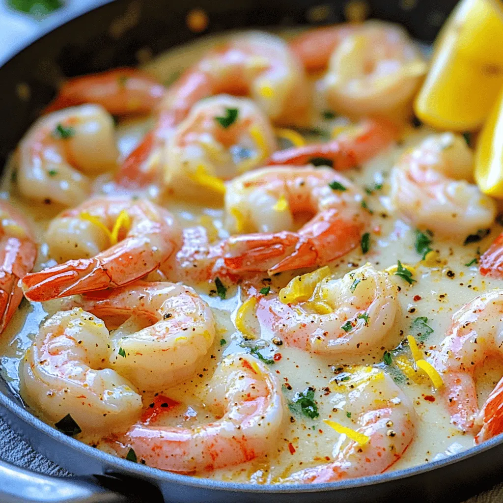- 1 pound large shrimp, peeled and deveined - 4 tablespoons unsalted butter - 4 cloves garlic, finely minced - 1 lemon, zested and juiced - 1/4 teaspoon red pepper flakes (optional) - 1 tablespoon fresh parsley, finely chopped - Salt and freshly cracked pepper to taste - 1/2 teaspoon smoked paprika - Lemon wedges for serving Choosing fresh shrimp is key for flavor. Look for shrimp that are firm and have a slight sea smell. Avoid shrimp with a strong fishy scent or any discoloration. Always check the sell-by date when buying. You can customize this dish with optional ingredients. Try adding a splash of white wine for depth. You can also include fresh herbs like thyme or basil for extra flavor. A pinch of lemon zest can enhance the freshness too. For the full recipe, see Garlic Butter Shrimp Delight 🧄. How to Peel and Devein Shrimp Peeling and deveining shrimp is easy. Start by holding the shrimp in one hand. Use your other hand to grab the shell at the base of the shrimp. Gently pull the shell off, starting from the head to the tail. For deveining, look for the dark line on the back. Use a small knife to cut a shallow line and pull it out. Rinse the shrimp under cold water to clean them. Preparing Garlic and Lemon Garlic gives a rich taste to the dish. Take four cloves of garlic and finely mince them. Use a sharp knife for this task. Next, grab a lemon. Zest the lemon first by using a grater, then cut it in half and squeeze out the juice. Set both the zest and juice aside for later. Melting the Butter and Sautéing the Garlic Start by heating a large skillet over medium heat. Add four tablespoons of unsalted butter. Let it melt completely. Swirl the pan to coat the bottom. Once melted, add the minced garlic. Sauté for one to two minutes, stirring often. Watch closely to avoid burning it. Cooking the Shrimp to Perfection Add the peeled and deveined shrimp to the skillet. Season with salt, cracked pepper, and half a teaspoon of smoked paprika. Let the shrimp cook without stirring for two to three minutes. When the bottom turns pink, flip each shrimp over to cook the other side. Adding Flavor with Lemon and Spices After flipping, sprinkle the lemon zest over the shrimp. Squeeze in the lemon juice for a fresh taste. If you like some heat, add red pepper flakes. Cook for another two to three minutes until the shrimp are opaque. Remove from heat and mix in chopped parsley to finish. For the full recipe, check out Garlic Butter Shrimp Delight. - Overcooking the Shrimp Cooking shrimp too long makes them tough. They cook fast! Watch closely. They turn pink and opaque in just a few minutes. Remove them from heat when they are just done. - Burning the Garlic Garlic adds great flavor, but it burns easily. Cook it on medium heat for 1-2 minutes. Stir it often. When it turns golden, it’s ready. If it burns, it will taste bitter. - Adding Herbs and Spices Fresh herbs like parsley or basil can brighten the dish. You can also try a pinch of thyme or oregano. These herbs add depth and freshness to the shrimp. - Adjusting Level of Heat with Red Pepper Flakes Want some heat? Add red pepper flakes! Start with a small amount. You can always add more if you like it spicy. It gives the dish a nice kick without overpowering the garlic. These tips will help you make the best garlic butter shrimp ever! For the full recipe, check out Garlic Butter Shrimp Delight 🧄. {{image_4}} You can easily swap shrimp for other proteins. Scallops work great in this dish. They cook quickly and have a sweet flavor. Just be sure to adjust the cook time. Chicken is another good option. Use boneless thighs or breasts for the best results. Cut the chicken into small pieces for even cooking. Cook until golden brown for about 5-7 minutes. Both options will soak up the garlic butter nicely. You can change the flavors to fit your taste. For an Asian twist, add soy sauce and ginger. This gives a nice umami kick and pairs well with shrimp. You can also toss in some snap peas or bell peppers for color and crunch. For a Mediterranean vibe, add olives and cherry tomatoes. The olives will add brininess, while tomatoes bring freshness. Cook them in the garlic butter until soft, then mix in the shrimp. This creates a tasty and vibrant dish. After enjoying your garlic butter shrimp, you may have some left. Store any leftovers in an airtight container. This helps keep the shrimp fresh. Place the container in the fridge. You can enjoy it for up to three days. If you want to keep it longer, freezing is a great option. Place the shrimp in a freezer-safe bag. Remove as much air as possible before sealing. This will prevent freezer burn. Frozen shrimp can last for up to three months. When it’s time to eat the leftovers, reheating is key. The best way to reheat shrimp is in a skillet. Add a splash of water or broth to keep it moist. Heat on low, stirring gently to avoid overcooking. This keeps the shrimp tender and juicy. Microwaving is another option, but it can dry out the shrimp. If you use this method, heat in short bursts. Check the shrimp often so you don’t overdo it. Maintaining flavor and texture is important. You want to enjoy that garlic butter goodness again! Cooking shrimp is quick and easy. Here are the times based on size: - Small shrimp (51-60 count): 2-3 minutes - Medium shrimp (41-50 count): 3-4 minutes - Large shrimp (31-40 count): 4-5 minutes - Jumbo shrimp (21-30 count): 5-6 minutes The key is to watch for a pink and opaque color. Overcooking makes shrimp tough. Yes, you can prep Garlic Butter Shrimp in advance. Here are some tips: - Cook the shrimp until barely done. - Cool them and store in a sealed container. - Keep in the fridge for up to one day. - Reheat gently in a skillet before serving. This method saves time and gives you a tasty dish ready to go. Garlic Butter Shrimp pairs well with many sides. Here are some tasty ideas: - Rice: White, brown, or coconut rice works great. - Pasta: Toss with spaghetti or linguine for a filling meal. - Vegetables: Steamed broccoli or sautéed spinach adds color and nutrition. - Bread: Crusty bread is perfect for mopping up the sauce. Choose sides that balance the rich garlic butter flavor. You can find the full recipe for Garlic Butter Shrimp Delight 🧄. It includes all the steps and tips to make this dish shine. Enjoy cooking! In this blog post, I covered how to make easy garlic butter shrimp. You learned about the ingredients, including tips for choosing fresh shrimp. I also shared step-by-step instructions for preparation and cooking. We discussed common mistakes and ways to enhance flavor. Plus, I offered variations and storage tips. Remember, cooking shrimp is simple if you follow these steps. Keep trying different flavors to find what you love. Enjoy your cooking journey!