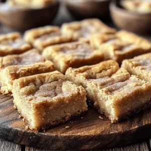 - Unsalted Butter: 1 cup, melted - Sugars: 1 cup packed brown sugar and 1/2 cup granulated sugar - Eggs and Vanilla: 2 large eggs, 2 teaspoons vanilla extract - Dry Ingredients: 2 cups all-purpose flour, 1 teaspoon baking powder, 1/2 teaspoon baking soda, 1 teaspoon cream of tartar, 1/2 teaspoon salt - Cinnamon-Sugar Topping: 1 tablespoon ground cinnamon and 1/4 cup granulated sugar Gathering your ingredients is the first step to making these ultra chewy snickerdoodle blondies. I love using unsalted butter, as it lets me control the salt. Melt it down, and it adds a rich flavor. The sugars—brown and granulated—bring out the sweetness and help with that chewy texture. Next, I crack in two large eggs. They give the blondies structure and moisture. Don't forget the vanilla extract! It adds a warm note that pairs perfectly with the cinnamon. For the dry ingredients, I use all-purpose flour, baking powder, baking soda, cream of tartar, and salt. Each plays a key role in making the blondies rise and stay chewy. The cream of tartar is important; it adds that classic tangy flavor found in snickerdoodles. Finally, let's talk about the topping. A mix of ground cinnamon and granulated sugar makes a delightful finish. It gives the blondies that signature snickerdoodle taste. For the full recipe, check the link above. - Preheat your oven to 350°F (175°C). - Grease or line a 9x13-inch baking pan. - In a large bowl, blend the melted butter with brown sugar and granulated sugar. - Make sure the mixture is smooth with no lumps. - Next, add the eggs one at a time. Stir after each egg. - Then, incorporate 2 teaspoons of vanilla extract into the mix. - In another bowl, whisk together the dry ingredients: - 2 cups all-purpose flour - 1 teaspoon baking powder - 1/2 teaspoon baking soda - 1 teaspoon cream of tartar - 1/2 teaspoon salt - Gradually add the dry mixture to the wet ingredients. - Stir gently until just combined. Do not overmix; this keeps the blondies chewy. - Pour the creamy batter into your prepared baking pan. - Use a spatula to spread the batter evenly. - For the cinnamon-sugar topping, mix 1 tablespoon of ground cinnamon with 1/4 cup of granulated sugar. - Sprinkle this mixture over the top of your batter. - Bake for 25-30 minutes. The edges should set and a toothpick should come out with a few moist crumbs. - Let the blondies cool in the pan for about 10 minutes. - Finally, transfer them to a wire rack to cool completely. - Once cool, cut into squares and enjoy the chewy goodness! For the complete recipe, check out the Full Recipe. - Do not overmix the batter. Mix until just combined. Overmixing makes them tough. - Use room temperature eggs. Cold eggs can make the batter lumpy, ruining texture. - Check for doneness with a toothpick. Insert it in the center; it should have some moist crumbs. - Cool properly for ideal texture. Let them cool in the pan for 10 minutes. Then transfer to a rack. This helps keep them chewy. - Pair with ice cream or drizzle with caramel. Both add a tasty twist to your blondies. You can also enjoy them plain for a simple treat. {{image_4}} You can make your Ultra Chewy Snickerdoodle Blondies even more fun! Adding chocolate chips or nuts can change the flavor and texture. Try semi-sweet chocolate chips for a sweet twist. If you love nuts, chopped pecans or walnuts add a nice crunch. You can also experiment with different spices. Mix in some nutmeg or ginger for a unique flavor. Each variation makes it exciting! If you need a gluten-free version, you can use almond flour. It gives a nice nutty taste and keeps the blondies chewy. Just replace the all-purpose flour with the same amount of almond flour. For a vegan alternative, try flax eggs instead of regular eggs. Mix 1 tablespoon of ground flaxseed with 2.5 tablespoons of water for each egg. Let it sit for five minutes to thicken. This keeps the texture soft and moist. You can enjoy these blondies with your own dietary needs! Check out the Full Recipe for more details on how to make these treats! To keep your Ultra Chewy Snickerdoodle Blondies fresh, store them in an airtight container. This helps maintain their soft texture. You can keep them at room temperature for up to four days. If you want them to last longer, place them in the fridge. Just remember, refrigeration can make them a bit firmer. Freezing blondies is easy and keeps them tasty. Follow these steps: 1. Cool Completely: Allow your blondies to cool fully before freezing. This helps them set and keeps their texture. 2. Cut and Wrap: Cut the blondies into squares. Wrap each piece tightly in plastic wrap. This prevents freezer burn. 3. Place in a Container: Put the wrapped blondies in a freezer-safe container. Label it with the date for easy tracking. 4. Freeze: Store them in the freezer for up to three months. When you’re ready to enjoy them, take them out and let them thaw at room temperature. For the best taste, warm them in the microwave for a few seconds. This brings back their chewy texture. Enjoy! These blondies are chewy because of the ingredient ratios. Using more brown sugar than white sugar gives a moist texture. The melted butter adds richness and helps create a chewy bite. Cream of tartar also plays a key role. It reacts with baking soda, which adds to that chewy effect. Finally, don't overmix the batter. Overmixing can make blondies tough instead of soft. Yes, you can make these blondies ahead of time. They store well and taste great even after a day. You can bake them a day before serving. Just let them cool completely before storing. Keep them in an airtight container at room temperature. If you want a fresher taste, bake them the same day you plan to serve. These blondies last about 5 to 7 days. Keep them in an airtight container to stay fresh. If you want to keep them longer, consider freezing them. Frozen blondies can last up to three months. Just thaw them at room temperature when you’re ready to enjoy. Yes, you can easily double this recipe. Just use a larger baking pan, like a 12x18-inch sheet pan. Keep the same baking time, but check for doneness a few minutes earlier. A toothpick should still come out with a few moist crumbs. Doubling lets you share more of these tasty treats with friends! For the full recipe, check out the section above. You learned how to make delicious, chewy blondies. You saw the key ingredients and steps needed for success. Remember to control your mixing and use room-temperature eggs to get the best texture. You can try fun variations like adding chocolate chips or making a gluten-free version. Store your blondies properly to keep them fresh longer. Enjoy these treats with ice cream or a drizzle of caramel. Now, get baking and share your blondies with friends!