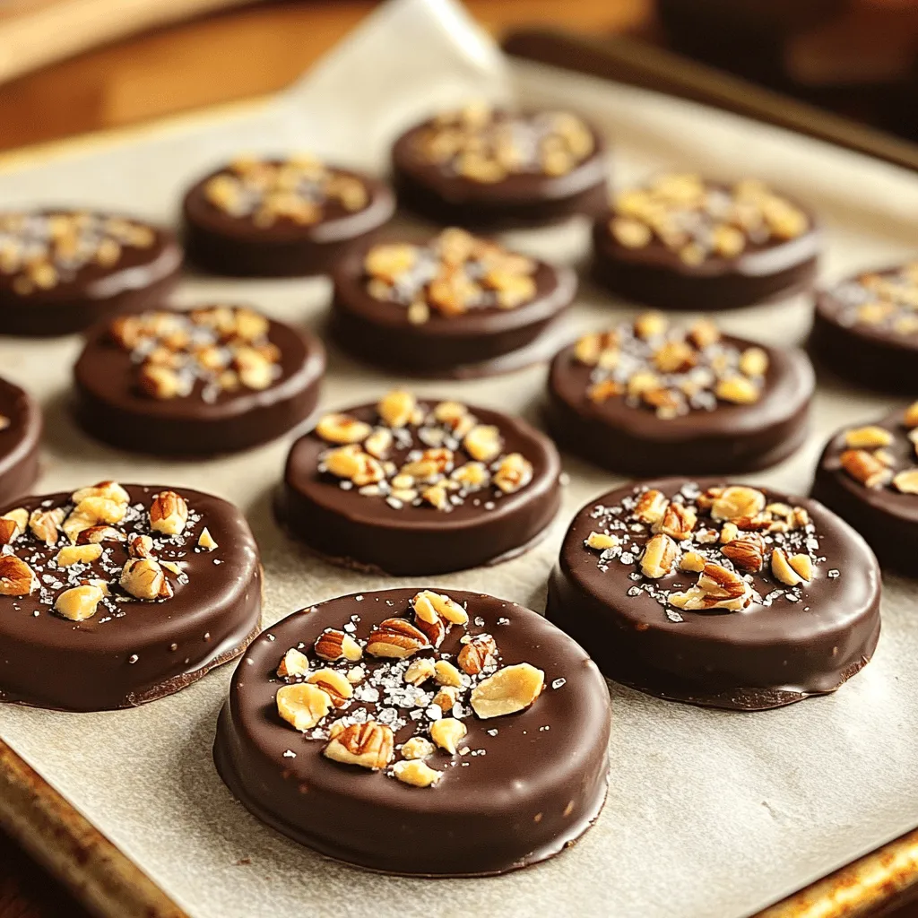 To make these tasty treats, you need just a few main ingredients: - 2 ripe bananas - 1 cup dark chocolate chips - 1 tablespoon coconut oil These ingredients work together to create a sweet and creamy bite. Ripe bananas add natural sweetness. Dark chocolate gives a rich flavor, while coconut oil helps the chocolate melt smoothly. You can also add some fun toppings and extras to your banana bites: - 1/4 cup chopped nuts (almonds, hazelnuts, or walnuts) - A pinch of sea salt (optional) Chopped nuts add a nice crunch. Sea salt brings out the flavor of chocolate. Feel free to mix and match toppings to suit your taste. Bananas are not only delicious but also very healthy. They are high in potassium, which is great for your heart. They also provide energy and fiber. Dark chocolate has health benefits too. It is rich in antioxidants, which help fight free radicals. Eating dark chocolate in moderation can improve heart health and boost mood. Together, bananas and dark chocolate make a tasty and nutritious treat. You can enjoy these chocolate-covered banana bites without guilt! For the full recipe, check out the section above. Start by peeling the bananas. This is easy and fun! Slice each banana into thick rounds, about 1 inch wide. Lay the banana slices on a baking sheet lined with parchment paper. This helps keep them from sticking. Make sure they are evenly spaced out. In a microwave-safe bowl, mix the dark chocolate chips with the coconut oil. The oil will help the chocolate melt smoothly. Heat the bowl in the microwave in 30-second bursts. Stir the mixture after each interval. This will take about 1 to 2 minutes. You want the chocolate to be velvety and smooth. Now comes the fun part! Take each banana slice and dip it into the melted chocolate. Ensure the slice is fully coated. Let any extra chocolate drip off. Place the chocolate-covered slice back on the baking sheet. While the chocolate is wet, sprinkle chopped nuts on half of the bites. For the other half, add a pinch of sea salt. This adds a nice crunch and flavor. Freeze the baking sheet for about 30 minutes. This helps the chocolate set. Once firm, move the bites to an airtight container. You can keep them in the freezer for up to two weeks. Enjoy them anytime for a tasty treat! For the complete details, refer to the Full Recipe. To get a great chocolate coating on your banana bites, follow these steps: - Use high-quality dark chocolate chips. They melt better and taste great. - Add coconut oil to your chocolate. This makes the coating smooth and shiny. - Melt the chocolate slowly in the microwave. Stir every 30 seconds to avoid burning. - Dip the banana slices quickly. This helps the chocolate stick well. - Let excess chocolate drip off. This keeps the bites from being too messy. If you have leftover chocolate or bananas, here’s what to do: - Store leftover melted chocolate in a sealed container. Keep it in the fridge for up to a week. - If your bananas are still fresh, wrap them in plastic wrap. Keep them in the fridge for a few days. - If your banana bites are not all gone, place them in an airtight container. Store in the freezer for up to two weeks. For a stunning presentation, try these ideas: - Arrange the chocolate-covered banana bites on a nice platter. - Drizzle any leftover melted chocolate over the bites for flair. - Use colorful plates to make the treats pop and look even more tempting. - Serve with toothpicks for easy eating. This makes them fun for parties! These tips will help you enjoy your chocolate-covered banana bites even more. For the full recipe, check the previous sections. {{image_4}} You can switch up the chocolate. Try white chocolate or milk chocolate for a change. You can also add fun toppings. Think about shredded coconut, sprinkles, or crushed pretzels. These add color and crunch to your bites. Each option gives a new twist to the flavor. To keep it vegan, use dairy-free chocolate chips. They melt just as well as regular chocolate. You could also use nut butter instead of chocolate. Almond or peanut butter adds a creamy texture. This option is rich in flavor and dairy-free. Add a pinch of cinnamon or nutmeg for warmth. These spices can bring out the banana's flavor. You can also use vanilla or almond extract. Just a few drops can enhance the taste. Experimenting with these flavors makes each bite unique. Check out the Full Recipe for ideas on how to mix it up! To keep your chocolate covered banana bites fresh, follow these steps: - Cool Completely: Make sure the bites are fully set before freezing. - Use an Airtight Container: This prevents freezer burn and keeps flavors intact. - Single Layer: Place the bites in a single layer to avoid sticking. You can stack layers with parchment paper in between. Chocolate covered banana bites can last up to two weeks in the freezer. After that, they may lose texture and taste. Keep an eye on them to enjoy their best flavor. If you want to enjoy your treats later, here’s how: - Thaw in the Fridge: Move them from the freezer to the fridge a few hours before eating. - Skip the Microwave: Avoid reheating in the microwave as it can melt the chocolate. Instead, let them soften at room temperature for a few minutes. For the full recipe, check out the Chocolate-Covered Banana Bites section! Yes, you can use milk chocolate. It will make the bites sweeter. The taste will change, but they will still be delicious. Just melt the milk chocolate the same way as dark chocolate. The process is simple. You can use the same amount of milk chocolate chips as dark chocolate. You can cover many fruits in chocolate. Strawberries, apples, and oranges all work well. Try using pineapple for a tropical twist. Dipping dried fruits like apricots or figs is also tasty. Each fruit gives a unique flavor and texture. Get creative and find your favorite combinations. Chocolate-covered banana bites have health benefits. Bananas provide fiber and potassium. Dark chocolate has antioxidants that are good for your heart. However, they are still a treat. Enjoy them in moderation for a balanced snack. If you want to make them healthier, use less chocolate or try dark chocolate. For the full recipe, check out the details above. You now know how to make delicious chocolate-covered banana bites. We explored the main and optional ingredients, highlighting the health benefits of bananas and dark chocolate. You learned step-by-step instructions and useful tips for making them perfect. Plus, we discussed neat variations to excite your taste buds. Lastly, I shared the best ways to store and enjoy them later. These bites are fun, simple, and tasty treats to enjoy at any time.