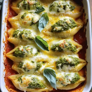 - 20 large pasta shells - 1 cup ricotta cheese - 1 cup fresh basil pesto (plus extra for drizzling) - 1/2 cup grated Parmesan cheese - 1 cup shredded mozzarella cheese - 1 large egg - Salt and freshly ground black pepper to taste - 2 cups marinara sauce - Fresh basil leaves for garnish You can swap the ricotta cheese with cottage cheese. This change gives a lighter texture. If you lack fresh basil pesto, try store-bought or make your own. You can use spinach pesto for a twist. For cheese lovers, mix in some goat cheese for extra flavor. If you prefer dairy-free options, look for vegan ricotta or cheese. Each serving has about 450 calories. It includes 25 grams of protein and 30 grams of carbs. The dish is high in calcium from cheese, which is great for bone health. Pesto adds healthy fats from nuts and olive oil. You can enjoy this meal as part of a balanced diet, with fresh basil adding vitamins too. 1. Preheat the oven to 375°F (190°C). This heat helps cook the dish evenly. 2. Boil salted water in a large pot. Add the pasta shells and cook until al dente. Follow the package instructions for the best results. 3. Drain the shells and let them cool. This makes them easier to handle. 4. Mix the filling in a bowl. Combine ricotta cheese, 1/2 cup of pesto, Parmesan cheese, the egg, salt, and pepper. Stir until smooth. 1. Spread marinara sauce in a 9x13 inch baking dish. Use 1 cup for a tasty base. 2. Fill each shell with a tablespoon of the ricotta mix. Place them seam-side up in the dish. Pack them snugly but don’t force them. 3. Pour the remaining marinara sauce over the shells. Make sure all shells are covered. 4. Top with mozzarella cheese. Sprinkle it generously on the sauce. Add dollops of the remaining pesto for extra flavor. 5. Cover the dish with foil. This keeps the shells from drying out while baking. 6. Bake for 25 minutes. After this, remove the foil and bake for an extra 10 minutes. Look for bubbling cheese and a golden brown top. - Let the dish cool for a few minutes after baking. This helps the flavors settle. - Garnish with fresh basil leaves before serving. This adds color and a fresh taste. - Serve on a large platter, drizzled with extra pesto and sprinkled with Parmesan. This makes the dish look beautiful and inviting. When making pesto ricotta stuffed shells, avoid overcooking the pasta. Cook it just until al dente, so it holds its shape. If the shells tear, filling them becomes tricky. Also, don’t skip the salt in the pasta water. It adds flavor to the shells. Lastly, remember to cool the shells slightly before filling. This prevents burning your fingers. To make the filling creamy and flavorful, mix the ricotta cheese well. Combine it with the pesto, Parmesan, egg, salt, and pepper until smooth. You want each bite to burst with flavor. If you like it herby, add a bit more pesto. This extra touch makes the filling rich and vibrant. When serving, use a large platter to show off the stuffed shells. Drizzle extra pesto on top for a beautiful presentation. Sprinkle grated Parmesan over the shells to add a nice touch. Garnish with fresh basil leaves for color and freshness. Pair with a simple side salad or garlic bread to complete the meal. {{image_4}} You can easily make these stuffed shells vegetarian. Use fresh veggies like spinach or zucchini. Chop them up and mix them into the ricotta. You can also add some sautéed mushrooms for added flavor. This keeps the dish rich and full of taste without meat. If you want to add protein, consider ground turkey or chicken. Cook the meat before mixing it with the ricotta filling. You can also use cooked sausage for a spicier kick. Shredded rotisserie chicken works well too. Just mix it in with the cheese. While marinara is classic, feel free to experiment. Try alfredo sauce for a creamy twist. You can also use a white wine sauce with garlic for a lighter option. Drizzling extra basil pesto on top adds a fresh burst of flavor too. Each option gives the dish a new spin. You can store any leftover pesto ricotta stuffed shells in an airtight container. Place them in the fridge. They will stay fresh for up to three days. Make sure to let them cool first. This way, they won’t steam up the container. If you have extra sauce, keep it in a separate container. To reheat your stuffed shells, preheat your oven to 350°F (175°C). Place the shells in a baking dish. Add a splash of marinara sauce on top to keep them moist. Cover the dish with aluminum foil. Bake for about 20 minutes or until heated through. You can also use a microwave. Just heat them for a few minutes, but they may not be as crispy. If you want to freeze the stuffed shells, prepare them fully but do not bake them. Place the filled shells in a single layer on a baking sheet. Freeze them for about an hour until firm. Then, transfer them to a freezer-safe bag or container. They will last up to three months. When ready to eat, bake them directly from frozen. Just add 10-15 minutes to the baking time. You can use cottage cheese as a good substitute. Blend it for a smoother texture. Cream cheese also works well, giving a richer taste. For a lighter option, consider using blended silken tofu. This still brings a creamy base to your shells. Yes, you can prepare these shells ahead. After you fill the shells, cover them and store in the fridge for up to 24 hours. This saves time for busy days. You can also freeze them before baking. Just wrap them tightly and keep them frozen for up to three months. Bake them right from frozen; just add some extra time. To make these shells gluten-free, use gluten-free pasta shells. Many brands offer great alternatives that cook well. Ensure the pesto and marinara sauce are gluten-free too. Always check labels for hidden gluten ingredients. This way, you can enjoy tasty stuffed shells without worry. This blog post covers everything you need to make delicious stuffed shells. You learned the essential ingredients, how to prepare and cook, and tips to avoid mistakes. We also explored tasty variations and smart storage tips. By following these steps, you'll impress anyone with your cooking skills. Remember, practice makes perfect. Enjoy your culinary journey with stuffed shells!