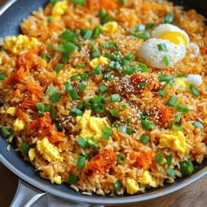 - 2 cups cooked jasmine rice (preferably a day old) - 1 cup kimchi, chopped (reserve the juice) - 1 tablespoon vegetable oil - 2 green onions, finely chopped - 2 cloves garlic, minced - 1 large egg - 1 tablespoon soy sauce - 1 teaspoon sesame oil - 1 teaspoon gochugaru (Korean chili flakes) - Sesame seeds for garnish - Large skillet or wok - Spatula - Knife and cutting board - Measuring spoons and cups Each ingredient plays a key role. The jasmine rice gives a fluffy base. Kimchi adds spice and tang. Garlic brings depth, while green onions add a fresh crunch. The egg binds it all together and adds richness. Using day-old rice helps avoid clumps. Fresh rice can be too sticky. Gochugaru adds heat if you like spice. If you want to keep it simple, skip it. Gather your tools before you start. A large skillet or wok is best for even cooking. Make sure your spatula is sturdy. It will help mix everything well. With these ingredients and tools, you are ready to make a delicious dish. Heat the vegetable oil in a large skillet over medium-high heat. Wait until it shimmers. Add the minced garlic and stir-fry it for about 30 seconds. You want the garlic to smell great but not burn. Add the chopped kimchi to the skillet. Stir it for 3 to 4 minutes. This will caramelize the kimchi and bring out its rich flavor. Remember to keep stirring to avoid burning. Push the kimchi to one side of the skillet. Crack the egg into the empty space. Scramble the egg until it’s fully cooked. Once done, mix the egg with the kimchi. Add the cooked jasmine rice to the skillet. Break apart any rice clumps gently with your spatula. Stir everything well until all the ingredients blend together. Pour in the reserved kimchi juice, soy sauce, sesame oil, and optional gochugaru. Mix thoroughly to coat the rice with all the flavors. Stir-fry the mixture for 3 to 5 minutes until everything is hot. Taste it and adjust the seasoning if needed. Once happy with the taste, remove it from the heat. Garnish with chopped green onions and a sprinkle of sesame seeds. Serve warm and enjoy this quick, zippy dish! I always recommend using jasmine rice for kimchi fried rice. It has a nice texture and flavor. If you can, use rice that is a day old. Fresh rice tends to be too sticky. Day-old rice is drier and easier to fry. To change the spice level, you can add more or less gochugaru. If you like it mild, skip the gochugaru. For more heat, add a little more. You can also add a splash of kimchi juice. It adds flavor without too much spice. Taste as you go to find your perfect balance. Meal prep can save time. Chop your kimchi and green onions ahead of time. Store them in the fridge until you are ready to cook. You can also cook the rice a day early. Just make sure to store it in an airtight container. When you are ready, everything will be easy to grab and cook. This makes your cooking fast and fun! {{image_4}} You can make this dish vegetarian or vegan. Skip the egg for a vegan twist. Use tofu instead. Firm tofu works best. Dice it, then sauté it just like the egg. It adds protein and texture. You can also add more veggies, like bell peppers or carrots. These bright colors make the dish fun and healthy. Adding proteins can change the dish's flavor. You can use cooked chicken, shrimp, or tofu. If you're using chicken, dice it into small pieces. Cook it in the skillet before adding garlic. For shrimp, add them after the garlic. Cook until they turn pink. For tofu, use firm tofu, as mentioned before. It soaks up flavors well and gives a nice texture. Get creative with your add-ins! You can toss in peas, corn, or mushrooms. These add more taste and nutrition. Even leftover vegetables work great. Just chop them small and mix them in the skillet. This way, you can use what you have at home. It makes your meal unique every time! To store leftover kimchi fried rice, let it cool first. Use an airtight container. Place it in the fridge. It will stay fresh for about 3 days. Make sure to keep it sealed to avoid drying out. When you're ready to eat, take out the rice. You can reheat it in a skillet or microwave. If using a skillet, add a splash of water. Heat it on medium until warm, stirring often. If using a microwave, cover it and heat in 30-second bursts. Stir in between to keep it moist. You can freeze kimchi fried rice too! First, cool it completely. Then, place it in a freezer-safe bag. Squeeze out the air and seal it tight. It can last in the freezer for up to 2 months. When you're ready to eat, thaw it overnight in the fridge before reheating. You should use a good quality kimchi. Look for one that is spicy and tangy. I suggest using napa cabbage kimchi. The flavor of the kimchi makes a big difference. If you prefer, you can use radish kimchi for a crunchier texture. Yes, you can make this dish without an egg. Just skip the step where you add the egg. You can still create a tasty fried rice. Consider adding tofu, or extra veggies for protein instead. Cooked Kimchi Fried Rice lasts about 3 to 4 days in the fridge. Store it in an airtight container to keep it fresh. Make sure to cool it down before putting it in the fridge. You can use fresh rice, but day-old rice is better. Fresh rice can be too sticky. If you use fresh rice, spread it out on a tray to cool. This helps to dry it out before frying. This blog post covered all you need to make tasty Kimchi Fried Rice. We discussed essential and optional ingredients, tools, and step-by-step cooking instructions. I shared tips for best rice, spice levels, and meal prep. You also learned about variations, storage, and FAQs. In short, making Kimchi Fried Rice is fun and easy. Using fresh ingredients lets you create a dish you can enjoy any time. Get cooking and enjoy your delicious meal!