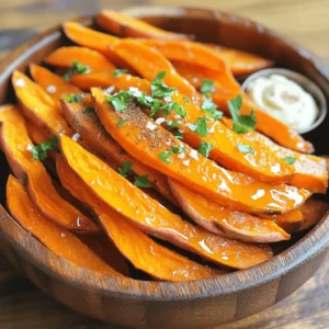 To make maple glazed sweet potato fries, you will need a few simple items. Here’s what you’ll gather: - Sweet potatoes - Olive oil - Pure maple syrup - Ground cinnamon - Garlic powder - Salt and black pepper - Fresh parsley These ingredients come together to create a sweet and savory treat. Sweet potatoes are packed with vitamins and give a great base. Olive oil helps them crisp up in the oven. Pure maple syrup adds a nice sweetness that pairs well with the spices. Ground cinnamon gives these fries a warm flavor. Garlic powder adds depth, while salt and black pepper enhance all the tastes. Finally, fresh parsley brings color and a fresh touch to the dish. You’ll see how these ingredients work together to create a delicious snack or side dish. Enjoy picking them out! First, set your oven to 425°F (220°C). This heat makes the fries crisp and tasty. While the oven warms, prepare your baking sheet. Line it with parchment paper. This helps with cleanup and keeps the fries from sticking. Next, take two large sweet potatoes. Peel them and cut them into thin fry shapes. The thinner the fries, the crispier they get. Place these cut fries into a large mixing bowl. In the bowl with the sweet potatoes, add three tablespoons of extra virgin olive oil. Then, pour in two tablespoons of pure maple syrup. Add one teaspoon of ground cinnamon and one teaspoon of garlic powder. Season with salt and freshly cracked black pepper. Use your hands to toss everything well. Ensure each fry gets a nice coating of the mix. Spread the fries evenly on the lined baking sheet. Make sure they don’t touch each other. This spacing is key for crispiness. Place the sheet in your preheated oven. Bake for 20-25 minutes. Halfway through, flip the fries with a spatula. This helps them brown evenly. Watch them closely, and take them out when they look golden brown and crispy. After baking, let the fries cool for a few minutes. Then, drizzle a little more maple syrup over them for extra sweetness. Lastly, sprinkle some finely chopped fresh parsley on top. This adds a nice color and a fresh taste. Enjoy your delicious maple glazed sweet potato fries! To get the crispiest fries, cut sweet potatoes thin. Aim for about 1/4 inch. Thin fries cook faster and turn crispy. Toss them well with oil and maple syrup. The oil helps them crisp up. Spread fries out in a single layer on the baking sheet. Crowding them will cause steaming, not crisping. Flip the fries halfway through baking for even browning. Add spices to boost flavor. Ground cinnamon gives a warm touch. Garlic powder adds a savory kick. You can also try smoked paprika for a smoky twist. For extra sweetness, drizzle more maple syrup after baking. Fresh parsley on top adds color and freshness. It makes the dish pop visually and tastefully. Don’t skip preheating the oven. A hot oven helps fries crisp up. Avoid cutting fries too thick. Thick fries take longer and may not cook evenly. Make sure to dry sweet potatoes after washing. Moisture can make fries soggy. Lastly, don’t rush the flipping. Wait until halfway through to flip them for best results. {{image_4}} You can change the flavor by using different spices. Try adding smoked paprika for a smoky taste. You can also use cayenne pepper for a spicy kick. Mix in some cumin for a warm, earthy flavor. Each spice gives a unique twist to your fries. For extra flavor, consider adding chopped nuts. Walnuts or pecans add crunch. You can also mix in some grated cheese. Feta or parmesan works well. Pair your fries with a yogurt dip or spicy aioli for a fun contrast. This makes every bite exciting. Want to make it healthier? Swap olive oil for avocado oil. It has a high smoke point and healthy fats. Use less maple syrup or a sugar-free syrup if you want fewer calories. You can also bake the fries without oil for a lighter option. This way, you can enjoy the fries without the guilt. After you enjoy your maple glazed sweet potato fries, store any leftovers in an airtight container. Let the fries cool down first. This helps keep them crispy when stored. Place them in the fridge, where they can last for up to three days. If you want to keep them longer, freezing is a great option. To bring back the crispy goodness, reheat the fries in the oven. Preheat your oven to 400°F (200°C). Spread the fries on a baking sheet in a single layer. Heat them for about 10-15 minutes. This method keeps them crispy. You can also use an air fryer if you have one. Just set it to 375°F (190°C) and cook for around 5-7 minutes. If you want to freeze your fries, start by cooling them completely. Spread the cooled fries on a baking sheet in a single layer. Place the sheet in the freezer for about 1-2 hours until they are firm. After that, transfer the fries to a freezer bag. Remove as much air as possible, and seal the bag. They can stay in the freezer for up to three months. When ready to eat, cook them straight from the freezer! Yes, you can use other potatoes. Regular potatoes work well too. Yukon Gold or red potatoes are great options. They will not have the same sweetness, but they will still taste good. You may need to adjust cooking times based on the type you choose. To add heat, try adding cayenne pepper or chili powder. A little goes a long way, so start small. You can also use a spicy dipping sauce. A sriracha mayo or spicy aioli adds a nice kick. These fries pair well with many dishes. Serve them with grilled chicken, burgers, or fish. They are also great with a fresh salad. For dipping, try ranch dressing or a yogurt dip for a cool contrast. The fries are done when they are crispy and golden brown. Baking takes about 20-25 minutes. Halfway through, flip them for even cooking. Keep an eye on them to prevent burning. Yes, sweet potato fries are often healthier. They have more vitamins and fiber than regular fries. They also have a lower glycemic index. This means they can help keep your blood sugar steady. This blog post covered how to make delicious maple glazed sweet potato fries. We discussed key ingredients, steps for prepping and baking, and tips for the best results. I shared ways to store leftovers and some common questions to help you. Remember, you can adjust flavors to your taste. Enjoy these fries as a healthy side or snack! Get creative with spices and pairings for added flavor. Cooking should be fun and rewarding. Happy frying!