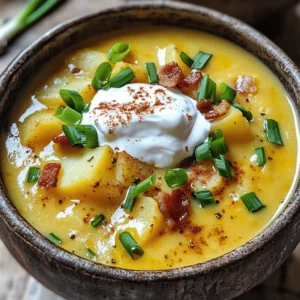- 4 large russet potatoes - 1 medium onion - 3 cloves garlic - 4 cups vegetable broth - 1 cup heavy cream or cashew cream - 1 cup shredded sharp cheddar cheese - 1/2 cup crispy turkey bacon or plant-based bacon bits - 1/2 cup sour cream or dairy-free yogurt - 2 green onions - 1 teaspoon smoked paprika (optional) For this slow cooker loaded baked potato soup, we start with the main ingredients. First, you need four large russet potatoes. These potatoes give the soup a nice, creamy base. Next, grab one medium onion and three cloves of garlic. The onion adds depth, and the garlic brings great flavor. Now, pour in four cups of vegetable broth. You can use chicken broth if you prefer. It adds richness. For creaminess, add one cup of heavy cream or cashew cream. This will make your soup nice and smooth. Next, let’s talk about garnishes. I love to add one cup of shredded sharp cheddar cheese. It melts beautifully and adds a great taste. For some crunch, use half a cup of crispy turkey bacon or plant-based bacon bits. This adds a fun texture to the soup. To finish, you’ll want half a cup of sour cream or dairy-free yogurt for a creamy topping. Sliced green onions add a fresh touch. Lastly, if you want a smoky kick, use a teaspoon of smoked paprika. It’s optional, but I highly recommend it for extra flavor. With these ingredients, you’ll make a rich, satisfying soup that everyone will love. - Peel and dice the potatoes: Start with four large russet potatoes. Remove the skin and cut them into bite-sized cubes. This helps them cook evenly and quickly. - Finely chop the onion: Next, take one medium onion. Chop it into small pieces. This adds flavor to our soup. - Mince the garlic: Finally, grab three cloves of garlic. Mince them finely. Garlic gives the soup a nice depth of flavor. - Layer ingredients in the slow cooker: Now, place the diced potatoes at the bottom of the slow cooker. Add the chopped onion and minced garlic on top. - Add vegetable broth and seasoning: Pour in four cups of vegetable broth. Make sure the potatoes are fully covered. Season with salt, black pepper, and smoked paprika if you like a hint of smoke. Use a wooden spoon to mix everything gently. - Set the slow cooker (low/high settings): Cover the slow cooker with its lid. Set it to low for 6-8 hours or high for 3-4 hours. - Monitor cooking time for desired tenderness: Check the potatoes with a fork. They should be soft and tender when done. - Purée the soup to a creamy consistency: Once the cooking time is up, use an immersion blender. Blend the soup until smooth. If you don’t have one, carefully transfer it to a blender in batches. - Stir in cream and cheese: Add one cup of heavy cream or cashew cream for a lighter touch. Mix well until it’s rich and creamy. Then, sprinkle in one cup of shredded sharp cheddar cheese. Stir until it melts into the soup. - Adjust seasoning and add bacon bits: Taste the soup. If needed, add more salt and pepper. Finally, mix in half a cup of crispy turkey bacon or plant-based bacon bits for crunch. Reserve some for garnishing later. To make your soup creamy, you have two great choices: full-fat cream or cashew cream. Full-fat cream gives a rich taste. It makes the soup velvety and smooth. Cashew cream is a lighter option. It’s also dairy-free, so it works well for many diets. Using an immersion blender is key. It blends the soup right in the slow cooker. This saves time and keeps clean-up easy. If you don’t have one, a regular blender works too. Just be careful with hot soup. Blend in small batches for safety. Adding herbs or spices can lift your soup’s flavor. Try fresh thyme or parsley for a nice touch. A sprinkle of garlic powder can also add depth. If you like a smoky taste, smoked paprika is a great choice. Toppings are where you can really get creative. Crispy turkey bacon or plant-based bacon bits add crunch. Shredded cheddar cheese melts in beautifully. A dollop of sour cream or dairy-free yogurt adds creaminess. Green onions on top give a pop of color and taste. Prepping ingredients ahead of time makes cooking easier. You can peel and dice the potatoes the night before. Store them in water in the fridge to keep them fresh. Chop the onion and garlic early, too. Quick substitutions can save time. If you’re short on broth, water works in a pinch. You can swap heavy cream for milk for a lighter soup. Just remember, the texture may change a bit. {{image_4}} For a vegetarian or vegan twist, use plant-based alternatives. Replace the heavy cream with cashew cream for a rich texture. You can also swap the turkey bacon with crispy plant-based bacon bits. For cheese lovers, try using dairy-free cheese. There are many options that melt well and add a nice flavor. Want a low-carb version? Substitute the potatoes with cauliflower. When cooked, cauliflower becomes soft and creamy. It works well in soups. Simply steam or boil the cauliflower before adding it to the slow cooker. This gives you a lighter soup without losing the comfort. You can easily add extra ingredients for more flavor. Toss in diced carrots or celery for extra texture and nutrition. They cook well and blend nicely. If you want more protein, consider adding chicken or sausage. Cook the meat separately, then stir it into the soup before serving. This adds heartiness to your meal. After you enjoy your loaded baked potato soup, store leftovers in an airtight container. Let the soup cool to room temperature first. This helps keep it fresh longer. Place it in the fridge and use it within three to four days. If you want to keep it longer, freezing might be a better choice. To freeze the soup, let it cool completely. Pour the soup into freezer-safe bags or containers. Make sure to leave space at the top, as soup expands when frozen. Seal tightly and label with the date. You can freeze it for up to three months. When you’re ready to eat, thaw it in the fridge overnight. Reheat it on the stove over low heat, stirring often. You can also use a microwave for quick heating. The loaded baked potato soup lasts about three to four days in the fridge. If stored properly in the freezer, it keeps well for three months. After this time, the quality may drop, but it will still be safe to eat. Always check for odd smells or changes in texture before eating. If it looks or smells off, it's best to throw it out. Yes, you can! While russet potatoes are best for their creamy texture, you might try Yukon Gold or red potatoes. These options add a nice flavor and stay firm. Yukon Golds are creamy and sweet, while red potatoes hold their shape well. Both can make your soup tasty. To make this soup gluten-free, choose gluten-free broth. Most vegetable and chicken broths are safe, but always check the label. For a thickener, you can use cornstarch mixed with water. This keeps the soup rich and creamy without any gluten. Yes, leftovers can be reheated easily. The best way is to warm them on the stove over low heat. Stir often to keep it smooth. You can also use the microwave, but do it in short bursts. Stir between each burst for even heating. This soup pairs well with a fresh salad or crusty bread. A simple green salad with vinaigrette adds brightness. If you prefer bread, try a warm bread roll or garlic bread for a cozy meal. Both options will complement the soup nicely. You learned how to make a tasty loaded baked potato soup. We covered the key ingredients, step-by-step instructions, and even some helpful tips. Remember, you can customize this soup in many ways. Add your favorite toppings or swap out ingredients to suit your taste. Store leftovers properly and enjoy them later. This soup is perfect for any meal. Now, gather your ingredients and start cooking. A warm bowl of soup awaits you!