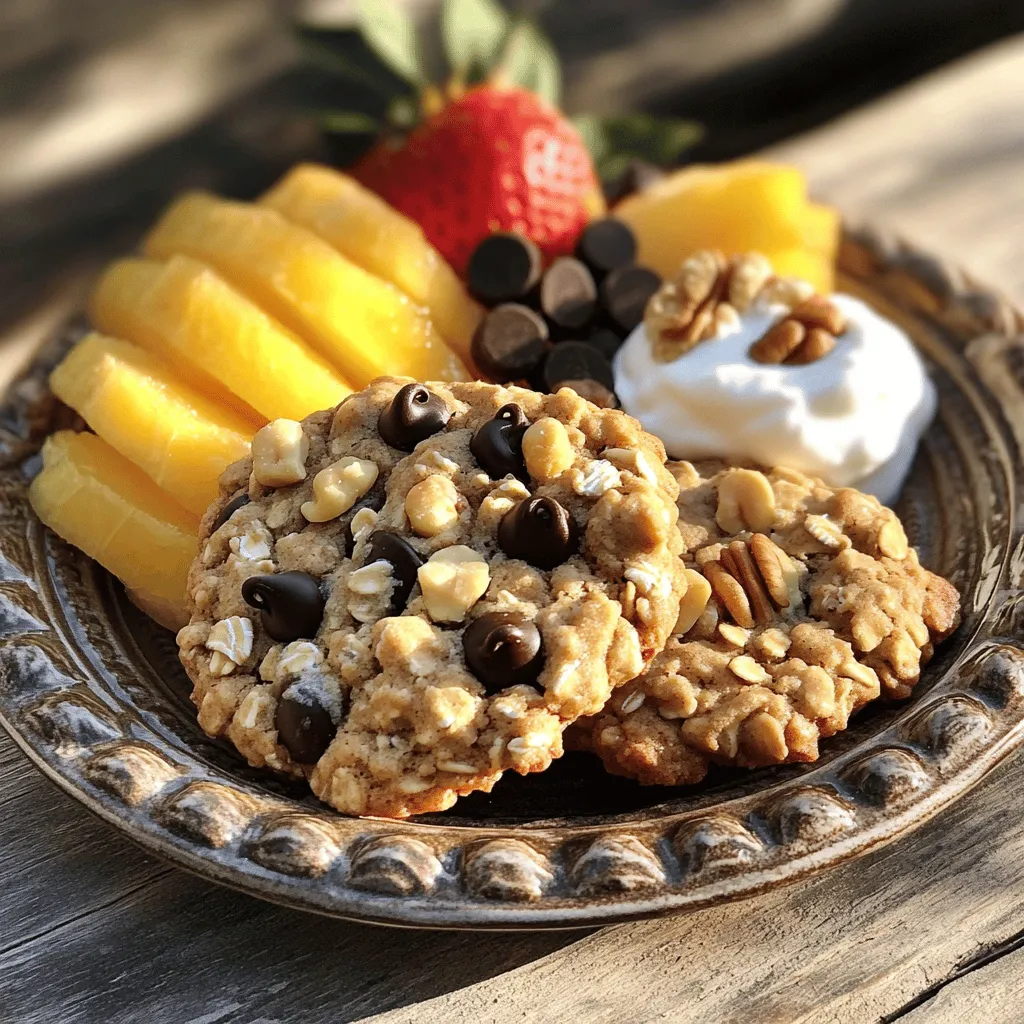 To make these tasty cookies, you'll need a few key ingredients: - 1 cup all-natural peanut butter - 1/2 cup honey or maple syrup - 1 medium ripe banana, well-mashed - 1 cup rolled oats - 1/2 cup whole wheat flour - 1 teaspoon baking soda - 1/2 teaspoon ground cinnamon - 1/4 teaspoon salt - 1/2 cup dark chocolate chips or raisins - 1/4 cup chopped nuts (like walnuts or almonds) These ingredients work together to create a soft and chewy cookie. The peanut butter gives a great flavor and protein boost. The oats add texture and fiber, making these cookies a perfect breakfast treat. You can change these cookies to fit your taste. Here are some fun ideas: - Use almond butter instead of peanut butter for a different nutty taste. - Swap the honey for maple syrup if you prefer a lighter flavor. - Add in some dried fruits like cranberries or apricots for more sweetness. - Use seeds like chia or flaxseed for extra nutrition. Mix and match to create your own unique version! These cookies are not just tasty; they are also nutritious. Here's a quick look at what you get in each cookie: - Good source of protein from peanut butter - Fiber from oats and whole wheat flour - Healthy fats from nuts and chocolate chips By making these cookies at home, you control the ingredients. You can keep it healthy while still enjoying a sweet treat. Each cookie is perfect for a quick breakfast or snack on the go. 1. Preheat the Oven: Start by heating your oven to 350°F (175°C). This step is key for even baking. 2. Prepare Baking Sheet: Line your baking sheet with parchment paper. This will help your cookies not stick and make cleaning up easy. 3. Mix Wet Ingredients: In a large bowl, add 1 cup of all-natural peanut butter, 1/2 cup of honey or maple syrup, and 1 ripe banana that you’ve mashed. Stir until everything blends into a smooth mix. 4. Combine Dry Ingredients: In another bowl, mix together 1 cup of rolled oats, 1/2 cup of whole wheat flour, 1 teaspoon of baking soda, 1/2 teaspoon of ground cinnamon, and 1/4 teaspoon of salt. Make sure they are well mixed. 5. Combine Wet and Dry Mixtures: Slowly add the dry mix to the wet mix. Stir gently until everything is blended well. 6. Add Chocolate Chips and Nuts: Fold in 1/2 cup of dark chocolate chips and 1/4 cup of chopped nuts. This adds a fun crunch to each cookie. 7. Scoop the Dough: Use a tablespoon to scoop out the dough. Place the scoops on the lined baking sheet. Leave space between each scoop, as they will spread a bit. Flatten them slightly with the back of the spoon. 1. Bake the Cookies: Put the baking sheet in the oven. Bake the cookies for about 12-15 minutes. Keep an eye on them. The edges should turn golden brown, and the centers should look set. 2. Cool the Cookies: After baking, take the pan out of the oven. Let the cookies cool on the sheet for about 5 minutes. Once they are firm enough, transfer them to a wire rack to cool completely. - Choose the Right Peanut Butter: Use all-natural peanut butter for the best flavor and texture. Avoid kinds with added sugar or oils. - Watch the Baking Time: Every oven is different. Check your cookies at the 12-minute mark to avoid overbaking. - Use Ripe Bananas: The riper the banana, the sweeter your cookies will be. This adds great flavor and moisture. - Experiment with Mix-Ins: Feel free to swap dark chocolate chips for raisins or other nuts for fun variations. You can store leftover cookies easily. Let them cool completely first. Then, place them in an airtight container. This will keep them fresh for up to a week. If you want them to last longer, you can freeze them. Wrap each cookie in plastic wrap and place them in a freezer bag. They can stay good for up to three months in the freezer. When making these cookies, watch out for a few common mistakes: - Not measuring ingredients accurately: This can change the texture. Use measuring cups and spoons for best results. - Overmixing the dough: Stir just until combined. Overmixing can make cookies tough. - Not preheating the oven: Always preheat to 350°F (175°C). This helps cookies bake evenly. Baking in batches is a smart way to save time. Here are some tips: - Double the recipe: You can make a big batch and store some for later. - Use multiple trays: If you have more than one baking sheet, use them. Just rotate them halfway through baking for even results. - Keep the dough chilled: If you notice the dough gets too warm, chill it for a bit in the fridge. This helps cookies hold their shape better while baking. {{image_4}} You can mix in many fun ingredients. Dried fruits work great. Try raisins, cranberries, or chopped dates. They add sweetness and chewiness. Seeds are also a good choice. Chia seeds or sunflower seeds pack extra crunch and nutrition. You can even use coconut flakes for a tropical twist. Just remember to keep the balance of wet and dry ingredients. If you want vegan cookies, swap the honey for maple syrup. This keeps the sweetness while making it plant-based. For gluten-free options, use gluten-free oats and flour. Almond flour or coconut flour can replace whole wheat flour. These changes keep your cookies tasty while meeting different dietary needs. You can boost the flavor with spices or extracts. Adding a pinch of nutmeg gives warmth. A splash of vanilla extract brings a lovely aroma. If you like a bit of heat, try adding a dash of cayenne pepper. It makes the cookies exciting and unique. Experiment with different flavors to find your favorite blend. To keep your peanut butter oatmeal breakfast cookies fresh, store them in an airtight container. This helps prevent moisture loss and keeps them soft. You can use a glass jar or a plastic container with a tight lid. Place parchment paper between layers if you stack them. This avoids sticking and keeps their shape. You can freeze these cookies for later enjoyment. Allow the cookies to cool completely first. Then, place them in a single layer on a baking sheet. Freeze for about an hour. Once firm, transfer them to a freezer bag. Remove as much air as possible. Label the bag with the date. They will stay fresh for up to three months. These cookies stay good at room temperature for about a week. If you store them properly, they will remain soft and tasty. In the fridge, they can last up to two weeks. Freezing extends their life significantly, so don’t hesitate to freeze your extras! Enjoy them anytime you want a quick and healthy snack. Yes, you can use natural peanut butter. It works well in this recipe. Natural peanut butter adds a rich flavor. Just make sure it is smooth and creamy. Stir it well before using to mix in any oil that may have separated. To make these cookies healthier, you can use whole ingredients. Here are some ideas: - Substitute honey with a lower-calorie sweetener. - Use oats as a base to boost fiber. - Add nuts or seeds for healthy fats. - Replace chocolate chips with raisins or dried fruits. To keep the cookies from sticking, always line your baking sheet with parchment paper. This creates a non-stick surface. You can also lightly grease the paper with cooking spray. Another tip is to let the cookies cool slightly on the pan before moving them. This makes them less likely to break. Peanut butter oatmeal breakfast cookies are tasty and simple to make. You learned about key ingredients, step-by-step instructions, tips for storage, and creative variations. These cookies are great for breakfast or a snack. Remember to explore different add-ins and dietary options to suit your taste. With the right tips, you can avoid common mistakes and make perfect cookies every time. Enjoy your baking journey and savor each bite. These cookies are sure to become a favorite in your kitchen!