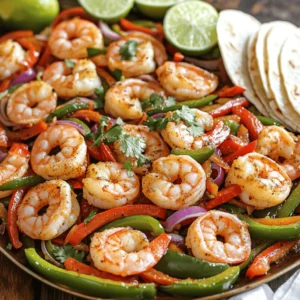 - 1 lb large shrimp, peeled and deveined - 1 bell pepper (choose from red, green, or yellow), cut into thin strips - 1 medium red onion, sliced into half-moons - 3 cloves garlic, finely minced - 8 small flour tortillas The main ingredients create a colorful and tasty dish. Large shrimp offer a sweet, juicy bite. You can pick any bell pepper for a nice crunch. The red onion adds a sharp, sweet flavor. Garlic gives it a warm, rich taste. Flour tortillas are perfect to hold all these flavors together. - 2 teaspoons chili powder - 1 teaspoon ground cumin - 1 teaspoon smoked paprika - 1 teaspoon fresh lime zest - Salt and freshly cracked black pepper, to taste Spices make this dish shine. Chili powder brings heat and depth. Ground cumin adds a warm, earthy note. Smoked paprika offers a hint of smokiness. Fresh lime zest brightens the flavors. Salt and black pepper enhance everything, making each bite pop. - Fresh cilantro leaves, roughly chopped, for garnish - Lime wedges, to serve alongside Garnishes elevate your fajitas. Fresh cilantro adds a burst of herbaceous flavor. Lime wedges let you squeeze fresh juice on top, brightening the taste. You can serve the fajitas on a large platter with extra lime and cilantro for a beautiful display. - Preheat oven to 400°F (200°C). - Line baking sheet with parchment paper. Start by preheating your oven. This step is key for even cooking. While the oven warms up, grab a large baking sheet. Line it with parchment paper. This makes cleanup easy and helps the shrimp and veggies not stick. - Mix shrimp, bell pepper, onion, and garlic in a bowl. - Ensure all ingredients are well incorporated. In a big mixing bowl, add the shrimp, bell pepper strips, sliced red onion, and minced garlic. Use a spoon to mix everything together. Make sure every piece is covered with the garlic and veggies. This step builds great flavor. - Drizzle with olive oil and add spices. - Toss and spread mixture evenly on baking sheet. Next, drizzle the mixture with olive oil. Sprinkle chili powder, cumin, smoked paprika, lime zest, salt, and black pepper. Toss gently until all ingredients are coated. Once done, spread the mixture evenly on your prepared baking sheet. This helps everything cook evenly. - Bake for 12-15 minutes until shrimp is pink. - Warm tortillas in a skillet. Now, place the baking sheet in the oven. Bake for 12 to 15 minutes. You’ll know it’s ready when the shrimp turns pink. While that’s cooking, warm your tortillas. Heat a skillet over medium heat. Place each tortilla in the skillet for about 30 seconds on each side. This makes them soft and tasty. - Fill tortillas with shrimp and vegetable mixture. - Garnish with cilantro and lime juice. After baking, take the sheet out of the oven. Give the shrimp and veggies a gentle toss. Now, grab a tortilla and fill it with the shrimp and veggie mix. Top it off with chopped cilantro and a squeeze of lime juice. This adds a fresh taste to your fajitas. Enjoy every bite! How can you tell when shrimp is properly cooked? Look for a bright pink color and a firm texture. Cooked shrimp curls into a tight “C” shape. If it looks gray or is too soft, it needs more time. To avoid overcooking, keep an eye on the timer. Shrimp cooks fast, usually in 12-15 minutes. Pull them out as soon as they turn pink. If you overcook shrimp, it becomes tough and rubbery. What spices can add more taste? Try adding cumin, cayenne pepper, or chili flakes. These spices bring out a warm, spicy flavor. You can also marinate shrimp in lime juice and garlic for 30 minutes before cooking. To optimize the roasting process, spread everything evenly on the baking sheet. This helps all ingredients cook at the same rate. Stir halfway through cooking to mix flavors well. How can you present your shrimp fajitas? Serve them on a colorful platter. Garnish with lime wedges and fresh cilantro. This adds a nice pop of color and flavor. What pairs well with shrimp fajitas? Try serving them with a refreshing salad or Mexican rice. For drinks, consider a fruity margarita or iced tea. These options balance the dish and make it even more enjoyable. {{image_4}} You can easily change up the proteins in this dish. If you prefer chicken, use boneless thighs. Tofu is a great option for a plant-based meal. Just cut it into cubes and marinate. For veggies, mix and match based on your taste. Try zucchini, mushrooms, or corn for a fun twist. Adding more colors makes the dish even more appealing! You can switch the style of your fajitas. For a Mexican flair, stick to classic spices. Use chili powder, cumin, and smoked paprika as your base. For a Thai twist, consider using soy sauce and ginger. Swap the lime for a splash of coconut milk. This gives a fresh, unique taste that everyone will love. If you need gluten-free options, look for corn tortillas. They are tasty and safe for those with gluten issues. For vegans, replace shrimp with chickpeas or lentils. These options add protein and flavor. You can achieve a satisfying meal that suits everyone’s needs! To keep your cooked fajitas fresh, cool them first. Use an airtight container. Glass or plastic containers work well. Make sure to store them in the fridge. They will last about three days. For longer storage, consider freezing. When you are ready to eat, you can reheat the fajitas. The best method is to use a skillet. Heat it over medium heat and add a splash of water. This keeps the shrimp juicy. Stir occasionally until heated through. You can also use a microwave. Place the fajitas in a microwave-safe dish with a damp paper towel. Heat in short bursts of 30 seconds. Always check the temperature to avoid overcooking. Yes, you can freeze cooked fajitas. However, it's best to freeze the shrimp and veggies separately. This helps keep their texture. Use freezer-safe bags or containers. Make sure to squeeze out as much air as possible. Label the bags with the date. They can last up to three months. When ready to use, thaw them in the fridge overnight. The cook time for shrimp fajitas is about 12-15 minutes. Preheat your oven to 400°F (200°C) first. This helps the shrimp cook fast and evenly. I find it best to check for a lovely pink color on the shrimp. The veggies should be tender and slightly caramelized. Keep an eye on them to avoid overcooking. Yes, you can make shrimp fajitas ahead of time. Cook the shrimp and veggies, then cool them before storing. Use airtight containers in the fridge for up to 2 days. For meal prep, you can also chop the veggies and season the shrimp in advance. Just store them separately until you are ready to cook. You can serve shrimp fajitas with many sides. Here are some great options: - Mexican rice - Black beans - Corn salad - Guacamole - Salsa - Sour cream - Fresh lime wedges For drinks, a chilled margarita or a light beer pairs well with fajitas. This recipe is perfect for meal prep. You can prepare the shrimp and veggies in advance. Store them separately in the fridge. When you want a quick meal, just bake them as directed. This way, you can have fresh shrimp fajitas ready in no time. This blog covered how to make delicious sheet pan shrimp fajitas. We discussed the main ingredients, easy steps, and expert tips. With shrimp, vibrant veggies, and tasty spices, you can create a meal everyone loves. Keep the flavor fresh with lime and cilantro. Feel free to customize your fajitas based on your tastes or dietary needs. Whether you enjoy them right away or save leftovers, these fajitas are quick to prepare and enjoyable. Enjoy making and sharing this delightful dish!
