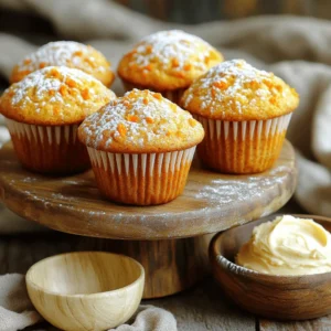 To make spiced carrot cake muffins, you need specific ingredients. Here’s what to gather: - 1 cup all-purpose flour - 1 teaspoon baking powder - 1/2 teaspoon baking soda - 1 teaspoon ground cinnamon - 1/2 teaspoon ground ginger - 1/4 teaspoon ground nutmeg - 1/4 teaspoon salt - 1/2 cup granulated sugar - 1/4 cup packed brown sugar - 1/2 cup vegetable oil - 2 large eggs - 1 teaspoon pure vanilla extract - 1 1/2 cups finely grated carrots (about 2 medium carrots) - 1/2 cup crushed pineapple, thoroughly drained These ingredients blend to create tasty muffins with a warm and spiced flavor. The carrots add moisture and sweetness, while the spices give a delightful kick. You can enhance your muffins more with some add-ins. Consider these: - 1/4 cup chopped walnuts - 1/4 cup raisins Adding walnuts gives a nice crunch, while raisins add a sweet pop. Both choices boost flavor and texture, making your muffins even better. If you need to swap ingredients, here are helpful ideas: - Use whole wheat flour for more fiber. - Swap vegetable oil for melted coconut oil for a hint of coconut flavor. - You can replace eggs with flaxseed meal for a vegan option. These swaps can change the taste and texture but keep the muffins enjoyable. Don't be afraid to experiment! First, set your oven to 350°F (175°C). This is the perfect temperature for baking. While it warms up, grab a muffin tin. You can use paper liners for easy cleanup or grease each cup with a bit of oil to stop sticking. In a medium bowl, add the following dry ingredients: - 1 cup all-purpose flour - 1 teaspoon baking powder - 1/2 teaspoon baking soda - 1 teaspoon ground cinnamon - 1/2 teaspoon ground ginger - 1/4 teaspoon ground nutmeg - 1/4 teaspoon salt Whisk these together until they blend well. This step ensures that all the flavors mix evenly in your muffins. Now, take a larger bowl. Add: - 1/2 cup granulated sugar - 1/4 cup packed brown sugar - 1/2 cup vegetable oil Mix these until smooth. Then, crack in 2 large eggs, one at a time. Whisk well after each egg. Finally, add 1 teaspoon of pure vanilla extract and stir it in. Next, it's time to fold in the fun stuff. Add: - 1 1/2 cups finely grated carrots (about 2 medium carrots) - 1/2 cup crushed pineapple, thoroughly drained - 1/4 cup chopped walnuts (optional) - 1/4 cup raisins (optional) Gently stir until everything is mixed well. Be careful not to overmix. You want a fluffy muffin, not a dense one. Now, divide the batter into the prepared muffin cups. Fill each cup about two-thirds full. This helps them rise nicely. Place the muffin tin in the oven and bake for 18-20 minutes. To check if they are done, insert a toothpick into the center. If it comes out clean, your muffins are ready! Let them cool in the tin for about 5 minutes, then move them to a wire rack to cool completely. Enjoy your baking! To achieve great texture in your spiced carrot cake muffins, avoid overmixing. When you combine the wet and dry ingredients, stir gently. Stop mixing as soon as you see no dry flour. This helps keep the muffins light and fluffy. Also, be sure to pack your grated carrots well. The moisture from the carrots keeps muffins moist and tender. Spices are key to the flavor of your muffins. Use fresh ground spices for the best taste. Ground cinnamon, ginger, and nutmeg add warmth and depth. Start with the amounts in the recipe, but feel free to adjust. If you like more spice, add a pinch more of each. You can also experiment with adding a dash of cardamom for an extra kick! Presentation is important, even for muffins! Arrange them on a colorful platter or a decorative cake stand. For a pretty touch, dust the tops with powdered sugar. If you want to make it special, serve with cream cheese frosting on the side. This adds a creamy layer that pairs perfectly with the muffins. Enjoy serving these delightful treats! {{image_4}} You can easily make these muffins dairy-free. Simply swap the eggs with flax eggs. To do this, mix 1 tablespoon of ground flaxseed with 2.5 tablespoons of water. Let it sit for about 5 minutes to thicken. You might also use a plant-based oil instead of vegetable oil. Coconut oil works well here. Your muffins will still taste rich and moist! To make these muffins gluten-free, substitute all-purpose flour with a gluten-free blend. Look for a blend that contains xanthan gum, as it helps with texture. Almond flour or oat flour can also work, but may change the muffins’ texture slightly. Adjust the baking time as needed. Your muffins will still be delicious and fluffy! For a fun twist, add shredded coconut to your batter. About 1/2 cup of unsweetened shredded coconut will give a lovely tropical flavor. Mix it in with the carrots and pineapple. This will add a chewy texture and a hint of sweetness. Your muffins will taste like a sunny vacation! To keep your spiced carrot cake muffins fresh, store them in an airtight container. Place them at room temperature for up to three days. If you want them to last longer, refrigerate them for about a week. Just remember, cold muffins may taste a bit dry. You can freeze these muffins for up to three months. Wrap each muffin tightly in plastic wrap or foil, then place them in a freezer bag. To thaw, take them out and leave them at room temperature for a few hours. You can also microwave them for about 15-20 seconds if you're in a hurry. When reheating, the oven is your best friend. Preheat it to 350°F (175°C). Place the muffins on a baking sheet for about 5-10 minutes. This method keeps them soft and warm. If you use a microwave, heat them for just 10-15 seconds. This will make them warm, but they may lose some texture. Enjoy your muffins fresh! Yes, you can make these muffins ahead of time. They stay fresh for up to three days. Just store them in an airtight container at room temperature. You can also freeze them for longer storage. Just wrap each muffin tightly in plastic wrap and place them in a freezer bag. When you want one, just thaw it at room temperature or pop it in the microwave for a few seconds. These muffins shine on their own, but there are fun ways to serve them. You can dust them with powdered sugar for a touch of sweetness. Serve them warm with cream cheese frosting on the side. For a twist, try adding a dollop of yogurt or a scoop of ice cream on top. To check if your muffins are done, use a toothpick. Insert it into the center of a muffin. If it comes out clean, the muffins are ready. They should be golden brown on top. If they are still wet, bake them for a few more minutes. Omitting sugar will change the taste and texture of the muffins. Sugar adds sweetness and helps with moisture. If you want to reduce sugar, try using less or substitute with natural sweeteners. Honey or maple syrup can work as alternatives, but adjust the liquid in the recipe to keep the right texture. In this post, we explored how to make spiced carrot cake muffins. We covered essential ingredients, optional add-ins, and how to mix and bake. You learned tips for perfect texture and flavor, plus fun variations like gluten-free options and a tropical twist. Don’t forget about storage tips to keep your muffins fresh. Enjoy these tasty treats, and feel free to get creative with your own flavors!