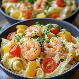 - 12 oz fettuccine or linguine - 1 lb shrimp, peeled and deveined - 1 tablespoon Cajun seasoning - 2 tablespoons olive oil - 1 medium onion, diced - 3 cloves garlic, minced - 1 bell pepper (red or yellow), diced - 1 cup cherry tomatoes, halved - 2 cups chicken broth (low-sodium recommended) - 1 cup heavy cream - 1 cup freshly grated Parmesan cheese - Salt and freshly ground black pepper, to taste - Fresh parsley, chopped, for garnish When I make Creamy Cajun Shrimp Pasta, I gather my ingredients first. This makes cooking easier and faster. The pasta is key to the dish. I always choose fettuccine or linguine. They soak up the sauce well. Shrimp is the star here. I use one pound of peeled and deveined shrimp. This makes the meal quick and easy. Cajun seasoning adds a nice kick. One tablespoon is all you need for great flavor. Next, I focus on flavor enhancers. I heat two tablespoons of olive oil in a large skillet. Then, I add one diced onion and cook it until soft. This takes about five minutes. Next, I add three minced garlic cloves. The smell is amazing! I also like to add color and taste with a bell pepper. I use either red or yellow, diced small. Cherry tomatoes bring sweetness. I always halve one cup of those. The broth adds depth. I prefer low-sodium chicken broth for better control over salt. Heavy cream makes it rich. I use one cup to give the pasta its creamy texture. Lastly, I finish with freshly grated Parmesan cheese. One cup adds a savory note. Don’t forget salt and pepper for taste. I love to garnish with fresh parsley before serving. It looks great and adds freshness. - Boil a large pot of salted water. - Cook fettuccine or linguine until al dente. Start by boiling water in a big pot. Add salt to the water to enhance the pasta's flavor. Once it boils, add your fettuccine or linguine. You want to cook it until it's al dente. This means it should be firm to the bite. It usually takes around 8 to 10 minutes. Make sure to check the package for exact times. Before draining, save about half a cup of that starchy pasta water. This will help later with the sauce. - Heat olive oil and sauté onion and bell pepper. - Add garlic and cook until fragrant. Next, grab a large skillet and heat up some olive oil on medium heat. Once it's hot, toss in the diced onion and bell pepper. Sauté them for about 4 to 5 minutes. You want them soft and see-through. Now, add the minced garlic. Cook it for another minute until it smells great. Be careful not to burn the garlic, as it can turn bitter. - Coat shrimp in Cajun seasoning. - Cook shrimp until pink and opaque. Now it’s time for the shrimp! Sprinkle the Cajun seasoning over the shrimp in a bowl. Make sure each piece is well coated. Then, add the shrimp to the skillet. Cook them for about 2 to 3 minutes. You want them to turn pink and opaque. Once done, take them out and place them on a plate. We will add them back later. - Cook cherry tomatoes and add chicken broth. - Mix in cooked pasta and simmer. In the same skillet, add the halved cherry tomatoes. Cook them for about 2 minutes. This helps them soften and release their juices. Then pour in the chicken broth. Use a spatula to scrape up any tasty bits stuck to the skillet. Now, add your drained pasta into the skillet and stir well. The pasta should be fully covered by the broth. Turn up the heat to bring it all to a boil, then lower it to a gentle simmer. Cover the skillet and cook according to the pasta package, usually 10 to 12 minutes. - Stir in heavy cream and Parmesan cheese. - Season to taste and add shrimp back into the dish. Once the pasta is cooked and most of the liquid is gone, lower the heat. Stir in the heavy cream. Let it simmer for an extra 2 to 3 minutes to thicken. Now, gradually mix in the freshly grated Parmesan cheese. Stir until it melts and becomes creamy. Taste it. Add salt and black pepper as needed. Finally, gently fold the cooked shrimp back into the dish. Stir until everything is hot and well mixed. Let it rest for a couple of minutes before you serve. To make the sauce just right, allow it to thicken properly. This adds depth and richness to your dish. You can also reserve some pasta water. This starchy water helps adjust the sauce’s thickness. If the sauce feels too thick, add a little pasta water until it reaches your desired consistency. Be careful not to overcook the shrimp. It only takes about 2-3 minutes for them to turn pink and opaque. If you cook them too long, they can become tough. After cooking, keep the shrimp warm on a plate while you finish the pasta. This way, they stay tender when you mix them in. Feel free to experiment with additional spices. Adding a pinch of cayenne can give your dish a nice kick. You can also add a splash of lemon juice. This brightens the whole dish and balances the creaminess. A little zing from lemon can elevate your creamy Cajun shrimp pasta to new heights! {{image_4}} You can easily make this dish fit your diet. If you need gluten-free options, try using gluten-free pasta. Many brands offer great choices that taste just as good. For those who want a dairy-free dish, replace heavy cream with coconut milk or almond milk. Both options give you a creamy texture without the dairy. Feel free to get creative with proteins! Instead of shrimp, you can use chicken or sausage. Just ensure you cook them through. Adding extra vegetables can also boost flavor. Spinach or zucchini works great and adds color. Toss them in when you add the cherry tomatoes for a healthy twist. Adjusting spice levels is simple. If you want less heat, use less Cajun seasoning. You can also add more garlic for a stronger taste. Garlic adds depth and pairs well with the creamy sauce. Just remember, cooking is all about finding your perfect balance! After enjoying your creamy Cajun shrimp pasta, let it cool down first. This step helps keep the quality intact. Once cool, store it in airtight containers. This keeps the flavors fresh and prevents drying out. When it's time to enjoy leftovers, the stovetop is your best friend. Heat it gently in a pan. To bring back the creaminess, add a splash of broth or cream. This simple trick makes it taste almost as good as when you first made it. If you want to save some for later, freeze it before adding cream. This method keeps the texture nice and creamy after thawing. You can store it in the freezer for up to 3 months. Just remember to label your container with the date! Yes, you can use frozen shrimp. Just thaw them first. Place the shrimp in cold water for about 10-15 minutes. It helps them cook evenly. Frozen shrimp also saves time, making dinner prep easier. To spice things up, add more Cajun seasoning. You can also include crushed red pepper flakes. A dash of hot sauce works well, too. Start with a small amount, then taste and adjust as needed. You can substitute heavy cream with half-and-half for a lighter option. Coconut cream also adds a nice flavor. For a dairy-free version, use cashew cream or almond milk thickened with a bit of cornstarch. Yes, you can prep this dish in advance. Cook the pasta and shrimp separately, then store them in the fridge. Combine everything right before serving. This keeps the pasta from getting mushy. Check the pasta package for cooking time. Taste a piece a minute or two before the time is up. It should be firm but not hard in the center. That’s the perfect al dente texture for your pasta. In this blog post, we explored how to make creamy Cajun shrimp pasta using simple ingredients. We discussed essential items, flavor enhancers, and cooking steps to achieve the perfect dish. I shared tips for a creamy sauce and ideas for delicious variations. This recipe is flexible, so feel free to adjust ingredients to fit your needs. Whether you’re cooking for yourself or a crowd, this dish is sure to impress. Enjoy the flavors and get creative in your kitchen!