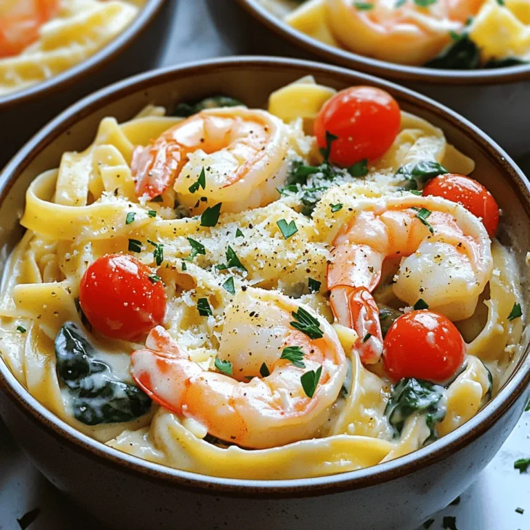- 1 pound large shrimp, peeled and deveined - 8 ounces fettuccine pasta - 2 tablespoons Cajun seasoning - 1 tablespoon olive oil - 3 cloves garlic, minced - 2 cups chicken broth - 1 cup heavy cream - 1 cup grated Parmesan cheese - 1 cup cherry tomatoes, halved - 1 cup fresh spinach leaves - Salt and freshly ground pepper, to taste - Fresh parsley, chopped (for garnish) You will need a mix of fresh and flavorful ingredients for this dish. The large shrimp give a nice bite and the Cajun seasoning adds a spicy kick. Fettuccine pasta is perfect for soaking up the creamy sauce. You also have garlic for depth and chicken broth for a savory base. The heavy cream makes the sauce rich, while Parmesan cheese adds a cheesy touch. Cherry tomatoes and spinach bring color and freshness, making the dish bright and appealing. Finish with fresh parsley for a pop of flavor and color. Gather these items before you start cooking. Having everything ready makes the process smooth and enjoyable. I love how this dish combines so many tastes and textures. You will find it easy to prepare and absolutely delicious when you indulge in this meal. 1. Heat olive oil and sauté garlic: Start by adding olive oil to a large pot. Heat it over medium heat. Once hot, add three cloves of minced garlic. Sauté for 1-2 minutes. Stir often to avoid burning the garlic. 2. Season shrimp with Cajun seasoning and cook: Take one pound of shrimp and place it in a bowl. Sprinkle two tablespoons of Cajun seasoning over the shrimp. Toss the shrimp to coat them well. Add the seasoned shrimp to the pot. Cook the shrimp until they turn pink, about 2-3 minutes per side. Once cooked, remove the shrimp and set them aside. 3. Cook fettuccine pasta in chicken broth: In the same pot, pour in two cups of chicken broth. Bring it to a gentle simmer. Add eight ounces of fettuccine pasta. Cook the pasta according to the package instructions, usually 8-10 minutes. Stir occasionally to keep the pasta from sticking. 4. Incorporate heavy cream and Parmesan cheese: Once the pasta is al dente, turn the heat to low. Add one cup of heavy cream and one cup of grated Parmesan cheese to the pot. Stir continuously until the cheese melts and the sauce is creamy. 5. Add cherry tomatoes and spinach: Gently fold in one cup of halved cherry tomatoes and one cup of fresh spinach leaves. Cook until the spinach wilts and the tomatoes warm, about 2 minutes. 6. Combine shrimp with the pasta mixture and adjust seasoning: Return the cooked shrimp to the pot. Stir everything together until combined and heated through. Taste the dish and adjust seasoning with salt and freshly ground black pepper as needed. 7. Final touches: Take the pot off the heat and let it rest for a couple of minutes. This helps the sauce thicken a bit more. Follow these steps, and you'll have a delicious One-Pot Cajun Shrimp Alfredo ready to enjoy! - Sauté garlic correctly. Heat the olive oil in your pot first. Add minced garlic and stir for 1-2 minutes. Watch it closely. If it burns, it will taste bad. - Avoid overcooking shrimp. Cook shrimp until they turn pink. This takes about 2-3 minutes on each side. Remove them from heat as soon as they are done. Overcooked shrimp can become tough. - Achieve creamy Alfredo sauce. Add heavy cream and Parmesan once the pasta is cooked. Stir them in until the cheese melts. If the sauce is too thick, add a splash of chicken broth to thin it out. - Adjust Cajun seasoning. Taste the dish as you go. If you want more spice, add extra seasoning. Just sprinkle a little at a time. You can always add more, but you can’t take it out. - Alternatives for herbs and spices. If you don’t have fresh parsley, try dried herbs. Basil or oregano can work well too. Use what you have on hand for a tasty twist. {{image_4}} You can easily change this recipe to fit your needs. If you do not eat shrimp, try chicken or tofu instead. Chicken thighs will give you great flavor and moisture. Tofu is a good choice for a vegetarian meal. Just make sure to sauté it until golden. If you want to lighten the dish, swap out the heavy cream. Use half-and-half or a plant-based cream. These options cut calories but still keep the dish creamy. Adding more veggies can make this dish even better. Consider bell peppers or zucchini for a nice crunch. You can toss them in with the garlic to cook a bit before adding the pasta. You can also mix in different sauces or cheeses. A touch of pesto or cream cheese can add a unique flavor. You might also try mozzarella or gouda for a twist. These changes let you make this dish your own every time! To keep your One-Pot Cajun Shrimp Alfredo fresh, store it in an airtight container. Make sure it cools down before sealing. Place the container in the fridge for up to three days. When you're ready to eat, reheat the dish in a pot over low heat. Add a splash of chicken broth or cream to keep it creamy. Stir often to avoid burning. You can also use the microwave, but check every minute to ensure it heats evenly. Yes, you can freeze this dish! To do it right, let it cool completely. Then, place it in a freezer-safe container. Make sure to leave some space at the top, as the sauce may expand. You can freeze it for up to three months. When you are ready to eat, thaw it in the fridge overnight. Reheat gently on the stove, adding a bit of broth or cream if needed. This helps bring back the creamy texture. Always check for taste and seasoning after reheating. How long does it take to make One-Pot Cajun Shrimp Alfredo? It takes about 30 minutes from start to finish. This includes prep and cooking time. You can whip it up quickly after a busy day. Can I make this recipe ahead of time? Yes, you can make this dish ahead. Just store it in the fridge for up to two days. Reheat gently on the stove to keep it creamy. What should I serve with One-Pot Cajun Shrimp Alfredo? Pair this dish with a side salad or garlic bread. A light green salad balances the rich flavors well. Is this dish spicy? How can I adjust the heat level? Yes, the Cajun seasoning gives it a nice kick. If you prefer less heat, use less seasoning. You can also add more cream to tone it down. Can I use a different type of pasta for this recipe? Absolutely! While fettuccine is classic, you can use any pasta you like. Penne or linguine work great too. Just adjust the cooking time if needed. This blog covered how to make One-Pot Cajun Shrimp Alfredo. You learned the ingredients needed, step-by-step instructions, and cooking tips. Variations offer options for different diets and flavor enhancements. I also shared storage tips for leftovers. With these simple steps, you can create a tasty meal easily. Enjoy your cooking adventure!