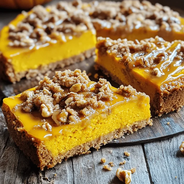 - 2 cups all-purpose flour - 1 teaspoon baking powder - 1 teaspoon baking soda - 1 teaspoon ground cinnamon - 1 teaspoon ground nutmeg - ½ teaspoon ground ginger - ½ teaspoon salt - 1 cup granulated sugar - ½ cup unsalted butter - 2 large eggs - 1 cup canned pumpkin puree - 1 teaspoon pure vanilla extract - ½ cup brewed coffee - 1 cup packed brown sugar - 1 teaspoon ground cinnamon - 1 cup old-fashioned oats - ½ cup chopped walnuts (optional) Gathering the right ingredients is key for this Pumpkin Spice Latte Crumb Cake. The blend of spices brings warmth and flavor, making each bite special. For the dry ingredients, you need flour, baking powder, baking soda, and spices. Ground cinnamon, nutmeg, ginger, and salt work together to create that cozy taste. Next, for the wet ingredients, granulated sugar and softened butter add sweetness and a soft texture to the cake. Eggs bind everything, while pumpkin puree adds moisture and rich flavor. The pure vanilla extract enhances the overall taste, and brewed coffee infuses a lovely depth. For the crumb topping, brown sugar and oats create a sweet, crispy layer. Ground cinnamon adds more spice. If you like, you can toss in walnuts for a nice crunch. When you have all these ingredients ready, you are set to make a delicious treat that will impress friends and family. 1. Preheat your oven to 350°F (175°C). Grease a 9x13-inch baking dish. You can use butter or cooking spray. Alternatively, line it with parchment paper for easy removal. 2. In a medium bowl, whisk together the dry ingredients. Mix 2 cups of all-purpose flour, 1 teaspoon of baking powder, 1 teaspoon of baking soda, 1 teaspoon of ground cinnamon, 1 teaspoon of ground nutmeg, ½ teaspoon of ground ginger, and ½ teaspoon of salt. Set aside. 1. In a large bowl, beat ½ cup of softened unsalted butter and 1 cup of granulated sugar. Use an electric mixer on medium speed for about 3-4 minutes until light and fluffy. 2. Add 2 large eggs one at a time. Mix well after each addition. Then, add 1 cup of canned pumpkin puree and 1 teaspoon of pure vanilla extract. Mix until everything is well combined. 3. Gradually fold the dry ingredients into the wet ingredients. Mix just until combined. Carefully add ½ cup of cooled brewed coffee and stir gently until smooth. 1. In a separate bowl, mix the crumb topping ingredients. Combine 1 cup of packed brown sugar, 1 cup of old-fashioned oats, and 1 teaspoon of ground cinnamon. If you like, add ½ cup of chopped walnuts. Stir until you get a crumbly texture. 1. Pour the cake batter into the prepared baking dish. Use a spatula to spread it evenly. 2. Sprinkle the crumb topping over the batter, covering it completely. 3. Place the dish in the oven and bake for 35-40 minutes. Check for doneness by inserting a toothpick into the center. It should come out clean or with a few moist crumbs. 4. Once baked, remove the cake from the oven. Let it cool in the pan for about 10 minutes. After cooling, slice the crumb cake into squares. Serve warm or at room temperature. To bake this cake well, keep these tips in mind: - Avoid over-mixing the batter. Mix just until the flour disappears. Over-mixing can make the cake tough. - Check for doneness correctly. Insert a toothpick into the center. It should come out clean or with a few moist crumbs. Presentation makes a big difference. Here are some ideas: - Drizzle each slice with a simple glaze. Mix powdered sugar with a splash of coffee for a sweet touch. - Garnish with a dollop of whipped cream. Sprinkle pumpkin spice on top for extra flair. Need alternatives? Here are some great options: - You can replace butter with coconut oil or applesauce for a lighter version. - For sugar, consider using maple syrup or honey for a different flavor. - If you want a dairy-free option for eggs, use flaxseed meal mixed with water. This works well in baking. {{image_4}} You can make this cake even better by adding new flavors. One tasty option is to make a chocolate chip pumpkin spice crumb cake. Just fold in 1 cup of chocolate chips into the batter before baking. The chocolate adds a sweet twist that pairs well with pumpkin spice. You can also add cranberries or raisins for a fruity touch. Toss in about 1 cup of dried cranberries or raisins into the batter. This addition gives the cake a sweet and tart flavor that brightens each bite. When it comes to serving, think outside the box. A scoop of ice cream or a dollop of whipped topping makes this cake feel special. The cold creaminess balances the warm spices perfectly. Pairing this cake with flavored coffees, like vanilla or caramel, enhances the experience. A warm cup of brew will bring out the cozy spices in each slice. You can change the spices to fit the seasons. In spring, try using lemon zest and a hint of cardamom. This gives a fresh and bright taste. For summer, swap pumpkin spice for a mix of cinnamon and nutmeg. You can also adapt the cake for holidays. For Halloween, add some candy corn or spooky sprinkles on top. For Christmas, consider using peppermint extract in the batter. These small changes make the cake festive for any occasion. To keep your pumpkin spice latte crumb cake fresh, store it in an airtight container. A glass or plastic container works well. You can also wrap the cake in plastic wrap. This method helps to keep moisture in and air out. Place the container in a cool, dry place. If you live in a warm area, store it in the fridge. To freeze the crumb cake, let it cool completely first. Then, slice the cake into squares for easy portions. Wrap each piece in plastic wrap, then place them in a freezer-safe bag. Squeeze out as much air as you can. For best taste, eat the cake within three months. When you’re ready to enjoy, remove a piece from the freezer. Let it thaw in the fridge overnight or at room temperature for a few hours. Your crumb cake stays fresh for about four to five days at room temperature. In the fridge, it can last up to a week. Look out for signs of spoilage, like mold or a sour smell. If the cake feels dry or crumbly, it may be past its best. Always trust your senses when checking for freshness! Can I make this recipe gluten-free? Yes, you can! Use a gluten-free all-purpose flour blend. This swap works well in most recipes. Just ensure the blend contains xanthan gum for the best texture. How can I make it dairy-free? To make this cake dairy-free, substitute unsalted butter with coconut oil or vegan butter. Use a plant-based milk in place of brewed coffee, if desired. This keeps the flavor intact. What if my crumb topping isn't crumbly? If your topping is too wet, add more oats or brown sugar. Mix until you achieve a crumbly texture. If it's too dry, add a small amount of melted butter until it crumbles nicely. How to fix a dense cake? A dense cake could mean over-mixing the batter. Always mix just until combined. Also, check if your baking powder and soda are fresh. Old leavening agents can lead to a heavy cake. Can I use fresh pumpkin instead of canned? You can use fresh pumpkin! Just roast it until soft, then puree it smooth. Make sure to measure it correctly, as fresh pumpkin might have more moisture. What type of coffee works best for this recipe? Brewed coffee works best. Use a medium roast for a balanced flavor. You can also try flavored coffee, like hazelnut or vanilla, to add an extra layer of taste. In this blog post, I shared key ingredients and easy steps for making a delicious pumpkin crumb cake. We covered dry and wet ingredients, along with tips for baking and presentation. You can also explore fun variations and storage methods. Now, enjoy experimenting with flavors and serving ideas. I hope you create a cake that brings joy to your table!