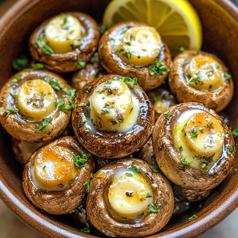 - 500g button mushrooms, cleaned and stems trimmed - 4 tablespoons unsalted butter, melted - 4 cloves garlic, finely minced - 2 tablespoons fresh parsley, finely chopped - 1 teaspoon dried thyme - Salt and black pepper, to taste - Juice of half a lemon - Extra parsley - Lemon wedges The main ingredients for this dish are simple yet flavorful. Button mushrooms shine here. They absorb the rich garlic butter mix well. The unsalted butter adds creaminess without extra salt. Fresh garlic gives a punch of taste. Parsley adds a fresh touch, while thyme brings depth. Don’t forget the salt and pepper. They balance the flavors perfectly. A splash of lemon juice brightens everything. Optional garnishes include extra parsley for color. Lemon wedges can add zest when serving. These small details make your dish look and taste great. You can play with these ingredients based on what you have. To start, melt the butter in a bowl. You can use a microwave or a small pan on low heat. Once melted, add the minced garlic, chopped parsley, dried thyme, salt, and black pepper. Mix these well. The smell will make your kitchen feel warm and inviting. Next, clean the mushrooms. Rinse them quickly under water and trim the stems. Make sure they are dry. Add the cleaned mushrooms to your garlic butter mix. Toss them gently so that each mushroom gets coated well. This step is key for flavor. Now, preheat your air fryer to 180°C (360°F). This should take about five minutes. Preheating gets the air hot and helps the mushrooms cook evenly. Once hot, place the mushrooms in the air fryer basket in a single layer. Avoid stacking them. This way, they can crisp up nicely. Cook the mushrooms for about 8 to 10 minutes. Shake the basket halfway through the cooking time. This helps them cook on all sides. When done, the mushrooms should be golden brown and tender. After they finish cooking, remove them from the air fryer. Drizzle fresh lemon juice over the hot mushrooms. Toss them gently again to blend the flavors. Now they are ready to serve! - Avoiding overcrowding: Arrange the mushrooms in a single layer. This helps them cook evenly. If you pile them up, they may steam instead of crisp. Work in batches if needed. - Checking for doneness: After cooking for 8 to 10 minutes, check the mushrooms. They should be tender and golden brown. You can poke one with a fork to ensure it is soft. - Adding additional spices: While garlic and thyme are great, you can mix in other spices. Try a pinch of red pepper flakes for heat or smoked paprika for depth. - Using flavored butter: Instead of plain butter, use herb-infused butter. This adds even more taste to your dish and makes each bite burst with flavor. - Serving suggestions: Serve the mushrooms warm in a rustic bowl. This looks inviting and appetizing. You can pair them with steak or pasta for a complete meal. - Garnishing ideas: Top with extra chopped parsley for color. Add lemon wedges on the side for a fresh touch. This adds brightness and enhances the overall look of your dish. {{image_4}} You can switch up the mushrooms for your dish. Use cremini mushrooms for a richer taste. They have a firmer texture and a deep flavor. Portobello mushrooms are another great option. Their meaty texture makes them perfect for a hearty side. Just remember to slice them into thick pieces for even cooking. To take your mushrooms to the next level, think about adding cheese. A sprinkle of parmesan or feta can add a salty kick. If you like heat, try adding red pepper flakes. This gives the mushrooms a spicy twist that will wake up your taste buds. You can also add a splash of balsamic vinegar for a tangy depth. If you're looking for vegan options, use plant-based butter. It works just as well and keeps things creamy. For gluten-free diets, check that your additional ingredients are gluten-free. Most of the main ingredients are safe, but always read labels to be sure. These small changes let everyone enjoy this tasty dish. To keep your garlic butter mushrooms fresh, use these tips: - Refrigeration tips: Place the cooled mushrooms in an airtight container. They last in the fridge for up to three days. Make sure they are completely cool before sealing to avoid moisture build-up. - Freezing options: If you want to store them longer, freeze the mushrooms. Use a freezer-safe bag and remove as much air as possible. They can last up to two months. When you’re ready to enjoy those tasty leftovers, follow these methods: - Best methods for reheating: The best way is to use an air fryer. Preheat it to 180°C (360°F), then heat the mushrooms for 3 to 5 minutes. This keeps them crisp. You can also use a skillet on low heat for about 5 minutes. - Maintaining texture: Avoid using a microwave, as it can make the mushrooms soggy. Heating them slowly helps preserve their texture and flavor, so they taste freshly made. To clean mushrooms, start by using a damp paper towel. Wipe off dirt gently. Avoid soaking them in water. Mushrooms can absorb water, making them soggy. Trim the stems if they look dry or tough. This helps keep them tender and flavorful. Yes, you can. Try using rosemary for a more robust flavor. Oregano also works well and adds a nice twist. Basil adds a fresh taste if you want something lighter. Feel free to mix and match your favorite herbs. This lets you customize the dish to your liking. Garlic butter mushrooms are great with many dishes. Serve them as a side with steak or chicken. They also make a tasty topping for pasta. For a lighter meal, add them to a salad. You can even use them in a warm sandwich or wrap. The options are endless! You can create delicious garlic butter mushrooms with simple steps. We covered key ingredients, like mushrooms, garlic, and herbs. I shared tips to ensure they cook perfectly, along with ways to add flavor. You learned about variations and storage tips for your leftovers. Enjoy exploring these recipes and make them your own. Your kitchen will fill with rich flavors, and your dishes will impress everyone.