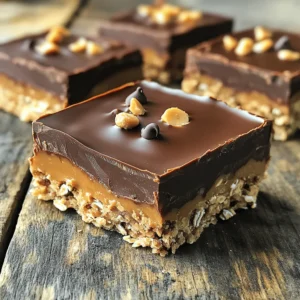 - 1 cup rolled oats - 1 cup creamy peanut butter - 1/2 cup honey or maple syrup - 1/2 cup unsweetened cocoa powder - 1/2 teaspoon vanilla extract - 1/4 teaspoon salt - 1/2 cup chocolate chips (semi-sweet or dark) - 1/4 cup chopped nuts (e.g., almonds or walnuts) - optional Using rolled oats gives these bars a great texture. If you want a finer texture, quick oats work too. Creamy peanut butter offers a smooth mix, but crunchy peanut butter adds a fun bite. You can swap honey for maple syrup if you prefer a vegan option. Unsweetened cocoa powder is key for rich chocolate flavor. If you don't have cocoa powder, try carob powder for a different taste. For sweetness, honey or maple syrup works well. You can skip the vanilla extract, but it enhances the flavor. The salt balances sweetness. If you're nut-free, skip the nuts or use seeds like sunflower seeds instead. Finally, you can use any type of chocolate chips you like. Each bar has about 150 calories. They contain: - 6g protein - 7g carbs - 12g fat - 2g fiber - 8g sugar This recipe makes 12 bars. Perfect for a quick snack or dessert! Making no-bake chocolate peanut butter oat bars is easy. You only need a few steps. First, gather your ingredients. Then, mix the dry items. Next, warm the peanut butter and honey. Finally, combine everything and chill your bars. 1. Start by mixing the dry ingredients. In a large bowl, add: - 1 cup rolled oats - 1/2 cup unsweetened cocoa powder - 1/4 teaspoon salt Use a whisk or spoon to blend them well. 2. Next, warm the wet mix. In a microwave-safe bowl, combine: - 1 cup creamy peanut butter - 1/2 cup honey or maple syrup Heat it in the microwave for 30-40 seconds. Stir until it's smooth. 3. Now, pour the warm mix into the dry bowl. Add: - 1/2 teaspoon vanilla extract Mix everything until it forms a thick batter. 4. Gently fold in the extras. Add: - 1/2 cup chocolate chips - 1/4 cup chopped nuts (optional) Ensure they are well mixed in. 5. Prepare your pan. Line an 8x8-inch baking pan with parchment paper. Leave some paper hanging over the edges. 6. Transfer the mixture to the pan. Spread it out evenly. Press down hard to make it compact. 7. Chill the bars. Place the pan in the fridge for 1-2 hours. This helps them set. 8. Cut your bars. Once firm, lift them out using the parchment paper. Use a sharp knife to cut into squares. To get a great texture, mix the dry items well at first. This helps them combine smoothly with the wet mix. When you fold in the chocolate chips and nuts, do it gently. This keeps the texture nice and even. Press the mixture down firmly in the pan. This step is key to avoid crumbly bars later. - Use fresh ingredients: Fresh oats and nut butter make a big difference. - Warm your peanut butter: Heating it helps mix it better with other ingredients. - Press firmly: When spreading the mixture in the pan, press down hard. This helps the bars hold together. - Let them chill: Allow enough time in the fridge to set. Two hours is best. - Add a pinch of salt: This enhances the flavors. Just a little goes a long way. - Not measuring accurately: Use proper measuring cups for best results. - Skipping the chilling step: Don’t rush this part; it’s key for firmness. - Overmixing: Mix just until combined. Overmixing can make the bars too tough. - Forgetting the parchment paper: This makes removing the bars easier. - Mixing bowls: Use large bowls for easy mixing. A whisk helps combine dry ingredients. - Microwave-safe bowl: For warming the peanut butter and honey. - Spatula: A strong spatula helps mix and spread the mixture evenly. - Baking pan: An 8x8-inch pan works best for this recipe. - Sharp knife: Use this to cut the bars into neat squares. These tips and tricks will help you create the best no-bake chocolate peanut butter oat bars. Enjoy the process! {{image_4}} You can change the taste of these bars easily. Try adding spices like cinnamon or nutmeg. Just a pinch can warm up the flavor. If you want a sweeter touch, add a few drops of almond or coconut extract. These small changes can make a big difference. If you need a nut-free option, swap creamy peanut butter for sunflower seed butter. It gives a nice taste without nuts. For a lower-calorie option, use Greek yogurt instead of peanut butter. This keeps the texture smooth while cutting some calories. You can also use maple syrup instead of honey for a vegan version. To make these bars healthier, try using less sugar. You can reduce honey or maple syrup by a quarter cup. Add a scoop of protein powder to boost nutrition. This will keep you full longer. Another idea is to use dark chocolate chips. They have less sugar and more antioxidants. Each of these options can help fit your health goals while keeping the bars yummy. To keep your no-bake bars fresh, store them in an airtight container. Place a layer of parchment paper between bars to prevent sticking. You can keep them in the fridge for about a week. This keeps them cool and helps maintain their texture. If you want them to last longer, consider freezing them. To freeze these bars, wrap them tightly in plastic wrap. Then, place the wrapped bars in a freezer-safe bag or container. This helps prevent freezer burn. They can last up to three months in the freezer. When you want to enjoy them, take them out and let them thaw in the fridge for a few hours. This way, they stay firm and tasty. If stored properly, no-bake bars last about a week in the fridge. Look for signs of spoilage, like an off smell or a change in color. If they feel dry or crumbly, they might not taste good. Always use your senses to check if they are still fresh. Enjoy your sweet treat while it's at its best! Yes, you can easily make this recipe vegan. To do this, use maple syrup instead of honey. Maple syrup is a great sweetener for a vegan diet. Also, make sure to use dark chocolate chips that are dairy-free. This way, you keep all the great taste while sticking to vegan choices. If you want to replace honey, maple syrup is a perfect choice. It gives the bars a nice sweetness without changing the texture. You can also try agave nectar, which works well too. Just use the same amount as the honey called for in the recipe. You can use almond butter or cashew butter instead of peanut butter. Both options bring a rich flavor. Sunflower seed butter is another great choice, especially for nut allergies. These substitutes keep your bars creamy and delicious while adding a unique taste. In this blog post, we covered how to make no-bake bars. We discussed the ingredients you need and offered tips for better mixing. I shared storage info and how to avoid common mistakes. You can also enjoy many variations. In conclusion, making no-bake bars is easy and fun. With the right tips and ingredients, you can create tasty snacks for any diet. Enjoy experimenting with flavors and find what works best for you!