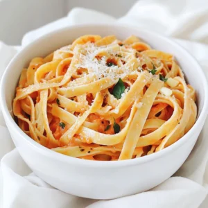- 12 oz fettuccine or preferred pasta - 2 tablespoons olive oil - 1 small onion, finely chopped - 3 cloves garlic, minced - 1 can (14 oz) crushed tomatoes - 2 cups vegetable broth - 1 cup heavy cream or coconut cream - 1 teaspoon dried oregano - 1 teaspoon sugar - Salt and freshly ground black pepper to taste - 1 cup fresh basil leaves, roughly chopped - Grated Parmesan cheese for serving (optional) This creamy tomato basil pasta uses simple, fresh ingredients. First, you need your pasta. I love using fettuccine, but any pasta works. The olive oil adds richness and flavor. Chopped onion and minced garlic bring depth to the dish. Next, the sauce comes from crushed tomatoes and vegetable broth. These ingredients create a rich base. Adding heavy cream or coconut cream makes it creamy and smooth. Dried oregano gives the sauce a lovely herbal note that pairs well with tomatoes. Don’t forget the seasoning! A teaspoon of sugar balances the sauce's acidity. Salt and black pepper enhance the flavors. Finally, fresh basil adds a burst of brightness. You can top your dish with Parmesan cheese if you like. This mix of ingredients makes a delightful meal in one pot. Start by boiling a large pot of water. Add a pinch of salt to enhance the flavor of the pasta. Once the water is bubbling, add 12 oz of fettuccine. Cook the pasta according to the package instructions, usually about 8-10 minutes. You want it to be al dente, so keep an eye on it. When it’s done, reserve about ½ cup of the pasta water, then drain the fettuccine. In a deep skillet, heat 2 tablespoons of olive oil over medium heat. Add 1 small, finely chopped onion. Sauté the onion for about 5 minutes until it becomes soft and clear. Then, add 3 minced garlic cloves. Stir and cook for another minute. You want the garlic to smell great but not burn. Next, pour in a 14 oz can of crushed tomatoes and 2 cups of vegetable broth. Sprinkle in 1 teaspoon of dried oregano and 1 teaspoon of sugar to balance the acidity. Stir everything together and let it simmer gently. Now, gently mix your drained pasta into the sauce. Make sure all the fettuccine is coated. Cover the pot with a lid and let it cook for another 10-12 minutes. This lets the pasta soak up the sauce. After that time, turn the heat to low and stir in 1 cup of heavy cream or coconut cream for a dairy-free option. Mix in 1 cup of roughly chopped fresh basil and season with salt and freshly ground black pepper to taste. Stir well to combine. Let the pasta sit for a few minutes off the heat to thicken. Serve hot, and if you like, top with some grated Parmesan cheese for a nice touch. To get the perfect al dente pasta, you must watch the timing closely. Al dente means the pasta is firm to the bite. Start by boiling a large pot of water. Add a pinch of salt to enhance the pasta's flavor. Follow the package directions but check a minute early. Taste the pasta to see if it’s done. It should be tender yet still have a bit of bite. Reserving pasta water is very important. Before you drain your pasta, save about half a cup of that starchy water. This water can help thicken your sauce and bind it to the pasta. It also adds flavor and helps the sauce stick better. To elevate your dish, think about adding more seasoning. A pinch of red pepper flakes can give a nice kick. You can also sprinkle some extra dried oregano or thyme for more depth. If you want a little sweetness, try adding a touch more sugar. For variety, consider adding some optional ingredients. Spinach or kale can be great for extra nutrition. You could also toss in cooked chicken or shrimp for added protein. Sun-dried tomatoes can enhance the flavor too. Serving this dish nicely makes it even more enjoyable. Use a large bowl to present the creamy tomato basil pasta. Garnish it with freshly chopped basil leaves for color. A sprinkle of grated Parmesan cheese adds richness and visual appeal. Pair this dish with a side salad or garlic bread. A simple green salad with a light vinaigrette complements the pasta well. Garlic bread adds a nice crunch and is perfect for soaking up the sauce. {{image_4}} You can make creamy tomato basil pasta fit your needs. To make it dairy-free, use coconut cream instead of heavy cream. This swap gives a rich flavor without dairy. If you prefer gluten-free options, choose gluten-free pasta. Many brands offer great textures and taste. What if you can't find fresh basil? You can use dried basil instead. Just remember, dried herbs are stronger, so use less. If you want to boost protein, add cooked chicken or shrimp. Both options pair well with the creamy sauce and add heartiness. Want to spice things up? Add red pepper flakes for heat. Start with a pinch and adjust to your taste. You can also mix in fresh vegetables like spinach or bell peppers. They add color, nutrition, and flavor to your dish. To keep your creamy tomato basil pasta fresh, use airtight containers. Glass or plastic containers work well. Make sure to let the pasta cool before sealing it. Store leftovers in the fridge for up to three days. This way, you can enjoy it later without losing its great taste. When reheating, the best method is to use a skillet. Add a splash of water or broth to help bring back the sauce. Heat it over low heat and stir often. This prevents the pasta from sticking and helps keep it creamy. If the sauce thickens too much, add a bit of the reserved pasta water to revive it. To freeze your pasta, let it cool completely first. Then, portion it into freezer-safe bags or containers. Squeeze out any extra air before sealing. This helps prevent freezer burn. When you're ready to eat, thaw it in the fridge overnight. Reheat it in a skillet, adding a little liquid to refresh the sauce. Can I make this dish vegan? Yes, you can make this dish vegan. Use coconut cream instead of heavy cream. Also, check that your pasta is egg-free. Many brands offer vegan pasta. What can I do if the sauce is too thick? If your sauce is too thick, add a bit of reserved pasta water. Start with a small amount and stir well. This will help thin it out without losing flavor. How do I know when the pasta is al dente? Pasta is al dente when it is firm but not hard. Check the package for timing, usually around 8-10 minutes. Taste a piece for the best test. What adjustments do I need to make for larger servings? To serve more people, increase the pasta and sauce in equal parts. Use about 3 oz of pasta per person. Adjust other ingredients to match for flavor. Can I use dried basil instead of fresh? Yes, you can use dried basil. Use about one teaspoon for each tablespoon of fresh basil. Dried basil has a more concentrated flavor, so adjust to taste. What can I substitute for heavy cream? You can use coconut cream for a dairy-free option. Silken tofu blended until smooth also works well. This keeps the dish creamy without dairy. You now have a detailed guide to making a delicious pasta dish. We covered the ingredients, step-by-step instructions, helpful tips, and variations. You can adapt the recipe to fit your diet and preferences. Remember to store and reheat leftovers properly to enjoy your meal later. This recipe offers flexibility, so feel free to get creative. Enjoy your cooking adventure with these simple tools and tips!