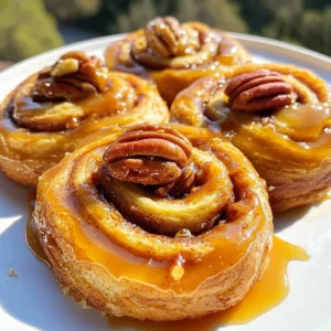 - 4 cups all-purpose flour - 1 packet (2 ¼ teaspoons) instant yeast - ½ cup granulated sugar - 1 teaspoon salt - 1 teaspoon ground cinnamon - ½ cup milk (warmed to about 110°F/43°C) - ¼ cup unsalted butter (melted and slightly cooled) - 2 large eggs (at room temperature) - ½ cup brown sugar (tightly packed) - 2 tablespoons ground cinnamon - ¼ cup unsalted butter (softened to room temperature) - 1 cup pecans (finely chopped) - ½ cup brown sugar (tightly packed) - ¼ cup unsalted butter - ¼ cup heavy cream - 1 teaspoon pure vanilla extract The joy of making bakery-style caramel pecan cinnamon rolls lies in the ingredients. Each one plays a crucial role in creating a soft, sweet roll. Dough Ingredients: To start, you will need all-purpose flour, instant yeast, and sugar. These form the base. Salt and cinnamon add flavor. The warmed milk activates the yeast, while melted butter gives richness. The eggs add structure and moisture. Filling Ingredients: For the filling, brown sugar and cinnamon create that sweet, warm taste. Softened butter helps spread the filling easily. The pecans add crunch and a nutty flavor. Caramel Sauce Ingredients: The caramel sauce is key. Brown sugar brings sweetness. Butter adds creaminess, and heavy cream makes it rich. Vanilla extract pulls it all together with a lovely aroma. These ingredients work in harmony to create a treat that feels like a hug in every bite. - In a large bowl, combine 4 cups of all-purpose flour, 2 ¼ teaspoons of instant yeast, ½ cup of granulated sugar, 1 teaspoon of salt, and 1 teaspoon of ground cinnamon. Mix well. - In another bowl, whisk together ½ cup of warmed milk, ¼ cup of melted unsalted butter, and 2 large eggs. Blend until smooth. - Gradually pour the wet mixture into the dry ingredients. Stir with a wooden spoon until the dough comes together. - Turn the dough onto a floured surface. Knead for 5-7 minutes until it feels smooth and elastic. Place the dough in a greased bowl, cover it with a towel, and let it rise for about 1 hour in a warm spot. The dough should double in size. - While the dough rises, prepare the filling. In a medium bowl, combine ½ cup of packed brown sugar, 2 tablespoons of ground cinnamon, and ¼ cup of softened butter. Mix until you get a smooth paste. - After the dough has risen, punch it down gently. Roll it out on a floured surface into a rectangle about 16x12 inches. - Spread the cinnamon filling evenly over the dough, leaving a ½-inch border around the edges. Sprinkle 1 cup of finely chopped pecans on top of the filling. - Starting from one long side, roll the dough tightly into a log. Use a sharp knife to cut the log into 12 equal pieces. - For the caramel sauce, combine ½ cup of packed brown sugar, ¼ cup of unsalted butter, and ¼ cup of heavy cream in a small saucepan over medium heat. Stir until smooth and bubbling. Remove from heat and add 1 teaspoon of pure vanilla extract. - Pour the caramel sauce into a greased 9x13 inch baking dish. Place the sliced rolls on top, cut sides facing up. - Cover the dish with a towel and let the rolls rise for another 30 minutes. They should look puffy. - Preheat your oven to 350°F (175°C). Bake the rolls for 25-30 minutes until they turn golden brown on top. Kneading is key to great dough. It helps develop gluten. Gluten gives the dough its structure and chew. You want to knead for about 5-7 minutes. The dough should feel smooth and elastic when done. To check if your dough has risen enough, look for size. It should double in volume. You can also do the "poke test." Poke the dough gently; if it springs back slowly, it’s ready. For smooth caramel, control the heat. Use medium heat to avoid burning the sugar. Stir the mixture continuously as it cooks. This helps prevent lumps and ensures a nice texture. If the caramel is too thick, add a bit more cream. If it’s too thin, cook it a little longer. This balancing makes the flavor rich and deep. Make your rolls shine with simple presentation tricks. Drizzle more caramel on top. Add a sprinkle of whole pecans for a pop of color. Pair these rolls with coffee or tea. The warm spices blend well with both drinks. You can also serve them as a brunch treat, perfect for sharing! {{image_4}} You can switch up the nuts in your cinnamon rolls. If you don't have pecans, try walnuts or almonds. Both add a nice crunch and flavor. Walnuts bring a rich, earthy taste. Almonds offer a sweet, delicate crunch. Chop them finely, just like you would with pecans. Want to jazz up your rolls? Add chocolate chips or mix in different spices. Chocolate chips give a sweet surprise in every bite. You can use dark, milk, or even white chocolate. For spices, try adding nutmeg or ginger. These spices can really change the flavor profile and make your rolls unique. Need a dairy-free or gluten-free version? You can easily adjust the recipe! For a dairy-free roll, use almond or oat milk instead of regular milk. You can also swap the butter for coconut oil or a dairy-free spread. To make it gluten-free, use a gluten-free flour blend. Just check that your yeast is gluten-free as well. These options let everyone enjoy these delicious rolls! To keep your caramel pecan cinnamon rolls fresh, store them in an airtight container. Let them cool completely before sealing. If you have leftover rolls, place a piece of parchment paper between layers to prevent sticking. This way, you can enjoy them later without losing their delightful texture and flavor. To freeze your rolls, wrap them tightly in plastic wrap. You can place them in a freezer-safe bag or container for extra protection. When you're ready to enjoy them, thaw the rolls in the fridge overnight. Reheat them in the oven at 350°F (175°C) for about 10-15 minutes. This method ensures the rolls stay soft and warm, just like fresh out of the oven. These delicious rolls can last for about 2-3 days at room temperature. If stored properly in the fridge, they can last up to a week. However, freezing them is the best option for longer storage. When frozen, they can maintain their quality for up to 3 months. Enjoying them fresh is always best, but knowing how to store them makes it easy to savor every bite! Your dough is ready when it has doubled in size. You can test it by gently pressing your finger into the dough. If the indentation remains, it is ready. The surface should look smooth and puffy. The warm environment helps the dough rise well. You want it to feel light and airy. Yes, you can prepare these rolls ahead of time. After shaping the rolls, place them in the baking dish with caramel. Cover them and store in the fridge overnight. In the morning, let them rise for about 30 minutes before baking. This saves time and gives you fresh rolls in the morning. Leftover caramel sauce is a sweet treat! You can drizzle it over ice cream or pancakes. It also makes a great dip for apples or pretzels. If you want something special, stir it into coffee or hot chocolate. You can even use it in desserts like cheesecakes or brownies. This post covered how to make delicious cinnamon rolls from scratch. You learned about the key ingredients, the step-by-step process, and helpful tips for perfect results. Remember, kneading is key to good dough, and caramel adds richness. You can change up the nuts or go dairy-free if needed. With proper storage, your leftovers can last longer, and they taste great even after freezing. Enjoy your baking and share your tasty rolls with others!