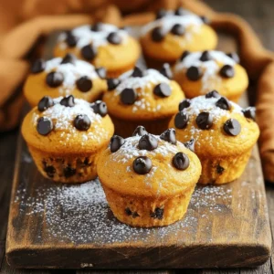 To make these tasty pumpkin chocolate chip muffins, you need the following ingredients: - 1 cup pure pumpkin puree (canned or homemade) - ½ cup packed brown sugar - ½ cup granulated sugar - ½ cup vegetable oil (or melted coconut oil) - 2 large eggs, at room temperature - 1 teaspoon high-quality vanilla extract - 1 ½ cups all-purpose flour (or whole wheat flour) - 1 teaspoon baking powder - 1 teaspoon baking soda - ½ teaspoon fine sea salt - 1 teaspoon ground cinnamon - ½ teaspoon ground nutmeg - ½ teaspoon ground ginger - 1 cup semi-sweet chocolate chips (or dark chocolate) - ½ cup chopped walnuts (optional) Each measurement in this recipe is important for the best muffins. You can swap the all-purpose flour for whole wheat flour for more fiber. Use melted coconut oil instead of vegetable oil for a hint of coconut flavor. If you want a healthier option, you can use less sugar or substitute with honey. Get creative with your muffins! Here are some fun add-ins: - ½ cup chopped walnuts for crunch - ½ cup dried cranberries for a sweet twist - ½ teaspoon espresso powder to enhance chocolate flavor - A pinch of sea salt on top before baking for contrast First, preheat your oven to 350°F (175°C). This step is key for even baking. While the oven heats, prepare your muffin tin. You can line it with paper liners or lightly grease each cup with cooking spray. Next, grab a large mixing bowl. In it, combine 1 cup of pumpkin puree, ½ cup of brown sugar, ½ cup of granulated sugar, and ½ cup of vegetable oil. Add 2 large eggs and 1 teaspoon of vanilla extract. Whisk these until smooth. Make sure there are no lumps. This mix will bring moisture and sweetness to your muffins. In a separate bowl, sift together 1 ½ cups of all-purpose flour, 1 teaspoon of baking powder, 1 teaspoon of baking soda, and ½ teaspoon of fine sea salt. Add 1 teaspoon of ground cinnamon, ½ teaspoon of ground nutmeg, and ½ teaspoon of ground ginger. Sifting helps to mix the dry ingredients well and adds air, making the muffins light. Now, slowly add the dry mix to the wet ingredients. Stir gently with a spatula until just combined. It’s okay if there are small lumps. Do not overmix, or your muffins will be dense. The batter should be thick and creamy at this point. Using a spoon or an ice cream scoop, fill each muffin cup about ¾ full. This gives your muffins space to rise without spilling over. Keep it even for the best results. Place the muffin tin in your preheated oven. Bake for 18-20 minutes. Check for doneness by inserting a toothpick into the center of a muffin. It should come out clean or with a few moist crumbs. Once done, take them out and let them cool in the tin for about 5 minutes. Then, transfer the muffins to a wire rack to cool completely. Enjoy the wonderful aroma as they cool! To get a soft and fluffy muffin, do not overmix your batter. Mix the wet and dry ingredients just until combined. Small lumps are okay. This keeps the muffins light. Also, make sure to use room temperature eggs. They blend better and help the batter rise. Spices make your muffins really shine! Use ground cinnamon, nutmeg, and ginger to add warmth. These spices enhance the pumpkin flavor. I recommend using fresh spices for the best taste. You can even try adding a pinch of ground cloves for a twist. Avoid these mistakes for the best muffins. First, don’t skip the baking powder or baking soda. They help your muffins rise. Second, always measure your ingredients accurately. Too much flour will make them dense. Lastly, always preheat your oven. This ensures even baking and a nice dome shape. {{image_4}} You can make gluten-free pumpkin chocolate chip muffins easily. Use gluten-free flour blends instead of all-purpose flour. Look for blends that include brown rice flour and tapioca starch. These blends work well to keep the muffins light and fluffy. Always check the package for measurements since they can vary. If you want to make the muffins healthier, consider using applesauce. Replace half of the oil with unsweetened applesauce. This swap reduces fat and adds moisture. You can also use less sugar. Try cutting the brown sugar to 1/3 cup. It still gives a sweet taste without being too sugary. To change the flavor, think about adding nuts or dried fruit. Chopped pecans or hazelnuts add a nice crunch. Dried cranberries or raisins bring a touch of sweetness. You can even mix in spices like cardamom or cloves for a warm twist. These additions make each muffin unique and fun to bake! To keep your pumpkin chocolate chip muffins fresh, use an airtight container. Place them in a cool, dry spot. This helps prevent them from drying out. You can also use plastic wrap for extra protection. If you store them this way, they can last for about three days on the counter. You can freeze these muffins for longer storage. Make sure they are completely cool first. Wrap each muffin tightly in plastic wrap. Then, place them in a freezer bag. Label the bag with the date. They will stay good for up to three months in the freezer. To enjoy, just take out a muffin and let it thaw on the counter. To reheat your muffins, use the microwave or oven. For the microwave, place one muffin on a plate and heat for about 15 seconds. If you want a crispy top, use the oven. Preheat your oven to 350°F. Place the muffin on a baking sheet and heat for about 5-10 minutes. This makes them warm and soft again, just like fresh out of the oven! Yes, you can use fresh pumpkin. Start by roasting a sugar pumpkin. Cut it in half, scoop out the seeds, and roast it until soft. After it cools, mash it or puree it for a smooth texture. This fresh pumpkin can add a great flavor to your muffins. These muffins stay fresh for about 3 days at room temperature. Store them in an airtight container to keep them moist. If you want them to last longer, you can refrigerate them for up to a week. You can make the batter ahead of time. Mix it and store it in the fridge for up to 24 hours. This can save you time in the morning. Just give it a gentle stir before you fill the muffin tin. Serve these muffins warm for the best taste. You can dust them with powdered sugar for a nice touch. Pair them with a cup of coffee or tea for a cozy treat. Enjoy them fresh out of the oven or later in the day! We explored the key ingredients and steps to make delicious pumpkin chocolate chip muffins. I shared tips for perfecting texture and flavor, along with easy variations and storage methods. Remember, the right mix and careful baking are crucial for great results. Enjoy your baking adventure and share these muffins with friends. You'll impress everyone with your skills and tasty treats!
