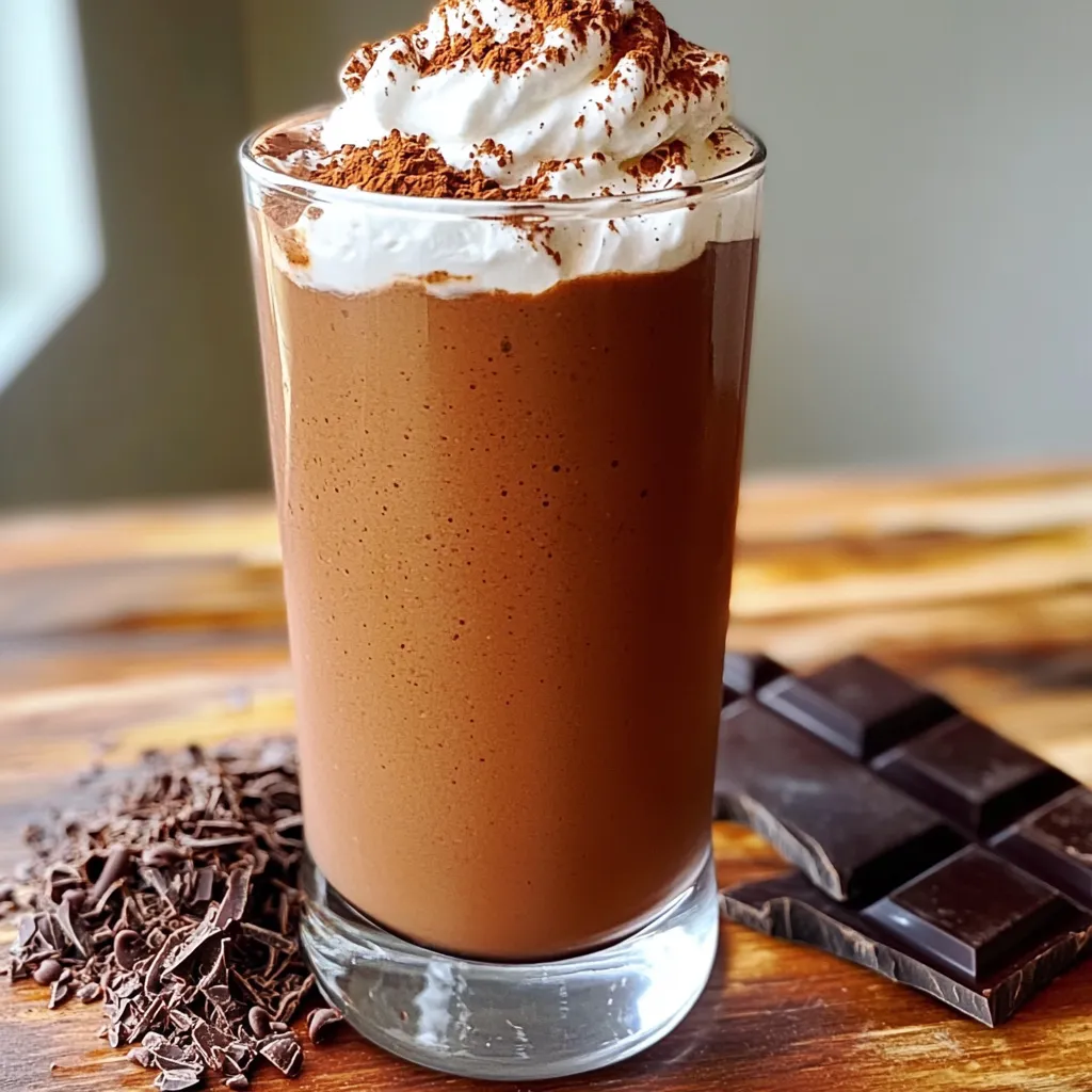 - 1 cup brewed espresso, cooled to room temperature - 1 ripe banana, frozen for optimal creaminess - 1 scoop chocolate protein powder, preferably plant-based - 1 tablespoon unsweetened cocoa powder for rich flavor - 1 tablespoon creamy almond butter, or nut butter of your choice - 1 tablespoon honey or maple syrup (adjust according to your sweetness preference) - 1 cup unsweetened almond milk (or your preferred milk alternative) - Ice cubes (optional, for a thicker, colder smoothie) - Whipped coconut cream for a luxurious topping (optional) You can swap the espresso for brewed coffee if you prefer. If you don’t have a banana, try using avocado for creaminess. Instead of chocolate protein powder, vanilla flavor works well too. For nut allergies, use sunflower seed butter or tahini. If you want a sweeter smoothie, maple syrup can replace honey. Almond milk can be swapped for oat milk or soy milk. Look for fresh, ripe bananas for the best flavor. Choose high-quality espresso for a rich taste. When buying protein powder, check for minimal additives and sugar. For cocoa powder, select unsweetened varieties for a pure chocolate flavor. Pick nut butters with no added sugar or oils. Always choose unsweetened milk options to control the sweetness of your smoothie. 1. First, brew a strong cup of espresso. Let it cool to room temperature. This helps keep the smoothie chilly. 2. Grab a high-speed blender. Add the cooled espresso, frozen banana, chocolate protein powder, cocoa powder, almond butter, honey or maple syrup, and almond milk. 3. Blend on high speed. Watch as the mixture turns smooth and creamy. If you want a thicker texture, add ice cubes and blend again. 4. Taste the smoothie. If you want it sweeter, add more honey or maple syrup. Blend briefly to mix it well. 5. Pour the smoothie into a tall glass. If you like, top it with whipped coconut cream for extra creaminess. 6. For a final touch, sprinkle cocoa powder or chocolate shavings on top before serving. - Use a high-speed blender. This ensures a smooth and creamy finish. - Start on a low speed, then increase. This helps combine the ingredients well. - Stop the blender and scrape down the sides if needed. This ensures every bit is blended. - For a thicker smoothie, add more frozen banana or ice cubes. - If it’s too thick, add a bit more almond milk to reach your desired texture. - Taste before serving. You can alter sweetness or add more cocoa for a richer flavor. The High-Protein Mocha Espresso Smoothie packs a punch. Here’s what you get per serving: - Calories: Approximately 350 - Protein: Around 25 grams - Carbohydrates: About 40 grams - Fats: Roughly 10 grams - Fiber: 5 grams The espresso and protein powder boost your energy. The banana adds natural sweetness and fiber. Almond butter provides healthy fats, making this smoothie filling. Why choose a high-protein smoothie? Protein helps build muscles and keeps you full longer. It can also help with recovery after workouts. This smoothie gives you energy for busy days. The protein keeps you satisfied, so you won’t snack as often. Traditional smoothies often lack protein. They may include just fruits and juice, which spike your sugar levels. The High-Protein Mocha Espresso Smoothie balances your macros better. It offers protein, healthy fats, and fiber. This helps stabilize your energy and keeps you feeling great throughout the day. {{image_4}} To make your High-Protein Mocha Espresso Smoothie even better, consider adding a few extras. A pinch of cinnamon can add warmth and depth. If you love spice, try a dash of cayenne pepper. It adds a fun kick! You can also blend in some spinach for extra nutrients without changing the taste. Adding a splash of vanilla extract can boost sweetness naturally. Feel free to experiment with different nut butters too. Each one will change the flavor profile just a bit. Storing your ingredients properly keeps them fresh. Brewed espresso should be in the fridge if you have leftovers. Use it within two days for the best taste. Frozen bananas are great for smoothies, as they keep well for months. Store them in a sealed bag to avoid freezer burn. Nut butters can last a long time in a cool, dark place. Just remember to check the expiration date on your protein powder. When serving your smoothie, a tall glass makes it look fancy. Use a straw for easy sipping. If you want to impress, top it with whipped coconut cream. A sprinkle of cocoa powder or chocolate shavings adds style. You can even add a slice of banana on the rim for a fun touch. Presenting your smoothie well makes it more enjoyable. Enjoy the process of making it look beautiful! You can easily make this smoothie dairy-free and vegan. Just stick with plant-based options. Use almond milk as your base. For a creamy texture, almond butter works well. You can skip honey and use maple syrup instead for sweetness. This way, you keep it tasty and vegan-friendly. You can mix up the flavors to keep things fun. Add a dash of vanilla extract for a smooth hint. Try a pinch of cinnamon for warmth. If you like mint, add a few fresh leaves for a cool twist. You can even add a scoop of peanut butter for a nutty kick. Experiment with flavors that excite your taste buds! Want to make your smoothie even better? Add a handful of spinach for extra nutrients. Chia seeds or flaxseeds boost fiber and omega-3s. You can also toss in some oats for whole grains. These add-ins help you feel full longer and pack a nutritional punch. Feel free to get creative and mix in what you love! You can use Greek yogurt. It adds creaminess and protein. Silken tofu is another great option. It blends well and gives a smooth texture. For a nutty taste, try adding ground nuts or seeds. These give healthy fats and protein too. Yes, you can prepare this smoothie in advance. Just blend all the ingredients as normal. Pour it into a sealed jar. Keep it in the fridge for up to 24 hours. The flavors will blend well, but it may separate. Just stir it before drinking. Store any leftover smoothie in an airtight container. A glass jar works great for this. You can keep it in the fridge for about a day. If it separates, just give it a good shake or stir before enjoying it. Yes, you can easily make a caffeine-free version. Substitute brewed espresso with decaf coffee or a coffee alternative. Try using roasted chicory or barley for a similar flavor without caffeine. Enjoy the same creamy texture and rich taste without the jitters. This blog post walked you through choosing the right ingredients and making a great smoothie. You learned about ingredient selections, detailed steps in preparation, and nutritional facts. I shared tips for enhancing flavor and storage, plus fun variations. Remember, a smoothie can fit your needs and tastes. Use this guide to enjoy healthy drinks. Enjoy experimenting and stay creative with your smoothies.