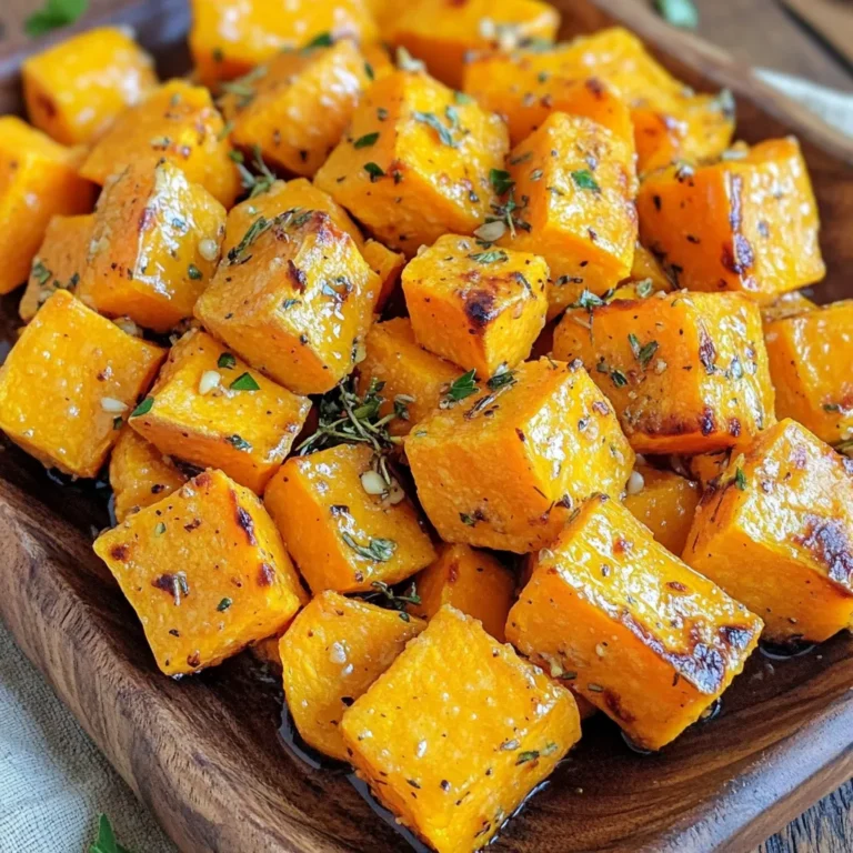 To make Garlic Herb Roasted Sweet Potatoes, gather these ingredients: - 4 medium sweet potatoes, peeled and diced into 1-inch cubes - 4 cloves of garlic, finely minced - 3 tablespoons of extra virgin olive oil - 1 teaspoon of dried thyme - 1 teaspoon of dried rosemary - 1 teaspoon of sweet paprika - Sea salt and freshly cracked black pepper to taste - Fresh parsley, finely chopped (for garnish) These simple ingredients create a dish that bursts with flavor. The sweet potatoes bring a natural sweetness, while garlic adds a warm kick. The herbs brighten the overall taste and make it feel special. If you want to add more depth to your roasted sweet potatoes, consider these optional ingredients: - A squeeze of fresh lemon juice for brightness - A pinch of cayenne pepper for heat - Chopped nuts like pecans or walnuts for crunch - A drizzle of honey for a sweet glaze Each of these adds a unique twist. Feel free to mix and match based on what you enjoy! Here’s what you get in each serving of Garlic Herb Roasted Sweet Potatoes, based on four servings: - Calories: About 180 - Protein: 2 grams - Fat: 7 grams - Carbohydrates: 30 grams - Fiber: 5 grams - Sugar: 6 grams Sweet potatoes are packed with nutrients. They provide vitamins A and C, along with fiber. This dish is not just tasty; it's also a nutritious choice for any meal. Enjoy these sweet potatoes as a side or even as a main dish with added toppings! Start by peeling the sweet potatoes. I like to use medium-sized sweet potatoes. Cut them into 1-inch cubes. This size helps them cook evenly. Next, grab a large mixing bowl. Add the diced sweet potatoes to the bowl. Then, finely mince 4 cloves of garlic. Toss the minced garlic in with the sweet potatoes. Now, add 3 tablespoons of extra virgin olive oil. This oil adds flavor and helps with roasting. Sprinkle in 1 teaspoon each of dried thyme, dried rosemary, and sweet paprika. These herbs give the dish its unique taste. Don’t forget to add sea salt and black pepper to taste. Using your hands or a spatula, mix everything together. Make sure each piece gets coated. This step is key for flavor. Preheat the oven to 425°F (220°C). A hot oven is essential for good roasting. Line a baking sheet with parchment paper. This helps prevent sticking. Spread the sweet potatoes in a single layer on the sheet. Avoid crowding them as this can lead to steaming. Place the baking sheet in your preheated oven. Roast the sweet potatoes for 25-30 minutes. About halfway through, take a moment to stir them. This helps them brown evenly. The sweet potatoes are done when they're golden brown and fork-tender. Once the sweet potatoes are roasted, carefully remove them from the oven. Let them cool for a few minutes. This makes them easier to handle. Transfer them to a nice serving dish. For a pop of color, sprinkle fresh parsley on top. You can also drizzle a bit of olive oil over them. This adds an extra layer of flavor. Serve these garlic herb roasted sweet potatoes as a side or a main dish. Enjoy the bright colors and rich flavors! Roasting sweet potatoes is simple, but small errors can happen. Here are some tips to keep in mind: - Overcrowding the Pan: If you pack too many sweet potatoes on the sheet, they will steam instead of roast. This makes them soft and mushy. Always spread them in a single layer. - Not Preheating the Oven: Always preheat your oven to 425°F (220°C). A hot oven helps the sweet potatoes get crispy. - Skipping the Stir: Stir the sweet potatoes halfway through cooking. This ensures they brown evenly and cook well. Using fresh herbs can make a big difference in flavor. Here’s how to add a burst of taste: - Use Fresh Herbs: Fresh thyme and rosemary add a lively taste. Try using one tablespoon of fresh herbs instead of dried. - Herb Combinations: Mix different herbs like sage or cilantro for a fun twist. This can change the flavor profile and make your dish unique. - Add at the End: Sprinkle fresh herbs on top after roasting. This keeps their flavor bright and fresh. Oven types can vary, affecting cooking time. Here’s what to consider: - Convection Ovens: If you use a convection oven, check your sweet potatoes a few minutes earlier. They cook faster due to the fan. - Older Ovens: If your oven is older, it may not heat evenly. Rotate the baking sheet halfway through to ensure even cooking. - Oven Thermometer: Use an oven thermometer to check the actual temperature. This helps avoid undercooking or overcooking. By following these tips and tricks, you can perfect your garlic herb roasted sweet potatoes every time! {{image_4}} You can change the flavor of your sweet potatoes by using different seasonings. Here are some ideas: - Cumin: Adds a warm, earthy taste. - Chili Powder: Gives a nice kick to the dish. - Oregano: Brings a fresh, Mediterranean vibe. - Lemon Zest: Adds a bright, zesty flavor. Feel free to mix and match these spices. You can create a flavor that suits your taste. Sweet potatoes are great, but you can swap them with other veggies. Here are some options: - Carrots: They roast well and bring sweetness. - Butternut Squash: Adds a creamy texture and nutty flavor. - Parsnips: They have a unique taste that pairs well with herbs. When you use different veggies, adjust cooking time. Some may take longer to roast than sweet potatoes. This recipe is naturally vegan and gluten-free. You do not need to make major changes. Just keep the ingredients simple. If you want to make it even healthier, consider these tips: - Use a mix of root veggies for added nutrients. - Replace olive oil with avocado oil for a different flavor. Enjoy this dish guilt-free, knowing it fits into your diet! To keep your Garlic Herb Roasted Sweet Potatoes fresh, store them in an airtight container. Make sure to cool them to room temperature first. Place the container in the fridge. They stay good for about 3 to 5 days. If you want to enjoy them later, don’t add any garnishes yet. Keep parsley and extra oil separate, and add them when you reheat. Reheating is easy! Preheat your oven to 350°F (175°C). Spread the sweet potatoes on a baking sheet. Add a drizzle of olive oil to keep them moist. Heat for about 15 to 20 minutes, or until warmed through. You can also use a microwave. Place them in a microwave-safe dish, cover, and heat for 1 to 2 minutes. Stir halfway for even warmth. Freezing works well if you want to save some for later. First, let the sweet potatoes cool completely. Spread them out on a baking sheet in a single layer. Freeze for about 1 hour. This prevents them from sticking together. Once frozen, transfer them to a freezer-safe bag or container. Label it with the date. They can last up to 3 months in the freezer. When you are ready to enjoy, bake straight from frozen. Adjust the cooking time to about 30 to 35 minutes. Roasting sweet potatoes takes about 25 to 30 minutes. Start by preheating your oven to 425°F (220°C). Once you spread the sweet potatoes on a baking sheet, roast them until they turn golden brown and are fork-tender. Stir them halfway through to get even cooking. Yes, you can use other types of potatoes. Regular white or yellow potatoes work well. Just keep in mind that cooking times may vary. They might take a bit longer or shorter to roast. Sweet potatoes have a unique flavor, so you may want to adjust your spices for other types. Garlic Herb Roasted Sweet Potatoes go great with many dishes. They are perfect with grilled chicken, fish, or vegetarian meals. You can also serve them with a fresh salad or a hearty soup. Their sweet and savory taste adds a nice touch to any meal. Garlic herb roasted sweet potatoes are simple to make and packed with flavor. We covered the ingredients, step-by-step instructions, and tips to boost taste. I shared variations to keep your meals fresh, as well as how to store leftovers effectively. Roasting can become a fun tradition in your kitchen. Remember, experimenting is key. Enjoy your delicious sweet potatoes often!