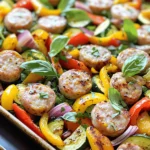 - 4 Italian chicken sausages, sliced into 1-inch pieces - 1 red bell pepper, diced into bite-sized pieces - 1 yellow bell pepper, diced into bite-sized pieces - 1 medium zucchini, sliced into half-moons - 1 red onion, chopped into large chunks - 2 cups baby spinach, washed and dried You want to choose good-quality Italian chicken sausages for the best flavor. The sausages should be juicy and well-seasoned. For veggies, feel free to mix colors. Bright bell peppers add sweetness. Zucchini gives a nice crunch. Red onion adds depth. - 3 tablespoons balsamic vinegar - 2 tablespoons extra virgin olive oil - 1 teaspoon garlic powder - 1 teaspoon dried oregano Balsamic vinegar gives a sweet and tangy kick. Extra virgin olive oil makes everything rich. Garlic powder adds a warm flavor, while dried oregano brings an Italian touch. Mix these to coat your sausages and veggies well. - Fresh basil leaves, torn, for garnish - Salt and black pepper to taste Fresh basil leaves brighten the dish. They add a lovely aroma. Season with salt and black pepper to enhance all the flavors. Adjust the seasoning to your liking, and enjoy the balance of tastes in every bite. 1. Preheating the oven: Start by setting your oven to 425°F (220°C). This high heat will help to caramelize the veggies and crisp the sausages. 2. Preparing the ingredients: Slice the Italian chicken sausages into 1-inch pieces. Dice the red and yellow bell peppers into bite-sized pieces. Cut the zucchini into half-moons and chop the red onion into large chunks. 1. Mixing sausages and veggies: In a large mixing bowl, combine the sliced sausages, bell peppers, zucchini, and red onion. 2. Adding seasoning and oil: Drizzle 2 tablespoons of extra virgin olive oil and 3 tablespoons of balsamic vinegar over the mixture. This will bring out the best flavors. Next, sprinkle 1 teaspoon of garlic powder, 1 teaspoon of dried oregano, and add salt and black pepper to taste. Toss everything together to coat the ingredients evenly. 1. Cooking time and techniques: Spread the mixture evenly on a large sheet pan. Make sure to leave space between the pieces for even cooking. Place the pan in the oven and roast for 20-25 minutes. Halfway through, stir the mixture to ensure even cooking. 2. Adding spinach for the final touch: In the last 5 minutes of roasting, add 2 cups of washed baby spinach to the pan. Gently toss it with the sausage and veggies until the spinach wilts but stays vibrant. Remove the pan from the oven and let it cool slightly before serving. Enjoy the deliciousness! To season your dish just right, start small. Add salt and pepper a little at a time. Taste the mix as you go. This way, you can adjust to your liking. Fresh herbs bring bold flavor. Use fresh basil instead of dried for a pop of taste. If you have dried herbs, they work too. Just remember, dried herbs are stronger. Use about one-third the amount of dried herbs. When placing your ingredients on the sheet pan, keep space between them. This allows heat to circulate freely. Overcrowding leads to steaming, not roasting. Stirring is key during cooking. Halfway through, give everything a good toss. This helps your sausages brown and your veggies cook evenly. Feel free to switch up the veggies! Carrots, broccoli, or even sweet potatoes work great. Use what you have on hand or what’s in season. You can also swap the sausage types. Try spicy sausages for a kick or turkey sausages for a lighter option. This recipe is flexible to fit your taste! {{image_4}} For those who need gluten-free options, choose gluten-free sausages. You can find many brands that taste great. Check the labels to ensure they meet your needs. If you want vegetarian substitutes, use plant-based sausages. They add flavor and texture without meat. You can also add extra veggies like mushrooms, eggplant, or carrots for more heartiness. If you like some heat, try using spicy sausages or add jalapeños. They bring a nice kick to the dish. Just slice them thin to mix well with the other ingredients. You can also experiment with different dressings. Try adding a splash of lemon juice or a dash of hot sauce. This can give your meal a fresh twist. Using seasonal vegetables makes this dish even better. Fresh veggies taste great and have more nutrients. In spring, add asparagus or peas. In fall, try sweet potatoes or Brussels sprouts. Adapting the recipe based on what’s available can help too. If you find a great deal on veggies, use those instead. Just keep the cooking times in mind for firmer or softer veggies. These variations keep your dish exciting and fun every time you make it! To keep your leftovers fresh, store them in the fridge. Place the cooled dish in airtight containers. This prevents air from getting in and keeps flavors intact. Use glass or BPA-free plastic containers for safety. If you do this, your meal stays tasty for up to three days. When you reheat, aim for even warmth. Use the oven at 350°F (175°C). This helps to keep the sausage and veggies crisp. Avoid using the microwave if you can. The microwave can make the dish soggy. If you must use it, do so in short bursts. Stir in between to heat evenly. You can freeze this dish for later. First, let it cool completely. Then, place it in freezer-safe bags or containers. Remove as much air as possible. This helps prevent freezer burn. It can last up to three months in the freezer. To eat, thaw it overnight in the fridge. Reheat in the oven for best results. Yes, you can use other types of sausages. Turkey, pork, or spicy sausage all work well. Each type adds a unique flavor. If you like heat, try spicy Italian sausage. For a leaner option, turkey sausage is great too. Feel free to mix and match! You can use many vegetables based on your taste. Carrots, broccoli, or asparagus can add nice textures. I love using colorful bell peppers for sweetness. Zucchini is also a great choice for its tender bite. Choose veggies you enjoy most to make it your own! To prep ahead, chop vegetables and slice sausages the night before. Store them in the fridge. You can also mix everything and keep it in a bowl. Just remember to add the spinach right before baking. This way, it stays fresh and bright! This blog post covered a simple and tasty dish featuring Italian chicken sausages and fresh veggies. You learned how to prepare, mix, and roast these ingredients to perfection. We also shared tips for customization and storage. Remember, you can change the veggies and sausages to fit your taste. Always use fresh herbs when you can. This recipe is flexible and easy, making it perfect for anyone. Enjoy the cooking process and share your results!