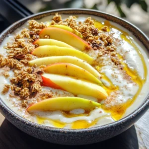 - 2 medium apples, cored and finely chopped - 1 frozen banana, peeled and sliced - 1/2 cup Greek yogurt - 1/2 cup almond milk - 1 tablespoon almond butter - 1 teaspoon ground cinnamon - 1 tablespoon maple syrup (optional) - 1/4 cup rolled oats You need fresh apples to start. I love using two medium apples. They bring a sweet crunch. Make sure to core and chop them finely. Next, grab one frozen banana. It adds creaminess and a nice chill. Greek yogurt is key; it gives a rich base. Use half a cup for a smooth texture. Almond milk helps blend everything well. You can use your favorite milk if you want. Add one tablespoon of almond butter for a nutty flavor. Cinnamon is a must. Just one teaspoon gives that classic pie taste. If you like it sweeter, add one tablespoon of maple syrup. Lastly, include a quarter cup of rolled oats. They add heartiness to your bowl. - Freshly sliced apples - Granola - Chopped nuts (walnuts or pecans) - Honey or agave syrup (optional) Now, for toppings, I suggest freshly sliced apples. They look pretty and taste great. A handful of granola adds crunch. You can also sprinkle some chopped nuts like walnuts or pecans for extra texture. If you want more sweetness, drizzle honey or agave syrup on top. This makes your smoothie bowl look inviting and delicious! First, gather your ingredients. You need 2 medium apples, a frozen banana, Greek yogurt, almond milk, almond butter, ground cinnamon, and maple syrup if you want it sweeter. Add these to your blender. Blend everything until it becomes smooth and creamy. You want a nice texture here. If your smoothie is too thick, no worries! Just add more almond milk, a little at a time. Blend after each addition until it feels right. If you want a bit of chew, add in 1/4 cup of rolled oats. Pulse a few times to mix them in well. Now, pour your smoothie into a bowl. Make it look nice! Slice some fresh apples and place them on top. Sprinkle a handful of granola and your choice of chopped nuts. Add a light dusting of cinnamon for that apple pie taste. If you like, drizzle some honey or agave syrup over it for added sweetness. Enjoy your tasty creation! You can adjust the sweetness of your Apple Pie Smoothie Bowl using maple syrup. Start with one tablespoon. If you want it sweeter, add more. You can also use natural sweeteners like honey or agave syrup. They add flavor and a touch of sweetness. For a different taste, try mashed dates or pureed figs. These options keep your smoothie healthy while adding natural sweetness. To get a smooth and creamy texture, blend your ingredients well. Start on high speed, and let the blender do the work. If your smoothie is too thick, add almond milk slowly. Blend after each addition. You want it thick enough to hold toppings but smooth enough to sip. When adding rolled oats, pulse them in gently. This way, you keep some texture for a fun bite. For the best presentation, use a wide, shallow bowl. This showcases your toppings beautifully. Make sure to serve the smoothie right after blending. This keeps the texture smooth and the flavors fresh. You can add a sprig of mint on top for a pop of color. Arrange your toppings artfully for a dish that looks as good as it tastes! {{image_4}} You can easily make this smoothie bowl dairy-free. To replace Greek yogurt, use coconut yogurt or cashew yogurt. For milk, almond milk works well. You can also try oat milk or soy milk for a creamy base. Want to add some spice? A pinch of nutmeg or ginger gives this bowl a warm kick. You can also mix in other fruits like pears or peaches for new flavors. Try blending in some berries for a bright twist! Seasonal toppings can make this bowl even better. In fall, add pumpkin seeds or cranberries. In summer, use fresh berries or a drizzle of peach puree. Think about adding a sprinkle of toasted coconut in winter for a cozy touch! To keep your smoothie bowl fresh, store it in an airtight container. This helps prevent air from spoiling the taste. Smoothie bowls stay fresh for up to 2 days in the fridge. Before eating, check for any change in smell or texture. You can freeze smoothie bowls, but they lose some texture. If you freeze them, thaw in the fridge overnight. To enjoy again, blend briefly to restore the smooth consistency. Add a splash of almond milk if needed for creaminess. Prep ingredients ahead by chopping apples and measuring oats. This makes mornings easier and faster. You can blend the base the night before and store it in the fridge. For busy weeks, batch prepare smoothie bowls to enjoy throughout the week. An Apple Pie Smoothie Bowl is a tasty twist on a classic dessert. It combines apples, banana, yogurt, and oats into a thick, creamy bowl. This recipe captures the cozy flavors of apple pie while adding health benefits. You blend the fruits with almond milk and almond butter, then top it with fresh apples and crunchy nuts. It’s like having dessert for breakfast! Yes, you can swap apples for other fruits! Try pears, peaches, or berries. Each fruit gives a unique flavor. If you choose berries, you may want to add a bit more sweetness, as they can be tart. Just remember, the goal is to keep that comforting pie flavor. Mixing fruits can lead to fun new tastes! This smoothie bowl is packed with nutrients. It contains fiber from apples and oats, protein from Greek yogurt, and healthy fats from almond butter. Here’s a quick breakdown: - Apples: Great source of fiber and vitamin C. - Oats: Help with digestion and keep you full. - Greek Yogurt: Adds protein for muscle health. - Banana: Provides potassium and natural sweetness. For dietary concerns, this recipe can be vegan if you use plant-based yogurt. It is also gluten-free if you choose certified gluten-free oats. Enjoy this delightful dish knowing it’s good for you! This blog post shared a simple recipe for an apple pie smoothie bowl. It covered main ingredients like apples, banana, and Greek yogurt. I outlined easy steps to blend and combine your smoothie. You learned tips to adjust sweetness and texture for the best taste. With variations and storage tips, you can customize this bowl to fit your style. Enjoy creating your delicious, healthy bowl today!