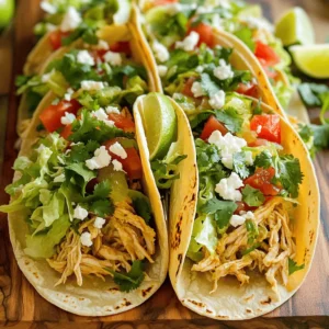 - 1 pound boneless, skinless chicken breasts - 1/4 cup fresh lime juice - 2 tablespoons extra virgin olive oil The main ingredients set the base for your tacos. Boneless chicken breasts are easy to work with. The fresh lime juice adds zest, while olive oil helps keep the chicken moist. - 3 cloves garlic, finely minced - 1 teaspoon ground cumin - 1 teaspoon chili powder - Salt and freshly cracked black pepper The spices give the chicken its bold flavor. Garlic adds depth. Cumin and chili powder bring warmth and heat. Salt and pepper balance everything. You can adjust these spices to fit your taste. - 8 small corn tortillas - 1 cup shredded romaine lettuce - 1 cup ripe tomatoes, diced - 1/2 cup crumbled feta cheese (optional) - Fresh cilantro for garnish - Lime wedges for serving Corn tortillas are traditional and hold the filling well. Shredded lettuce adds crunch. Diced tomatoes bring freshness and color. Feta cheese gives a creamy touch, but you can skip it if you want. Cilantro brightens each bite, and lime wedges add a zesty kick. These ingredients come together to create a flavorful taco experience. - In a large mixing bowl, whisk together: - 1/4 cup fresh lime juice - 2 tablespoons extra virgin olive oil - 3 cloves garlic, finely minced - 1 teaspoon ground cumin - 1 teaspoon chili powder - Salt and freshly cracked black pepper to taste - Add 1 pound of boneless, skinless chicken breasts to the bowl. Make sure the chicken covers all sides in the marinade. Cover the bowl with plastic wrap. Place it in the fridge for 30 minutes to 2 hours. The longer it sits, the better it tastes. - Preheat your grill or skillet over medium-high heat. This step is key for a good sear. - Remove the chicken from the marinade and toss out any leftover liquid. Grill or pan-sear the chicken for around 6-7 minutes on each side. You want it fully cooked. The inside should hit 165°F (75°C). Once done, place the chicken on a plate and let it rest for 5 minutes. This helps keep it juicy. - Grab a dry skillet and warm your corn tortillas over medium heat. Heat them for about 30 seconds on each side. This makes them soft and easy to fold. - To assemble the tacos, take a warm tortilla and place a good amount of shredded chicken in the center. Top it off with shredded romaine lettuce, diced tomatoes, and crumbled feta cheese if you like. Finally, add a handful of fresh cilantro for extra flavor. For the best flavor, marinate your chicken for at least 30 minutes. If you have time, let it sit for up to 2 hours. This will really boost the taste. You can also switch up flavors. Try adding honey for sweetness or sriracha for heat. When cooking, you can grill or pan-sear the chicken. Grilling gives a nice smoky taste. If you pan-sear, use medium-high heat for a good sear. Always check that your chicken reaches 165°F (75°C) inside. This keeps it safe to eat. To enhance your tacos, add toppings like fresh cilantro, diced tomatoes, and romaine lettuce. You can also sprinkle crumbled feta cheese on top for creaminess. For sides, serve with lime wedges and a light drink like iced tea or a margarita. This adds a refreshing touch to your meal. {{image_4}} For those who need gluten-free tortillas, corn tortillas are a great choice. They are soft and tasty, perfect for holding all the fillings. You can find them in most stores. If you want a dairy-free option, simply skip the feta cheese. The tacos will still taste great without it. You can add more herbs or fresh veggies for extra flavor. You can spice things up by adding jalapeños or cayenne pepper to the chicken marinade. This will give your tacos a nice kick. If you like shrimp or tofu, feel free to swap them for chicken. Just marinate and cook them the same way. Both options will taste amazing with the cilantro and lime. To make your tacos even better, consider adding avocado slices or fresh salsa. They add creaminess and brightness to each bite. For side dishes, rice or beans make great choices. They round out the meal and make it more filling. You can also serve some corn on the side for a sweet touch. To store leftover chicken and tacos, place shredded chicken in an airtight container. It will stay fresh for about 3-4 days in the fridge. For tacos, keep the chicken separate from the tortillas and toppings. This keeps everything fresh and tasty. For tortillas, wrap them in a kitchen towel or place them in a sealed bag. This helps them stay soft and prevents them from drying out. When reheating chicken, use a microwave or a skillet. If using a microwave, heat on medium power to avoid drying out the chicken. For the skillet, warm it over medium heat for about 5 minutes. Add a splash of water to keep the chicken moist. For tortillas, heat them in a dry skillet for about 30 seconds on each side. This makes them warm and pliable again, perfect for folding. You can freeze cooked chicken for later use. Place shredded chicken in a freezer-safe bag. Remove as much air as possible to prevent freezer burn. It can last up to 3 months in the freezer. When you’re ready to use it, thaw overnight in the fridge. You can use frozen tortillas too. Just wrap them tightly and store them in the freezer. They can be cooked straight from frozen, making meal prep a breeze. To make your cilantro lime chicken tacos less spicy, you can adjust the seasoning. Here are some tips: - Reduce chili powder: Use less chili powder in the marinade. - Add sweetness: Mix in a bit of honey or sugar to balance heat. - Dairy options: Add sour cream or yogurt to cool down the spice. - Serve with toppings: Use toppings like lettuce and tomatoes to offset some heat. If you follow these tips, you can enjoy the flavors without too much spice. Yes, you can use leftover marinade in several ways. Here are some ideas: - Marinade for vegetables: Toss your favorite veggies in the marinade before grilling or roasting. - Base for salad dressing: Whisk in some olive oil to make a zesty salad dressing. - Flavor for beans: Use it to season canned beans for added taste. - Cooking liquid: Add it to rice or quinoa as a cooking liquid for extra flavor. This way, you reduce waste and add flavor to other dishes. Cilantro lime chicken tacos are great with many side dishes and drinks. Here are some suggestions: - Rice: Serve with cilantro lime rice or Spanish rice for a hearty meal. - Beans: Black beans or refried beans complement the tacos well. - Salad: A fresh salad with lime vinaigrette adds a nice crunch. - Drinks: Pair with a cold beer, margarita, or refreshing iced tea. These options enhance your meal and make it even more enjoyable. You now have a complete guide to making cilantro lime chicken tacos. We covered the key ingredients, marinating tips, and cooking methods. Enjoy the process of assembling your tacos, customizing flavors, and storing leftovers. Don’t forget to try various toppings and sides for extra zest. I hope these tacos bring joy to your table. Happy cooking!