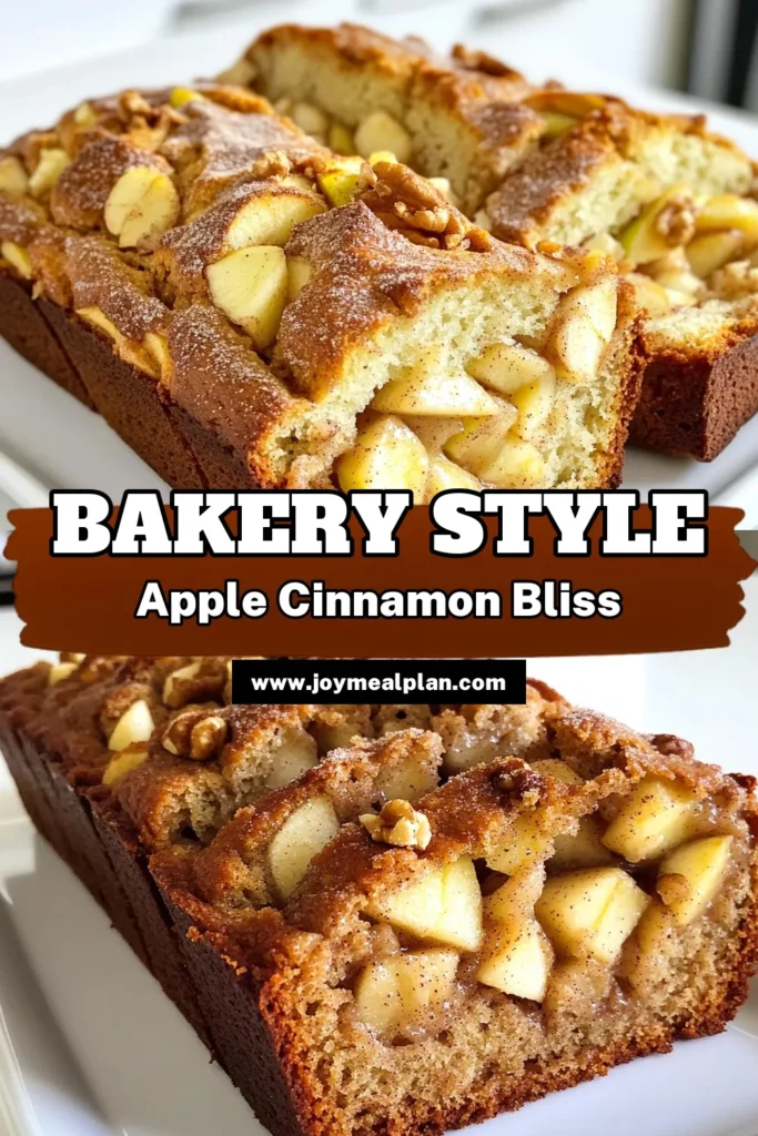 Delight your taste buds with this irresistible apple cinnamon bread bakery-style recipe! It's perfect for breakfast or a cozy dessert. Packed with fresh apples and warm spices, this loaf is easier to make than you think. Follow the simple steps to bake a loaf that looks as good as it tastes. Click through for the full recipe and impress your friends and family today! #AppleCinnamonBread #Baking #HomemadeGoodness #DessertLovers