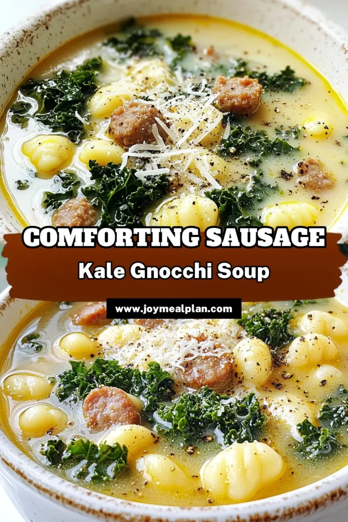 Warm up with this delicious Hearty Sausage Kale Gnocchi Soup! Packed with savory Italian sausage, tender gnocchi, and nutritious kale, this recipe is perfect for cozy nights at home. In just 25 minutes, you'll have a comforting bowl ready to serve, complete with a rich cream finish and topped with Parmesan cheese. Click to explore the full recipe and fill your kitchen with enticing aromas! #SoupRecipe #ComfortFood #HealthyEating #GnocchiRecipes