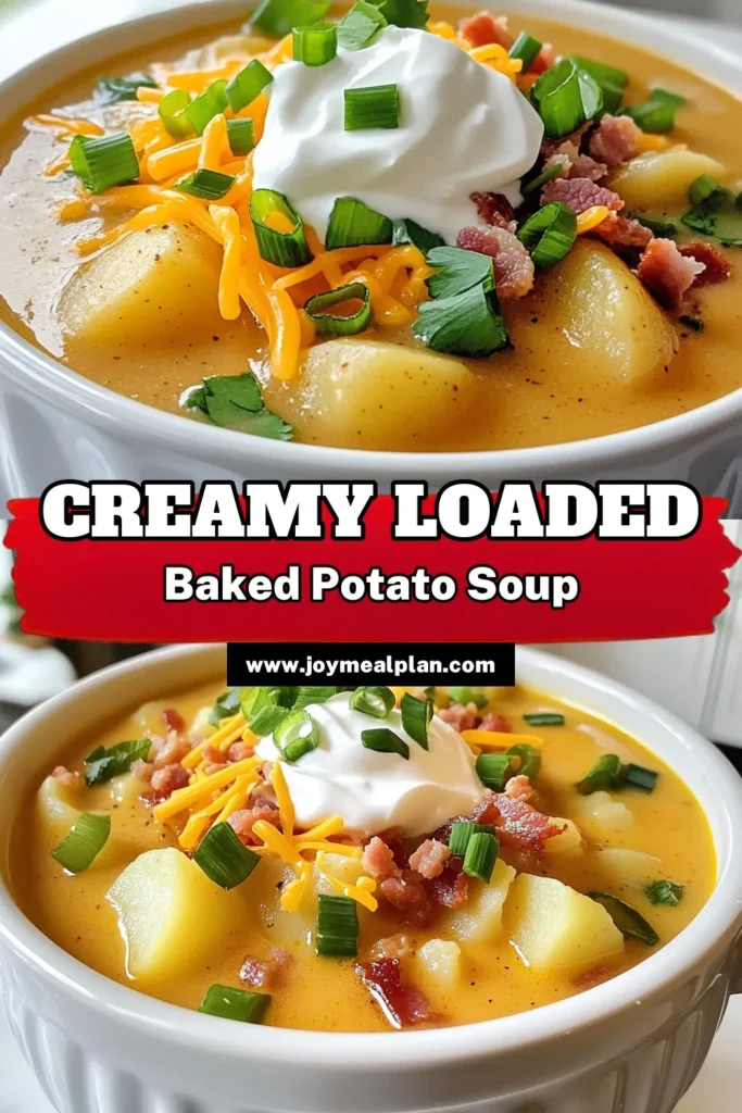 Warm up your mealtime with this creamy Loaded Baked Potato Soup recipe! Packed with russet potatoes, cheese, and optional turkey bacon, this comforting dish is perfect for chilly days. With just a few simple steps in your slow cooker, you can create a satisfying meal that brings smiles to the table. Click to discover how to make this delicious soup and enjoy serving it with crusty bread or a fresh salad. #BakedPotatoSoup #ComfortFood #SlowCookerRecipes #SoupSeason