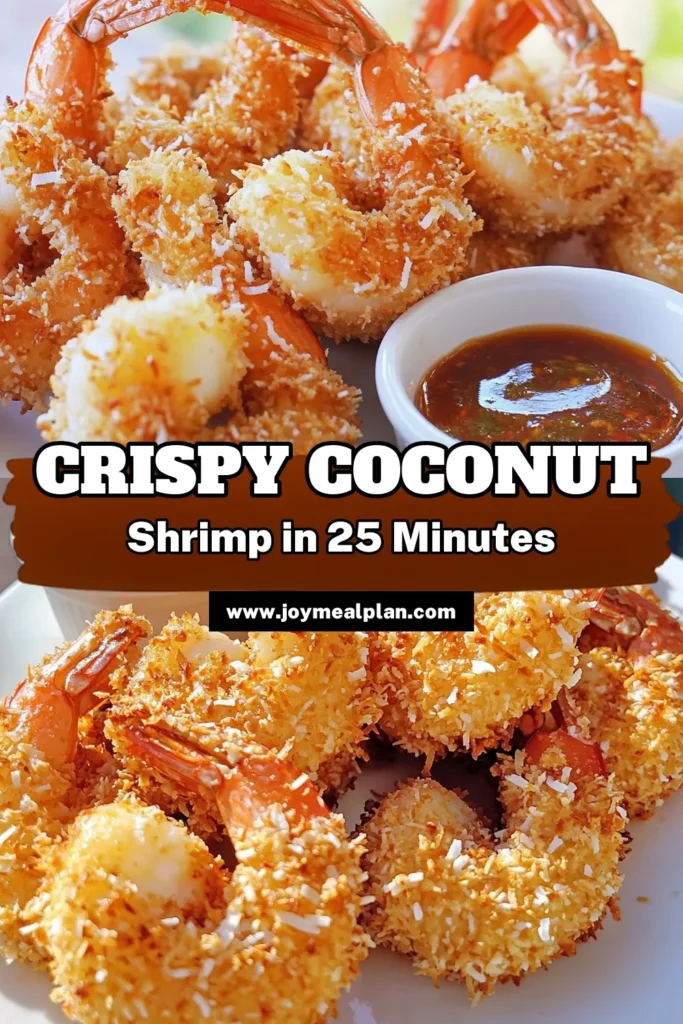 Indulge in the deliciousness of Crispy Coconut Shrimp Delight! This mouthwatering recipe features perfectly breaded shrimp, air-fried to crispy perfection. With simple ingredients like shredded coconut, panko breadcrumbs, and a hint of spice, you can impress your friends and family in just 25 minutes. Ready to elevate your snack game? Click through for the full recipe and enjoy every crunchy bite! #CrispyCoconutShrimp #AirFryerRecipes #ShrimpLovers #EasyAppetizers