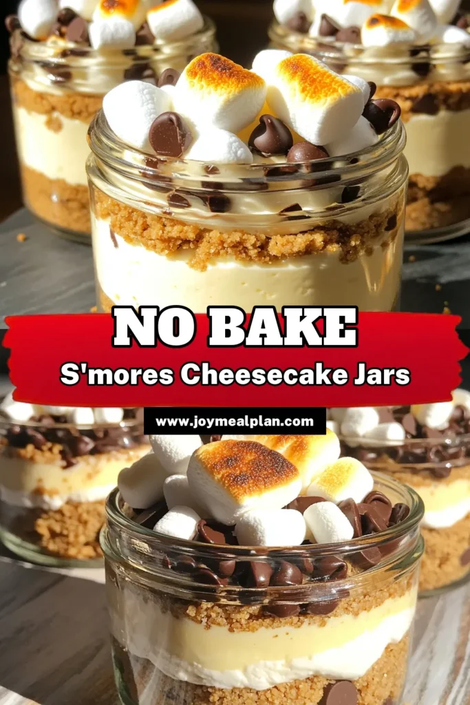 Indulge in the ultimate treat with these no-bake s'mores cheesecake jars! Perfectly layered with a buttery graham cracker crust, creamy cheesecake filling, and gooey mini marshmallows, this recipe is a delightful twist on a classic favorite. It’s easy to prepare and ideal for any occasion. Click through now to explore the full recipe and impress your friends with this delicious dessert that’s sure to please every palate!
