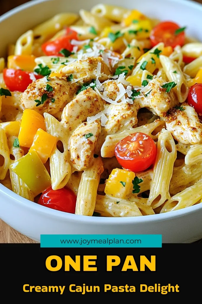 Dive into deliciousness with this One-Pan Creamy Cajun Chicken Pasta recipe! Perfectly seasoned chicken, vibrant vegetables, and creamy sauce come together in just 30 minutes, making it an easy yet impressive meal for any occasion. Treat yourself and your loved ones to a burst of flavors in every bite. Click through to explore the full recipe and bring this mouthwatering dish to your dinner table tonight! #CajunCooking #OnePanMeals #PastaRecipes #DinnerIdeas