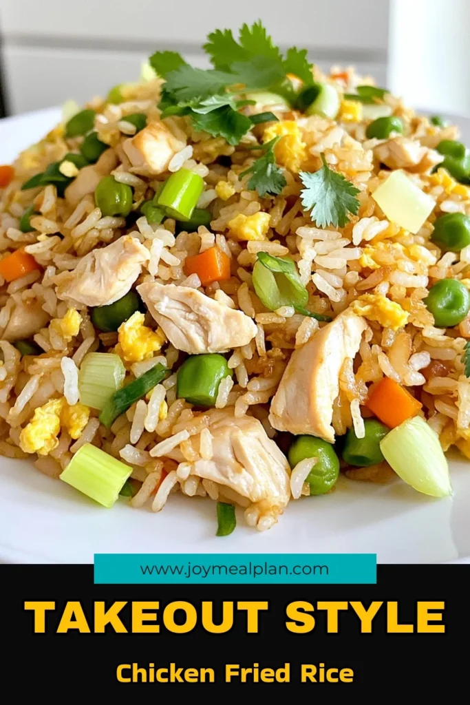 Upgrade your dinner routine with this Chicken Fried Rice recipe that's even better than takeout! Perfectly cooked jasmine rice, tender chicken, and vibrant veggies come together in just 20 minutes. It's easy, delicious, and a surefire hit with the family. Don't settle for bland meals; click through for the full recipe and impress everyone with your cooking skills! #ChickenFriedRice #EasyRecipes #DinnerInspiration #HomeCooking
