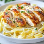 - 2 boneless, skinless chicken breasts - 8 oz fettuccine pasta - 4 cloves garlic, finely minced - 1 tablespoon extra virgin olive oil The chicken breasts are the star here. They add protein and flavor. The fettuccine pasta gives a nice texture. The garlic adds a punch of flavor that I love. I use extra virgin olive oil for its rich taste and health benefits. - 1 cup heavy cream - 1 cup freshly grated Parmesan cheese - Sea salt and freshly cracked black pepper, to taste Heavy cream makes the sauce rich and satisfying. The Parmesan cheese adds that classic cheesy flavor. I always use fresh cheese for the best taste. Don’t forget to season well with sea salt and pepper. This step is key for balance. - 1 teaspoon red pepper flakes (optional for heat) - Chopped fresh parsley, for garnish If you like heat, add red pepper flakes. They give the dish a nice kick. Fresh parsley adds color and freshness to the plate. You can skip it, but I think it makes a difference. {{ingredient_image_2}} Start by boiling a large pot of salted water. The salt adds flavor to the pasta. Once the water boils, add 8 oz of fettuccine pasta. Cook it according to the package instructions until it is al dente. This means it should still have a slight bite. After cooking, save 1/2 cup of the pasta water, then drain the pasta and set it aside. While the pasta cooks, take 2 boneless, skinless chicken breasts. Generously season both sides with sea salt and freshly cracked black pepper. This adds great flavor to the chicken. In a large skillet, heat 1 tablespoon of extra virgin olive oil over medium heat. Once hot, add the chicken breasts. Cook them for about 6-7 minutes on each side. The chicken should be golden brown and no longer pink inside. Remove it from the skillet and let it rest for a few minutes. Then, slice the chicken into thin strips. In the same skillet, lower the heat to low. Add 4 cloves of finely minced garlic and red pepper flakes if you like some heat. Sauté the garlic for about 1 minute, stirring often. Be careful not to let it burn. Gradually pour in 1 cup of heavy cream while stirring. Increase the heat slightly to bring the mixture to a gentle simmer. Once simmering, add 1 cup of freshly grated Parmesan cheese. Stir until the cheese melts and the sauce is creamy. If it's too thick, slowly add some reserved pasta water until you reach your desired creaminess. Now it's time to mix everything together. Add the cooked fettuccine to the skillet, tossing gently to coat it with the creamy sauce. Next, add the sliced chicken. Mix everything well until heated through and evenly combined. To serve, plate the fettuccine and chicken beautifully. A sprinkle of chopped fresh parsley adds a nice touch. It brings color and extra flavor to the dish. Enjoy your Garlic Parmesan Chicken and Pasta! To cook chicken just right, start with good seasoning. Use sea salt and black pepper to coat both sides. This simple step adds flavor. For the best cooking technique, use medium heat in your skillet. Add olive oil before the chicken. Cook each side for 6-7 minutes. The chicken should turn golden brown. To check for doneness, cut into the thickest part. The meat should be white and juices clear. If it’s still pink, cook it a bit longer. To make the sauce suit your taste, start with the garlic. Sauté it until fragrant but not brown. If you want more heat, add red pepper flakes. Adjust the amount based on your spice level. For a creamier sauce, add heavy cream slowly. Stir well as you pour. If the sauce thickens too much, add some reserved pasta water. This helps keep it smooth. Meal prep makes this dish easier. Cook the pasta and chicken in advance. Store them separately in the fridge. This way, you can combine them later for a quick meal. When you reheat, use low heat. Add a splash of heavy cream or pasta water. This keeps the sauce creamy and fresh. Pro Tips Use Fresh Ingredients: For the best flavor, use fresh garlic and high-quality Parmesan cheese. Freshly grated cheese melts better and enhances the creaminess of the sauce. Don't Overcook the Chicken: To maintain juiciness, cook the chicken until just done. A meat thermometer should read 165°F (75°C) for perfectly cooked chicken. Adjust the Sauce Consistency: If the sauce is too thick, add a little of the reserved pasta water gradually until you achieve your desired creaminess without watering it down. Add Extra Flavor: Consider adding a splash of white wine to the garlic before adding the cream. It adds depth to the sauce and complements the garlic beautifully. {{image_4}} You can switch up the protein in this dish for fun. Try using shrimp instead of chicken. Shrimp cooks quickly and adds a nice flavor. You can also use tofu for a vegetarian option. Tofu absorbs the sauce well and makes it creamy. If you want to use a different type of chicken, go for thighs. They are juicier and add great taste. Adding vegetables boosts flavor and nutrition. Fresh spinach is a great choice. It wilts nicely in the sauce. You can also add broccoli or bell peppers for crunch. Toss in some cherry tomatoes for a pop of color and taste. Don't forget fresh herbs like basil or parsley. They add a fresh aroma and brighten the dish. You have choices when it comes to pasta. Gluten-free pasta works well if you need a lighter option. Whole wheat pasta is another healthy choice. It has more fiber and a nutty flavor. You can also try different shapes like penne or rotini. These shapes hold the sauce nicely and make each bite enjoyable. To keep your Garlic Parmesan Chicken and Pasta fresh, use airtight containers. Glass or plastic containers with tight lids work well. This dish lasts about three to four days in the fridge. Make sure to let it cool before sealing the container. If you want to freeze leftovers, divide them into single servings. Use freezer-safe bags or containers. Remove as much air as possible before sealing. This dish can last up to three months in the freezer. To reheat, thaw it overnight in the fridge. Warm it in a skillet over low heat for best results. Scaling the recipe is easy. Just double each ingredient amount. Store any extra in the fridge or freezer. This way, you can enjoy a quick meal later. It’s perfect for busy days or unexpected guests. Yes, you can use pre-cooked chicken. It saves time and is easy to use. Just chop or shred it into bite-sized pieces. Heat it in the pan for a few minutes. This way, it warms up and absorbs the sauce flavors. You can also use leftover chicken from another meal. To add spice, you can include red pepper flakes. Start with one teaspoon, and adjust to your taste. You can also try adding sliced jalapeños or a dash of hot sauce. If you want more heat, use a spicier cheese like pepper jack. Yes, you can use lighter cream options. Half-and-half is a good choice if you want less fat. You can also use whole milk, but the sauce may be less creamy. For a dairy-free option, try coconut milk or a plant-based cream. These can change the flavor a bit, but they work well. If you need a substitute for Parmesan, try Pecorino Romano. It's salty and has a similar taste. Grana Padano is also a great choice and is milder. For a dairy-free option, use nutritional yeast. It adds a cheesy flavor without the dairy. This blog post covered the key steps to make a delicious creamy chicken fettuccine. We discussed the main ingredients like chicken, fettuccine, and the creamy sauce. You learned cooking tips, how to enhance flavors, and even variations for different diets. Don't forget about storage tips for leftovers and making meals ahead. Enjoy experimenting with this tasty dish. Cooking can be fun, and you'll impress yourself and others with your skills!