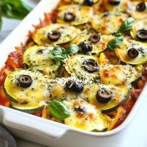 - 3 medium zucchinis, sliced into thin rounds - 1 cup marinara sauce (your favorite brand or homemade) - 1 cup shredded mozzarella cheese (plus extra for sprinkling) - 1/2 cup grated Parmesan cheese - 1 bell pepper, diced (choose any vibrant color for visual appeal) - 1 small red onion, diced - 1/2 cup black olives, sliced - 3 cloves garlic, minced To make this dish shine, the zucchini is the star. The marinara sauce adds a rich base, while the cheese varieties make it gooey and delicious. The vegetables bring in colorful textures and flavors. - 1/2 teaspoon red pepper flakes (optional, adjust for heat preference) - Fresh basil leaves for garnish (optional, adds a pop of color) These optional ingredients let you customize the dish. If you like heat, add red pepper flakes. Fresh basil brightens the flavors and makes your casserole look stunning. - 1 teaspoon Italian seasoning - Salt and pepper to taste Seasoning is key to enhancing the taste. Italian seasoning gives that classic pizza flavor. Don’t forget salt and pepper to bring everything together. Taste as you go, and adjust to your liking. {{ingredient_image_2}} Preheating your oven is key to cooking. Set your oven to 375°F (190°C). This temperature helps the casserole cook evenly. If you skip this step, your dish may not cook right. Start with a skillet and add a splash of olive oil. Heat it over medium. Add diced red onion and bell pepper. Cook them for about 5 minutes until soft. Then, add minced garlic and sauté for one more minute. This brings out the flavor. Just be careful not to burn the garlic. In a mixing bowl, combine sliced zucchinis with the sautéed veggies. Pour in the marinara sauce and add Italian seasoning. Add a pinch of salt and pepper too. Stir gently to coat the zucchini well. This mixture is the heart of the casserole. Grab a 9x13 inch baking dish. Spread half of the zucchini mix across the bottom. This layer is important for structure. Then, sprinkle half of the shredded mozzarella cheese on top. Cheese adds a creamy texture and flavor. Cover your dish tightly with aluminum foil. This keeps the moisture in while baking. Place it in the oven for 30 minutes. After this, carefully remove the foil. Bake it for another 15 minutes. This step helps the cheese melt and bubble nicely. Once baked, take the casserole out and let it cool for 5 minutes. This helps it set. Slice it into squares or wedges for serving. If you like, add fresh basil on top. It gives a lovely aroma and a fresh look. Serve warm for the best comfort meal! When choosing zucchini, look for medium-sized ones. They should feel firm in your hand. Avoid large zucchinis since they may have a watery texture and big seeds. The skin should be shiny and without blemishes. Fresh zucchini will give your casserole the best flavor. You can prepare this dish a day before. Slice the zucchini and chop the other veggies. Mix the ingredients and layer them in the baking dish. Cover it with foil and store it in the fridge. When you are ready, just bake it. This saves time on busy days and makes dinner easy. While mozzarella is classic, you can try different cheeses. Cheddar adds a sharp taste. Feta gives a tangy flavor that works well. If you love blue cheese, sprinkle some on top for a bold kick. Mixing cheeses can create a rich and tasty dish. Pro Tips Choose Firm Zucchini: Select firm zucchinis to ensure they hold their shape during baking for a better texture. Layer Wisely: Make sure to layer your ingredients evenly to ensure consistent cooking and flavor throughout the casserole. Let it Rest: Allow the casserole to rest for a few minutes after baking to help the layers set and make slicing easier. Experiment with Toppings: Feel free to customize with your favorite toppings like pepperoni, spinach, or different cheese varieties for a unique twist. {{image_4}} You can make this dish even more colorful and tasty with extra veggies. Think about adding: - Spinach - Mushrooms - Artichoke hearts - Carrots - Broccoli florets These veggies not only add flavor but also boost nutrition. You can mix and match to suit your taste. If you need a gluten-free version, swap the regular marinara sauce for a gluten-free option. Check the label to ensure it meets your needs. You can also use gluten-free cheese brands. This way, everyone can enjoy a slice! Want to make your casserole heartier? Add some protein! You can use: - Ground turkey or chicken - Italian sausage - Plant-based meat crumbles Simply cook the meat before adding it to the zucchini mix. This will give your dish extra flavor and make it more filling. Store your zucchini pizza casserole in an airtight container. Make sure to cool it down first. Leftovers will stay fresh in the fridge for about 3 to 4 days. You can also cover the dish with plastic wrap or foil. This keeps it from drying out. When ready to eat, just reheat a slice or two. If you want to freeze the casserole, first let it cool completely. Cut it into individual portions for easier thawing. Wrap each piece tightly in plastic wrap. Then, place them in a freezer-safe bag or container. This way, it keeps for up to 2 months. When you’re ready to enjoy, thaw it in the fridge overnight before reheating. To reheat, use the oven for the best texture. Preheat it to 350°F (175°C). Place the casserole in an oven-safe dish, covering it with foil to keep it moist. Heat for about 20 minutes. If you prefer, you can also use a microwave. Just heat each slice on a microwave-safe plate for about 1-2 minutes. This method is quick but may not keep the cheese as melty. Enjoy! Zucchini Pizza Casserole lasts about 3 to 5 days in the fridge. Store it in an airtight container. This keeps it fresh and tasty. Yes, you can use different cheeses! Try cheddar, gouda, or feta. Each cheese gives a unique flavor. Mixing cheeses can also add depth to the dish. Some great side dishes include: - Garlic bread - A fresh garden salad - Steamed vegetables These sides balance the rich flavors of the casserole. Yes, you can make it vegan! Use vegan cheese and swap the marinara with a homemade sauce. This keeps all the flavors while making it plant-based. You can use pizza sauce, pesto, or even a homemade tomato sauce. Each option gives a new twist to your casserole's flavor. In this article, I covered how to make a delicious Zucchini Pizza Casserole. We explored key ingredients, including zucchini and marinara sauce, and talked about seasonings like garlic and Italian herbs. I provided step-by-step instructions, useful tips, and variations to suit all diets. Remember, cooking can be fun and creative. This recipe is flexible, so feel free to make it your own. Enjoy the process, and savor every bite of your tasty casserole.