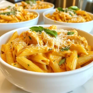 - 12 oz penne pasta - 2 tablespoons olive oil - 1 pound chicken breast, cubed - Salt and pepper to taste - 1 teaspoon red pepper flakes (optional) - 3 cloves garlic, minced - 1 can (28 oz) crushed tomatoes - 1 cup heavy cream - 1 teaspoon dried oregano - 1 teaspoon sugar - 1/2 cup grated Parmesan cheese - 1/4 cup fresh basil, chopped You can add a few ingredients to boost the flavor of your dish. Consider using: - 1/2 teaspoon garlic powder for extra depth - A splash of vodka for a true vodka sauce experience - Fresh parsley for a bright touch - A squeeze of lemon juice for freshness - Extra cheese for a richer taste If you don’t have some ingredients, here are some easy swaps: - Use any pasta shape if you can’t find penne. - Chicken thighs can replace chicken breast for more flavor. - Use vegetable broth instead of cream for a lighter dish. - Canned tomatoes can be swapped for fresh tomatoes. - Nutritional yeast can replace Parmesan for a vegan option. Feel free to mix and match these to find your perfect taste! {{ingredient_image_2}} Start by boiling a large pot of water. Add salt to the water; this helps flavor the pasta. Once boiling, add 12 oz of penne pasta. Cook the pasta according to the package directions, usually 9-11 minutes. You want it al dente, which means it should still have a bit of bite. After cooking, drain the pasta but save about 1/2 cup of the pasta water for later. This starchy water can help adjust the sauce. In a big skillet, heat 2 tablespoons of olive oil over medium heat. Add 1 pound of cubed chicken breast. Season it with salt, pepper, and red pepper flakes if you like a little heat. Sauté the chicken for about 5-7 minutes. Stir it occasionally. You want the chicken to be golden brown and fully cooked. Once done, take it out and place it on a plate to rest. In the same skillet, add 3 cloves of minced garlic. Cook the garlic for about 30 seconds. You want it fragrant but not burnt. Next, pour in 1 can of crushed tomatoes. Stir it well and let it simmer gently. After a few minutes, add 1 cup of heavy cream, 1 teaspoon of dried oregano, and 1 teaspoon of sugar. Let the sauce simmer for 5 minutes. Stir it now and then to thicken it up. Finally, mix in the sautéed chicken and the drained penne pasta. Toss it well to coat everything in the sauce. If it is too thick, add a splash of the reserved pasta water. To make your sauce just right, focus on the cream. Start by adding the heavy cream slowly. Stir it in well so it blends nicely with the crushed tomatoes. If the sauce seems too thick, add a splash of the reserved pasta water. This will help it become creamy but not runny. Always check the sauce as it simmers to see how it thickens. You want it to coat the pasta well but not be too heavy. Add a bit of red pepper flakes to give your dish a kick. Fresh basil adds a lot of flavor, so don't skip it! You can also try different herbs like thyme or parsley for a fresh taste. A teaspoon of sugar balances the tomato's acidity perfectly. If you want a touch of sweetness, consider adding some diced bell peppers when cooking the chicken. They add color and flavor. One mistake is not cooking the pasta long enough. It should be al dente, firm but not hard. Another error is adding the cream too soon. Let the garlic and tomatoes mingle first, then add the cream. Also, don't forget to season your chicken well. Skipping salt and pepper can make your dish bland. Lastly, resist the urge to stir too much after adding the pasta. This can break the pasta and make it mushy. Pro Tips Use Fresh Basil: For the best flavor, use fresh basil instead of dried. Add it at the end to preserve its aromatic qualities. Cook Pasta Al Dente: Ensure the penne is cooked al dente for the perfect texture. It will continue to cook slightly when mixed with the sauce. Adjust Sauce Thickness: If the sauce is too thick, use the reserved pasta water to loosen it. This adds flavor and helps the sauce cling to the pasta. Customize Spice Level: Feel free to adjust the red pepper flakes to your taste. Omit them for a milder dish or add more for extra heat. {{image_4}} You can easily swap the chicken for a plant-based option. Tofu or tempeh works well. Just cube the tofu or tempeh and sauté it as you would the chicken. Season it with salt, pepper, and red pepper flakes. This change keeps the dish rich and tasty while making it vegetarian-friendly. Boost your meal with colorful veggies. Think spinach, bell peppers, or zucchini. Add them when you sauté the garlic. This way, they cook down and blend nicely with the sauce. Not only do they add flavor, but they also increase the nutrition. Your dish becomes a one-stop meal packed with nutrients. If you love heat, make a spicy version. Add more red pepper flakes or some diced jalapeños. You can also include a splash of hot sauce in the sauce mix. This twist makes your Chicken Penne Alla Vodka exciting and bold. Just adjust the spice level to your taste for a perfect kick. To keep your Chicken Penne Alla Vodka fresh, let it cool first. Place it in an airtight container. Make sure to store it in the fridge. It can last up to three days. If you want to keep it longer, freezing is a great option. When you're ready to enjoy leftovers, reheating is easy. You can use the microwave or stovetop. If using the microwave, heat it in short bursts. Stir in between to heat evenly. If using the stovetop, add a splash of water or cream to keep it moist. Stir gently until it's hot. To freeze, place cooled Chicken Penne Alla Vodka in a freezer-safe container. Seal it tightly to avoid freezer burn. It can last for up to three months. When ready to eat, thaw it overnight in the fridge. Then reheat as mentioned before. Enjoy your comfort meal again! Yes, you can use other shapes! Fusilli, rigatoni, or farfalle work well too. These shapes hold the sauce nicely. Each type of pasta brings its own charm. Just keep the cooking time in mind. If you want a lighter option, use half-and-half or whole milk. You can also use coconut cream for a dairy-free choice. Just remember, these options may change the sauce's richness. Adjust seasonings to taste to keep it flavorful. To make it gluten-free, choose gluten-free penne pasta. These are widely available in stores. The rest of the recipe remains the same. Just check your sauce ingredients to ensure they are gluten-free too. Yes, you can prepare it ahead of time! Cook the pasta and sauce separately to keep them fresh. Combine them when you're ready to serve. This keeps the pasta from getting mushy. Leftovers stay good in the fridge for about 3 to 4 days. Store in an airtight container to keep them fresh. When reheating, add a splash of water or broth to revive the sauce. Enjoy your tasty meal again! In this post, we explored the ingredients, steps, tips, variations, and storage for Chicken Penne Alla Vodka. You learned how to cook the pasta and chicken, make a rich sauce, and avoid common mistakes. We also shared fun twists and storage tips to keep your meal fresh. Making this dish easy and enjoyable is my goal. With these insights, you’re ready to cook and impress with your Chicken Penne Alla Vodka. Enjoy the process and the tasty results!