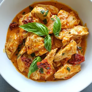 - 4 boneless, skinless chicken breasts - 1 cup sun-dried tomatoes (oil-packed, drained and finely chopped) - 1 cup chicken broth - 1 cup coconut milk - 1 medium onion, finely diced - 4 cloves garlic, minced - 2 teaspoons dried basil - 1 teaspoon dried oregano - ½ teaspoon crushed red pepper flakes (optional) - Salt and freshly ground black pepper, to taste - Fresh basil leaves, for garnish Using quality ingredients makes a big difference. I recommend using fresh, boneless, skinless chicken breasts. They stay juicy and tender. For the sun-dried tomatoes, choose oil-packed ones. They add flavor and moisture. Coconut milk should be full-fat for a rich taste. Fresh herbs always add more flavor than dried ones. Whenever possible, pick organic or locally sourced options. These choices showcase great taste and support sustainable farming. You can swap some ingredients if needed. For chicken, you can use thighs instead. They add extra flavor and stay moist during cooking. If you want a dairy-free option, use almond or soy milk instead of coconut milk. If you can't find sun-dried tomatoes, fresh cherry tomatoes work too. Just chop them and add them during cooking. Lastly, feel free to adjust spices to suit your taste. If you like it spicy, add more crushed red pepper flakes. {{ingredient_image_2}} Season the chicken breasts with salt and black pepper. Use enough to coat both sides well. This step adds flavor to the chicken. Place the seasoned chicken snugly at the bottom of the slow cooker. Make sure they fit without crowding. This helps them cook evenly and stay juicy. In a mixing bowl, combine the sun-dried tomatoes, chicken broth, and coconut milk. Make sure to drain and chop the tomatoes first. Add the diced onion and minced garlic next. Then, toss in the dried basil, oregano, and crushed red pepper flakes if you want heat. Stir everything until mixed well. This sauce will bring a rich taste to the chicken. Cover the slow cooker with its lid. Set it to cook on low for 6-7 hours or high for 3-4 hours. Cooking it low and slow lets the flavors blend well. The chicken should be tender and fully cooked when done. Once cooked, shred the chicken with two forks right in the slow cooker. This helps it soak up all that tasty sauce. Seasoning is key to great flavor. Start with salt and black pepper. Coat both sides of the chicken breasts well. This simple step enhances the taste. You can also add dried basil and oregano to the chicken directly. These herbs blend nicely with sun-dried tomatoes. If you like heat, sprinkle in some crushed red pepper flakes. This adds a fun kick. To get tender chicken, cook it low and slow. Set your slow cooker to low for 6-7 hours. This allows the chicken to absorb all the flavors. If you're short on time, cook on high for 3-4 hours. Always check the chicken for tenderness before shredding. If it tears easily with forks, you did it right! For serving, think about what goes well with the rich sauce. Fluffy rice is a great base for this dish. It soaks up the sauce perfectly. Al dente pasta also works well. If you crave something different, try serving it on toasted bread. This makes a tasty open-faced sandwich. Don’t forget to garnish with fresh basil leaves. They add color and a burst of aroma. Enjoy! Pro Tips Choose Quality Sun-Dried Tomatoes: Opt for high-quality, oil-packed sun-dried tomatoes for the best flavor. They add a rich, tangy depth to the dish. Cook Low and Slow: For the most tender chicken, cook on low for the full 6-7 hours. This allows the flavors to meld beautifully and the chicken to become incredibly tender. Adjust the Spiciness: If you prefer a milder dish, omit the crushed red pepper flakes. For more heat, feel free to increase the amount or add fresh chili. Perfect Pairings: Serve with a side of steamed vegetables or a fresh salad to balance the richness of the chicken and sauce. {{image_4}} If you want to make this dish low-carb, try some swaps. Instead of rice or pasta, serve the chicken over zucchini noodles or cauliflower rice. Both options taste great and keep the meal light. You can also use chicken thighs instead of breasts for extra flavor. Adding vegetables can boost nutrition and flavor. You can toss in chopped bell peppers, spinach, or mushrooms. These veggies will cook down nicely in the slow cooker and soak up the sauce. You might want to add them halfway through cooking to keep some texture. For a spicy kick, increase the crushed red pepper flakes to one teaspoon. You can also add sliced jalapeños or a dash of hot sauce to the mix. This will give your dish a nice heat that complements the sun-dried tomatoes. Adjust the spice to your taste for the perfect balance. After enjoying your Slow Cooker Sun-Dried Tomato Chicken, let any leftovers cool. Place the chicken in an airtight container. Seal it tightly to keep out air and moisture. Store the container in the fridge. It will stay fresh for up to three days. If you want to keep it longer, consider freezing it. To reheat the chicken, you have a few options. The easiest way is to use the microwave. Place the chicken in a microwave-safe bowl. Add a splash of chicken broth or coconut milk for moisture. Cover it with a microwave-safe lid. Heat on medium power for about 2-3 minutes. Stir halfway through to ensure even heating. You can also reheat it on the stovetop. Heat a pan over medium heat. Add the chicken and some sauce. Stir frequently until warm. If you plan to freeze your chicken, do so after it cools completely. Transfer it to a freezer-safe container or a heavy-duty freezer bag. Remove as much air as possible before sealing. This will help prevent freezer burn. To thaw, move the container to the fridge for 24 hours before you want to eat it. For quicker thawing, you can use the microwave. Just be sure to cook it right after thawing. This will keep the chicken safe and tasty! You can serve this dish with many tasty sides. Here are some ideas: - Fluffy rice - Al dente pasta - Toasted bread for open-faced sandwiches - Steamed vegetables - A fresh salad Each of these options pairs well with the rich tomato sauce. The sides soak up the sauce and make every bite delicious. Yes, you can use frozen chicken breasts. Just add an extra hour to your cooking time. Keep the slow cooker on low for 7-8 hours. The chicken will cook through and stay tender. Make sure to check the internal temperature before serving. Check the chicken's internal temperature. It should reach 165°F (75°C). You can use a meat thermometer for this. If you don't have one, check that the chicken is no longer pink inside. It should shred easily with two forks. This blog post covered how to make Slow Cooker Sun-Dried Tomato Chicken. We listed main ingredients and quality tips. I shared step-by-step instructions, storage tips, and variations for everyone's taste. Remember, using fresh ingredients leads to the best flavor. Try adding veggies or make it spicy to switch things up. Store leftovers well and reheat properly. Follow these tips to create a perfect dish every time. Enjoy the meal and impress your friends and family!
