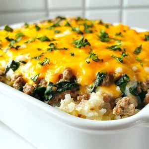 - 1 pound ground beef - 1 cup cauliflower rice (fresh or frozen) - 2 cups fresh spinach, roughly chopped - 1 cup heavy cream - 1 cup shredded sharp cheddar cheese - 1/2 cup onion, finely diced - 1 teaspoon garlic powder - 1 teaspoon Italian seasoning blend - Salt and freshly cracked black pepper, to taste - 2 tablespoons extra virgin olive oil Choosing fresh ingredients makes a big difference. Look for bright green spinach with no wilting. For cauliflower rice, ensure it is firm and free of brown spots. When picking beef, choose lean cuts with a bright red color. The onion should feel firm and have a strong scent. When shopping, I recommend a few trusted brands. For ground beef, look for brands like Omaha Steaks or ButcherBox. They offer quality meats. For cheese, I like Tillamook for its rich flavor. For heavy cream, choose organic options like Organic Valley. These brands help keep your keto meals tasty and healthy. {{ingredient_image_2}} First, set your oven to 375°F (190°C). This helps the casserole bake just right. While the oven heats up, grab a large skillet. Add 2 tablespoons of extra virgin olive oil. Heat it over medium heat until it shimmers. This oil gives flavor and helps cook the beef and veggies well. Once the oil is hot, add 1/2 cup of finely diced onion. Sauté for 3-4 minutes. The onions should turn soft and fragrant. Next, add 1 pound of ground beef. Break it apart with a spatula. Cook for 5-7 minutes until it browns. If there is excess fat, drain it. After that, add 1 cup of cauliflower rice and 2 cups of roughly chopped fresh spinach. Stir and let it cook for another 3-4 minutes. The spinach should wilt, and the cauliflower should soften. In a bowl, whisk together 1 cup of heavy cream, 1 teaspoon of garlic powder, and 1 teaspoon of Italian seasoning. Add a pinch of salt and freshly cracked black pepper. Mix it well. Pour this creamy blend into the skillet. Stir everything to coat the ingredients fully. Then, transfer the mix into a greased 9x13 inch casserole dish. Spread it out evenly. Top it with 1 cup of shredded sharp cheddar cheese. Bake in the oven for 25-30 minutes. The cheese should become bubbly and golden. After baking, let it cool for about 5 minutes before serving. To brown ground beef, start with a hot skillet. Heat olive oil until it shimmers. Add your beef and break it up. Stir it often. Cook for 5 to 7 minutes. You want it to be brown all over. This adds great flavor to your casserole. If it looks greasy, drain the fat. This keeps your dish from being soggy. Meal prep can save you time. Chop your onion and spinach ahead of time. You can also prepare the cauliflower rice in advance. Store them in the fridge. When it's time to cook, you can toss everything in the skillet quickly. You can cook the beef earlier too. Store it in the fridge or freezer. This way, you can assemble the casserole in no time. For a creamy casserole, use heavy cream. Whisk it well with seasonings before adding it to the skillet. This helps to coat the beef and veggies evenly. Stir often to mix the flavors. If it looks too thick, add a splash of water or broth. It should be smooth and creamy. This will make every bite rich and delicious. Pro Tips Use Fresh Ingredients: Opt for fresh spinach and cauliflower rice for the best flavor and texture in your casserole. Customize Your Cheese: Experiment with different cheese varieties, like mozzarella or pepper jack, for a unique twist on the dish. Meal Prep Friendly: This casserole can be made ahead of time and stored in the fridge for a quick weeknight meal—just reheat before serving. Adjust Seasonings: Feel free to modify the seasoning to your taste; adding a pinch of red pepper flakes can give it a nice kick! {{image_4}} You can change the protein in your keto casserole. Ground turkey works well. It is lean and tasty. You can also use sausage for a spicy kick. Choose a low-carb sausage for the best results. Both options keep the dish flavorful. Adding vegetables boosts the nutrition of your casserole. You can try zucchini, bell peppers, or broccoli. Just chop them small to mix well. This extra color makes the meal more fun. It also adds fiber, which is great for digestion. If you want a dairy-free version, use nutritional yeast. It gives a cheesy flavor without milk. Another option is to use vegan cheese. Make sure it melts well. These options keep your casserole delicious while fitting your diet. After enjoying your keto casserole, store any leftovers in an airtight container. I recommend letting the dish cool first. This helps keep the texture just right. Place the container in the fridge. It stays fresh for about 3 to 4 days. If you want to enjoy it later, freezing is a good option. To reheat your casserole, preheat your oven to 350°F (175°C). Place the casserole in an oven-safe dish. Cover it with foil to keep it moist. Heat for about 20-25 minutes. You want it warm all the way through. If you're in a hurry, the microwave works too. Just heat it in short bursts, stirring in between, until hot. For longer storage, you can freeze the casserole. First, let it cool completely. Then, wrap it tightly in plastic wrap. Next, place it in a freezer-safe bag or container. It can last up to 3 months in the freezer. When you're ready to eat it, thaw it overnight in the fridge. Reheat as mentioned above, and enjoy your tasty meal! Yes, this casserole is great for meal prep. You can make it ahead of time and store it in the fridge. Just divide it into portions. It stays tasty for up to four days. When you want to eat, simply reheat a portion in the oven or microwave. This saves time during busy weeks. You can make this casserole vegetarian by swapping the ground beef. Use cooked lentils or mushrooms instead. Both options add great texture and flavor. You can also add more veggies, like bell peppers or zucchini, for extra nutrition. Just make sure to adjust the cooking time if needed. Each serving of this casserole has about 6 grams of carbs. Most of these come from the cauliflower rice and spinach. This recipe fits well into a keto diet. You can enjoy it without worrying about carbs. It's a filling meal that keeps you on track with your goals. This blog post covered all you need for a tasty casserole. We discussed fresh ingredients, cooking steps, and tips for a creamy dish. You learned how to swap proteins and veggies too. Plus, we provided helpful storage methods for leftovers. In the end, this recipe is friendly for meal prep and adaptable for diets. Enjoy your cooking journey, and have fun creating your own version!
