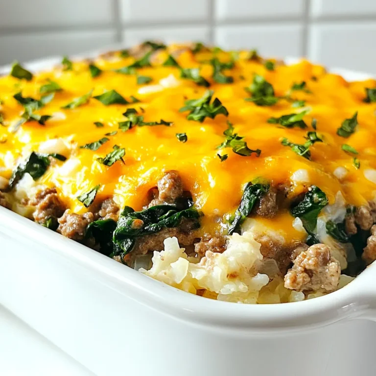 - 1 pound ground beef - 1 cup cauliflower rice (fresh or frozen) - 2 cups fresh spinach, roughly chopped - 1 cup heavy cream - 1 cup shredded sharp cheddar cheese - 1/2 cup onion, finely diced - 1 teaspoon garlic powder - 1 teaspoon Italian seasoning blend - Salt and freshly cracked black pepper, to taste - 2 tablespoons extra virgin olive oil Choosing fresh ingredients makes a big difference. Look for bright green spinach with no wilting. For cauliflower rice, ensure it is firm and free of brown spots. When picking beef, choose lean cuts with a bright red color. The onion should feel firm and have a strong scent. When shopping, I recommend a few trusted brands. For ground beef, look for brands like Omaha Steaks or ButcherBox. They offer quality meats. For cheese, I like Tillamook for its rich flavor. For heavy cream, choose organic options like Organic Valley. These brands help keep your keto meals tasty and healthy. {{ingredient_image_2}} First, set your oven to 375°F (190°C). This helps the casserole bake just right. While the oven heats up, grab a large skillet. Add 2 tablespoons of extra virgin olive oil. Heat it over medium heat until it shimmers. This oil gives flavor and helps cook the beef and veggies well. Once the oil is hot, add 1/2 cup of finely diced onion. Sauté for 3-4 minutes. The onions should turn soft and fragrant. Next, add 1 pound of ground beef. Break it apart with a spatula. Cook for 5-7 minutes until it browns. If there is excess fat, drain it. After that, add 1 cup of cauliflower rice and 2 cups of roughly chopped fresh spinach. Stir and let it cook for another 3-4 minutes. The spinach should wilt, and the cauliflower should soften. In a bowl, whisk together 1 cup of heavy cream, 1 teaspoon of garlic powder, and 1 teaspoon of Italian seasoning. Add a pinch of salt and freshly cracked black pepper. Mix it well. Pour this creamy blend into the skillet. Stir everything to coat the ingredients fully. Then, transfer the mix into a greased 9x13 inch casserole dish. Spread it out evenly. Top it with 1 cup of shredded sharp cheddar cheese. Bake in the oven for 25-30 minutes. The cheese should become bubbly and golden. After baking, let it cool for about 5 minutes before serving. To brown ground beef, start with a hot skillet. Heat olive oil until it shimmers. Add your beef and break it up. Stir it often. Cook for 5 to 7 minutes. You want it to be brown all over. This adds great flavor to your casserole. If it looks greasy, drain the fat. This keeps your dish from being soggy. Meal prep can save you time. Chop your onion and spinach ahead of time. You can also prepare the cauliflower rice in advance. Store them in the fridge. When it's time to cook, you can toss everything in the skillet quickly. You can cook the beef earlier too. Store it in the fridge or freezer. This way, you can assemble the casserole in no time. For a creamy casserole, use heavy cream. Whisk it well with seasonings before adding it to the skillet. This helps to coat the beef and veggies evenly. Stir often to mix the flavors. If it looks too thick, add a splash of water or broth. It should be smooth and creamy. This will make every bite rich and delicious. Pro Tips Use Fresh Ingredients: Opt for fresh spinach and cauliflower rice for the best flavor and texture in your casserole. Customize Your Cheese: Experiment with different cheese varieties, like mozzarella or pepper jack, for a unique twist on the dish. Meal Prep Friendly: This casserole can be made ahead of time and stored in the fridge for a quick weeknight meal—just reheat before serving. Adjust Seasonings: Feel free to modify the seasoning to your taste; adding a pinch of red pepper flakes can give it a nice kick! {{image_4}} You can change the protein in your keto casserole. Ground turkey works well. It is lean and tasty. You can also use sausage for a spicy kick. Choose a low-carb sausage for the best results. Both options keep the dish flavorful. Adding vegetables boosts the nutrition of your casserole. You can try zucchini, bell peppers, or broccoli. Just chop them small to mix well. This extra color makes the meal more fun. It also adds fiber, which is great for digestion. If you want a dairy-free version, use nutritional yeast. It gives a cheesy flavor without milk. Another option is to use vegan cheese. Make sure it melts well. These options keep your casserole delicious while fitting your diet. After enjoying your keto casserole, store any leftovers in an airtight container. I recommend letting the dish cool first. This helps keep the texture just right. Place the container in the fridge. It stays fresh for about 3 to 4 days. If you want to enjoy it later, freezing is a good option. To reheat your casserole, preheat your oven to 350°F (175°C). Place the casserole in an oven-safe dish. Cover it with foil to keep it moist. Heat for about 20-25 minutes. You want it warm all the way through. If you're in a hurry, the microwave works too. Just heat it in short bursts, stirring in between, until hot. For longer storage, you can freeze the casserole. First, let it cool completely. Then, wrap it tightly in plastic wrap. Next, place it in a freezer-safe bag or container. It can last up to 3 months in the freezer. When you're ready to eat it, thaw it overnight in the fridge. Reheat as mentioned above, and enjoy your tasty meal! Yes, this casserole is great for meal prep. You can make it ahead of time and store it in the fridge. Just divide it into portions. It stays tasty for up to four days. When you want to eat, simply reheat a portion in the oven or microwave. This saves time during busy weeks. You can make this casserole vegetarian by swapping the ground beef. Use cooked lentils or mushrooms instead. Both options add great texture and flavor. You can also add more veggies, like bell peppers or zucchini, for extra nutrition. Just make sure to adjust the cooking time if needed. Each serving of this casserole has about 6 grams of carbs. Most of these come from the cauliflower rice and spinach. This recipe fits well into a keto diet. You can enjoy it without worrying about carbs. It's a filling meal that keeps you on track with your goals. This blog post covered all you need for a tasty casserole. We discussed fresh ingredients, cooking steps, and tips for a creamy dish. You learned how to swap proteins and veggies too. Plus, we provided helpful storage methods for leftovers. In the end, this recipe is friendly for meal prep and adaptable for diets. Enjoy your cooking journey, and have fun creating your own version!