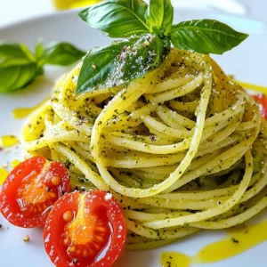 To make Creamy Pesto Pasta, you need fresh and simple ingredients. Gather these items: - 12 oz. pasta (fettuccine or penne recommended) - 1 cup fresh basil leaves, packed - 1/4 cup pine nuts - 1/2 cup freshly grated Parmesan cheese - 1/2 cup heavy cream - 3 cloves garlic, minced - 1/3 cup extra-virgin olive oil - Salt and freshly ground black pepper - Cherry tomatoes, for garnish - Extra basil leaves, for garnish These ingredients work together to create a rich and flavorful dish. The fresh basil gives a bright taste, while the Parmesan adds creaminess. Using good-quality olive oil is key for a wonderful flavor. {{ingredient_image_2}} To cook the pasta, start by filling a large pot with water. Add a good amount of salt. Bring the water to a rolling boil on high heat. Once the water bubbles, add 12 ounces of your favorite pasta, like fettuccine or penne. Cook the pasta according to the package directions. For al dente, check a minute or two before the time is up. Al dente pasta is firm but tender. Before draining, reserve one cup of the starchy pasta water. Drain the pasta and set it aside. Now it's time to make the pesto. In a food processor, add one cup of fresh basil leaves, a quarter cup of pine nuts, half a cup of grated Parmesan cheese, and three cloves of minced garlic. Add a pinch of salt. Pulse the mixture until it is finely chopped but not smooth. This gives the pesto a nice texture. With the processor running, slowly drizzle in one-third cup of extra-virgin olive oil. Blend until the pesto is smooth. If it feels thick, add more olive oil, one tablespoon at a time. In a large skillet over medium heat, pour in half a cup of heavy cream. As it warms, stir in the pesto you just made. Let it simmer gently for about two to three minutes. This helps the flavors mix well. Add the drained pasta to the skillet. Use tongs to toss the pasta and coat it with the creamy pesto sauce. Gradually add the reserved pasta water, a little at a time, until you reach your desired creaminess. Season with salt and freshly ground black pepper to taste. For the best pesto, you can swap out pine nuts for other nuts. Try walnuts or almonds for a different taste. You can also use sunflower seeds if you have nut allergies. To add more flavor, mix in other herbs. Parsley or arugula work well with basil. This can make your pesto unique and fun. Always save some pasta water before draining. This starchy water helps make your sauce creamy. If the pasta sticks together, try using a bit of oil while cooking. Stir the pasta gently as it cooks. This keeps it from clumping and helps achieve that perfect al dente texture. To make your creamy pesto pasta look even better, add some garnishes. Halved cherry tomatoes add color and flavor. Fresh basil leaves on top make the dish pop. For a side, try a crisp salad or garlic bread. These pair well and round out your meal nicely. Pro Tips Toast Your Nuts: Toasting pine nuts in a dry skillet for a few minutes enhances their flavor and adds a delightful crunch to your pesto. Adjust Creaminess: Use the reserved pasta water to adjust the consistency of your sauce. It helps the sauce cling to the pasta better. Freshness is Key: Use fresh basil for the best flavor. If you have friends with a basil plant, ask for a handful! Experiment with Add-ins: Consider adding grilled chicken, shrimp, or vegetables for extra flavor and nutrition. {{image_4}} You can add protein to your creamy pesto pasta for extra flavor and nutrition. Here are some great options: - Chicken: Cook bite-sized pieces in a skillet. Season with salt and pepper. Add them to the pasta just before serving. - Shrimp: Sauté shrimp in olive oil until pink. Toss them in with the pasta for a quick seafood boost. - Tofu: For a plant-based option, cube and pan-fry tofu until golden. Mix it in for a hearty meal. When adding protein, cook it separately and then mix it in at the end. This keeps the meat or tofu juicy and flavorful. If you have special dietary needs, you can make creamy pesto pasta fit your plan. - Gluten-Free Pasta: Use gluten-free pasta made from rice or quinoa. It cooks similarly to regular pasta, so follow the package instructions. - Dairy-Free Version: Swap heavy cream for cashew cream. Blend soaked cashews with water until smooth. This adds creaminess without dairy. These changes let everyone enjoy this dish without missing out. You can easily boost the taste of your creamy pesto pasta. Here are some ideas: - Sun-Dried Tomatoes: Chop them up and mix them in for a sweet and tangy kick. - Spinach: Stir in fresh spinach while mixing everything. It wilts down and adds a pop of color. - Different Cheese Types: Try using goat cheese or a mix of cheeses. Each adds its unique flavor to the dish. These enhancements will make your pasta even more exciting and delicious. To keep your creamy pesto pasta fresh, store it in a container with a tight lid. Refrigerate the leftovers within two hours of cooking. This helps keep the flavors and texture just right. Use glass or plastic containers that are safe for food storage. Avoid metal containers, as they may react with the pesto. When reheating, aim to keep the pasta moist. You can do this by using a microwave or a skillet. In the microwave, add a splash of water or cream. Heat in short bursts, stirring in between. If using a skillet, add a bit of olive oil and heat over low heat. This method helps avoid dryness. You can also add fresh basil or cherry tomatoes when reheating. This adds freshness and flavor back to the dish. To freeze creamy pesto pasta, first cool it completely. Transfer it to a freezer-safe container. Leave some space at the top, as it may expand. Seal it tightly and label with the date. When you're ready to eat, thaw it in the fridge overnight. Reheat as mentioned above. Add a little cream or olive oil to help restore moisture. Enjoy your tasty dish even after freezing! To make your pesto smoother, add more olive oil. Start with a little, about one tablespoon. Blend longer until you reach the right texture. You want a creamy feel without any chunks. If your pesto is too thick, just keep adding oil and blending. This simple trick helps you achieve the perfect smoothness. Yes, you can use store-bought pesto. It saves time and can be tasty. However, it may not have the same fresh flavor as homemade. Store-bought versions can be very salty, so taste before adding any extra salt. If you’re in a rush, this is an easy option that works well. Creamy pesto pasta lasts about three to five days in the fridge. Make sure to store it in an airtight container. To keep it fresh, avoid mixing in any garnishes until you serve it. If you see any changes in color or smell, it’s best to throw it away. Enjoy your creamy pesto pasta while it’s still fresh! This blog covered making creamy pesto pasta from scratch. You learned about key ingredients, cooking tips, and tasty variations. Perfecting your pesto can elevate every dish. Don’t forget to save pasta water for the right texture. Consider protein choices like chicken or tofu for a hearty meal. Storing leftovers properly ensures you enjoy your creation later. With these steps, you can impress anyone at your table. Now, get in the kitchen and start cooking!