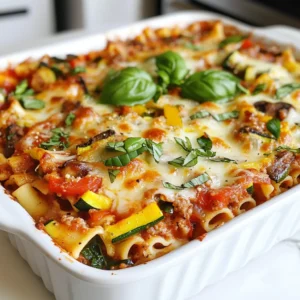 To make a tasty baked ziti with vegetables, you need these simple ingredients: - 12 oz ziti pasta - 2 tablespoons extra virgin olive oil - 1 medium onion, finely diced - 3 cloves garlic, minced - 1 bell pepper (any color), deseeded and chopped - 1 medium zucchini, diced into small cubes - 1 cup mushrooms, sliced - 1 can (28 oz) crushed tomatoes - 1 teaspoon dried basil - 1 teaspoon dried oregano - Sea salt and freshly cracked black pepper, to taste - 2 cups fresh baby spinach - 1 ½ cups creamy ricotta cheese - 1 ½ cups shredded mozzarella cheese, divided - ½ cup grated Parmesan cheese These ingredients work together to create a dish full of flavor and nutrients. The ziti pasta serves as a hearty base, while the veggies add color and taste. The cheeses bring creaminess and richness. Each bite will leave you satisfied and happy. {{ingredient_image_2}} First, preheat your oven to 375°F (190°C). This step is key to getting a nice, even bake. Next, cook the ziti pasta. Follow the package instructions and cook until it is al dente. Once done, drain the pasta and set it aside. In a large skillet, pour in 2 tablespoons of extra virgin olive oil. Heat it on medium. Add 1 medium onion, finely diced. Sauté for 3-4 minutes until it’s soft. Then, add 3 cloves of minced garlic, 1 chopped bell pepper, 1 diced zucchini, and 1 cup of sliced mushrooms. Cook for about 5-7 minutes. Stir often until the veggies are tender. Next, pour in 1 can of crushed tomatoes. Add 1 teaspoon each of dried basil and oregano. Season with sea salt and black pepper. Let this simmer for about 10 minutes. The flavors will blend well. Just before you finish, stir in 2 cups of fresh baby spinach until it wilts. In a large mixing bowl, mix the cooked ziti with the veggie sauce. Add 1 ½ cups of creamy ricotta cheese and half of the 1 ½ cups of shredded mozzarella cheese. Stir well so that the pasta is fully coated. Grease a 9x13 inch baking dish. Pour the ziti mixture in and spread it evenly. Top with the rest of the mozzarella and ½ cup of grated Parmesan cheese. Cover the dish with aluminum foil. Place it in the oven and bake for 25 minutes. After that, take off the foil and bake for another 10-15 minutes. The cheese should be bubbly and golden. Once you remove it from the oven, let it cool for a few minutes. Then it's ready to serve! To cook ziti pasta well, start with a large pot of water. Add a pinch of salt to the water. Bring it to a boil before adding the ziti. Cook the pasta until it is al dente, which means it should have a slight bite. This usually takes about 8-10 minutes. Drain the pasta in a colander and make sure not to rinse it. Rinsing removes the starch that helps the sauce stick. When sautéing vegetables, always heat your pan first. Use medium heat and add olive oil. Toss in onions first; they take longer to cook. Stir them for about 3-4 minutes until they turn soft. Then, add garlic and cook for just 30 seconds to avoid burning it. Next, add bell peppers, zucchini, and mushrooms. Stir these for 5-7 minutes until they are tender and a bit golden. This helps to deepen the flavors. For a rich flavor, I recommend using a mix of cheeses. Ricotta adds creaminess while mozzarella gives that gooey stretch. Parmesan adds a salty kick and depth. For a twist, try adding some provolone or fontina. These cheeses melt well and blend together perfectly in baked ziti. To make your baked ziti look appealing, use a nice baking dish. Once it's done, let it cool for a few minutes. This helps the cheese set. Serve it with fresh basil leaves on top for color. Pair it with a crisp salad and garlic bread for a complete meal. A colorful plate makes a big difference! Pro Tips Use Fresh Herbs: Incorporating fresh basil or parsley as a garnish not only enhances the dish's flavor but also adds a vibrant touch to the presentation. Make Ahead: Prepare the baked ziti a day in advance, cover it tightly and refrigerate. Just bake it for an additional 10 minutes when ready to serve. Customize Your Veggies: Feel free to swap in your favorite vegetables like eggplant or broccoli for a personal twist on this classic dish. Cheese Variations: Experiment with different types of cheese like feta or gouda for added flavor depth and a unique twist on the traditional recipe. {{image_4}} Baked ziti is naturally a great choice for vegetarians. You can add more veggies for extra flavor and nutrients. Try adding broccoli, carrots, or eggplant. You can also use a mix of fresh herbs like parsley or thyme. This adds freshness and depth to the dish. If you need a gluten-free option, use gluten-free ziti pasta. Many brands offer great taste and texture. You can also use rice or quinoa as a base. Just make sure to adjust cooking times if needed. Check labels to ensure all ingredients are gluten-free. Adding protein makes the dish heartier. Cooked chicken or Italian sausage works well. You can also use crumbled tofu for a plant-based option. Simply sauté the protein with your veggies. Mix it with the ziti and sauce before baking for a filling meal. After enjoying your baked ziti, let the dish cool to room temperature. Use an airtight container to store the leftovers. This keeps the flavors fresh and prevents drying. You can store it in your fridge for up to 3 to 4 days. To reheat, preheat your oven to 350°F (175°C). Place the ziti in an oven-safe dish. Cover it with foil to keep moisture in. Bake for about 20 minutes or until heated through. You can also use a microwave. Place a serving in a microwave-safe bowl and heat for 1-2 minutes, stirring halfway through. To freeze baked ziti, cool it completely first. Use a freezer-safe container or wrap it tightly in plastic wrap. It can last in the freezer for up to 3 months. When ready to eat, thaw it overnight in the fridge. Reheat as described above for a tasty meal. Yes, you can make Baked Ziti ahead of time. Just prepare the dish up to the baking step. Cover it well and store it in the fridge for up to 24 hours. When you are ready to bake, let it sit at room temperature for 30 minutes. This helps it cook evenly. Then, bake as directed. Baked Ziti lasts in the refrigerator for about 3 to 5 days. To keep it fresh, store it in an airtight container. If you want it to last longer, consider freezing it instead. Absolutely! You can swap in vegetables you enjoy. Try adding spinach, kale, or even eggplant. Just make sure to chop them into small pieces to blend well with the pasta. Cooking time may vary depending on the vegetable added. If you need a ricotta substitute, try cottage cheese or mascarpone. Both create a creamy texture. For a dairy-free option, use blended tofu with a bit of lemon juice. This keeps the dish rich and tasty. Baked ziti is a delicious and simple dish to make. We covered the key ingredients, like ziti pasta and fresh veggies. Then, I shared step-by-step instructions to guide you in cooking. You learned tips for perfecting your pasta and choosing the right cheeses. Plus, I gave you variations for different diets and storage tips for leftovers. With this info, you can create your own tasty baked ziti that fits your needs. The best part? You can customize it any way you like! Enjoy your cooking adventure!
