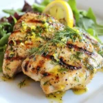 - 4 boneless, skinless chicken breasts - 2 tablespoons extra virgin olive oil - Juice of 2 fresh lemons - Zest of 1 lemon - 3 cloves of garlic, finely minced - 2 tablespoons fresh dill, finely chopped (or 1 tablespoon dried dill for convenience) - 1 teaspoon sea salt - 1/2 teaspoon freshly ground black pepper - 1 teaspoon smoked paprika (optional, for an extra layer of flavor) - Mixing bowl - Whisk - Grilling surface or non-stick skillet - Plastic wrap or resealable plastic bag Gathering the right ingredients is key to a great meal. For this Paleo Lemon Dill Chicken, start with fresh and high-quality items. The chicken should be boneless and skinless for easy cooking. Use extra virgin olive oil for healthy fat. Fresh lemons add a zesty kick. The juice and zest work together to brighten up the dish. Garlic gives a fragrant base, while dill brings a unique flavor. You can use fresh or dried dill based on what you have. Season your chicken with sea salt and black pepper. This simple seasoning enhances the taste. Smoked paprika is optional but adds a nice depth if you want it. For tools, a mixing bowl and whisk make preparing the marinade easy. A grilling surface or non-stick skillet is best for cooking the chicken. Finally, use plastic wrap or a resealable bag to marinate the chicken. This helps the flavors soak in well. With these ingredients and tools, you're set for a delicious meal! {{ingredient_image_2}} To start, you need to prepare the marinade. In a large bowl, whisk together: - 2 tablespoons extra virgin olive oil - Juice of 2 fresh lemons - Zest of 1 lemon - 3 cloves garlic, finely minced - 2 tablespoons fresh dill, finely chopped - 1 teaspoon sea salt - 1/2 teaspoon black pepper - 1 teaspoon smoked paprika (optional) Mix until smooth and fragrant. Next, submerge the chicken breasts in the marinade. Make sure each piece is coated well. Cover the bowl with plastic wrap or place the chicken in a resealable bag. Pop it in the fridge. Marinate for at least 30 minutes. For best results, aim for 2-4 hours. This lets the flavors soak in. When it’s time to cook, preheat your grill or skillet over medium-high heat. If you use a grill, lightly oil the grates to keep the chicken from sticking. Take the chicken out of the marinade. Let any extra marinade drip off. Keep the reserved marinade for basting later. Place the chicken on the hot grill or skillet. Cook each side for about 6-7 minutes. Check for grill marks and an internal temperature of 165°F (75°C). This means your chicken is safe to eat. In the last two minutes of cooking, brush a bit of the reserved marinade over the chicken. This enhances the flavor and keeps it juicy. Once the chicken is cooked, remove it from the heat. Let it rest on a cutting board for about 5 minutes. Resting helps the juices go back into the meat. This step keeps your chicken moist and full of flavor. For the best flavor, marinate the chicken for 2 to 4 hours. This time lets the marinade sink in. If you're in a hurry, 30 minutes is still okay, but longer is better. When it comes to dill, fresh dill gives a bright taste. It has a stronger flavor than dried dill. Use 2 tablespoons of fresh dill if you can. If you only have dried dill, use 1 tablespoon. It works too, but the taste will be different. You can cook this chicken in a few ways. Grilling gives it a smoky flavor and nice grill marks. Preheat your grill and oil the grates to avoid sticking. If you don’t have a grill, use a non-stick skillet. Preheat it on medium-high heat. Cook the chicken for about 6 to 7 minutes on each side. Both methods will make your chicken juicy and tasty. If you want to bake the chicken, preheat your oven to 375°F (190°C). Place the marinated chicken on a baking sheet. Bake for about 25 to 30 minutes or until it reaches an internal temperature of 165°F (75°C). To make your dish stand out, plate the chicken neatly. Slice it and arrange it on a large platter. Garnish with lemon wedges and fresh dill sprigs. This adds color and makes it look fresh. Pair the chicken with colorful vegetables like steamed broccoli or a crisp salad. These sides enhance the dish's look and taste. They also keep your meal healthy and vibrant. Pro Tips Marinating Time: For the best flavor, aim to marinate the chicken for 2-4 hours. This allows the marinade to penetrate deeply, enhancing the taste. Grilling Technique: When grilling, ensure your grill is preheated and the grates are lightly oiled to prevent sticking and achieve beautiful grill marks. Resting Period: Don’t skip the resting period after cooking. Let the chicken rest for about 5 minutes to allow juices to redistribute, keeping it moist. Flavor Boost: Basting the chicken with reserved marinade in the final moments of cooking adds an extra layer of flavor and keeps it juicy. {{image_4}} You can change the herbs in this recipe for new tastes. Fresh parsley works well with lemon and chicken. Rosemary adds a fragrant touch. For a spicy kick, try fresh basil or even cilantro. You can adjust the flavor with spices too. For example, add a pinch of chili flakes for heat. Alternatively, a dash of cumin adds earthiness. Experiment and find what you love! This recipe is easy to adapt for different diets. To make it dairy-free, just skip any cheese or creamy sauces. You can also use coconut milk as a base for a creamy sauce. If you want to make it nut-free, avoid nut oils and stick to olive oil. Adding vegetables is a great way to boost nutrition. Try grilling zucchini, bell peppers, or asparagus alongside the chicken. These veggies pair nicely with lemon and dill. You’ll create a colorful, tasty meal everyone can enjoy! After enjoying your Paleo Lemon Dill Chicken, you may have some leftovers. Here’s how to store them: - Refrigeration: Place the cooked chicken in an airtight container. It will stay fresh for up to 3 days in the fridge. Make sure the chicken cools down before sealing. - Freezing: For longer storage, freeze the chicken. Wrap each piece tightly in plastic wrap, then place them in a freezer-safe bag. It can last up to 3 months. Label the bag with the date for easy reference. Reheating chicken can be tricky. You want to keep it moist and tasty. Here are some tips: - Oven Method: Preheat the oven to 350°F (175°C). Place the chicken in a baking dish. Add a splash of broth or water to keep it moist. Cover with foil to trap steam. Heat for about 20 minutes or until warmed through. - Microwave Method: If you’re short on time, use the microwave. Place the chicken on a microwave-safe plate. Add a few drops of water and cover with a damp paper towel. Heat in short bursts, checking often. This method is quick but can dry out the chicken if not careful. These tips will help keep your chicken delicious and juicy! The best way to marinate chicken is to use a mix of liquid and spices. A good marinade has oil, acid, and flavor. For this recipe, I use olive oil and lemon juice. They help the chicken soak up the taste. To get the most flavor, marinate the chicken for at least 2 hours. You can even marinate it as long as 4 hours. Make sure to coat the chicken well. Use a bowl or a plastic bag to keep it all in. Yes, you can use different cuts of chicken. While boneless, skinless breasts work great, thighs are also tasty. They are juicier and add more flavor. If you use thighs, adjust the cooking time. They may need a few extra minutes on the grill. You can also try chicken wings or drumsticks. Just keep in mind that they might need longer to cook through. Paleo Lemon Dill Chicken pairs well with many sides. Fresh salads are a great choice. Use leafy greens, cucumbers, and tomatoes for a colorful dish. You can also serve it with steamed vegetables like broccoli or asparagus. These add a nice crunch and color to your plate. For a heartier option, try cauliflower rice or sweet potato mash. They make a filling meal that still fits the Paleo diet. In this post, we explored how to make flavorful Paleo Lemon Dill Chicken. We covered key ingredients and tools, along with step-by-step instructions for marinating and cooking. I shared tips for perfecting flavors and variations, and also discussed storage and reheating methods. To sum up, this dish is easy, delicious, and versatile. With these tips, you can enjoy a tasty meal any night of the week. Try it out and find your favorite variations!